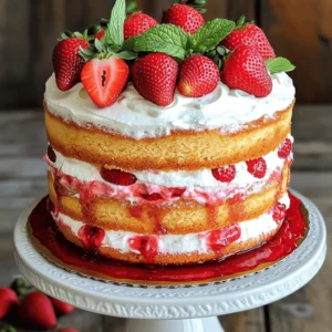 To make the best strawberry cake ever, you need fresh, high-quality ingredients. Here is what you'll need: - 2 cups all-purpose flour - 1 and 1/2 cups granulated sugar - 1/2 cup unsalted butter, softened - 3/4 cup whole milk - 3 large eggs - 1 tablespoon baking powder - 1 teaspoon vanilla extract - 1/4 teaspoon salt - 2 cups fresh strawberries, pureed (plus extra for garnish) - 1 cup heavy whipping cream - 1/4 cup powdered sugar These ingredients create a soft, moist cake full of strawberry flavor. The key is using ripe strawberries for the best taste. Each ingredient plays a role in the texture and flavor of the cake. For example, the butter gives richness, while the milk keeps it moist. When measuring, be precise. Use a kitchen scale for the best accuracy, especially for flour. This ensures your cake bakes evenly. If you want to dive deeper into the baking process, check out the Full Recipe for step-by-step instructions on how to bring these ingredients together. - Preheating and Greasing: Start by preheating your oven to 350°F (175°C). Grease and flour two 9-inch round cake pans. This step helps your cakes slide out smoothly. - Mixing Wet Ingredients: In a large bowl, cream together 1/2 cup softened unsalted butter and 1 and 1/2 cups granulated sugar until the mix is light and fluffy. Add 3 large eggs one by one, mixing well after each. Stir in 1 teaspoon vanilla extract for a lovely flavor. - Combining Dry Ingredients: In another bowl, whisk together 2 cups all-purpose flour, 1 tablespoon baking powder, and 1/4 teaspoon salt. This mix adds the right texture to your cake. - Alternating Dry and Wet Mixtures: Gradually add the dry mix to the butter mix. Alternate this with 3/4 cup whole milk. Mix until just combined. Don’t overmix; you want a light cake. - Dividing Batter and Baking: Fold in 2 cups pureed strawberries gently. Divide the batter evenly between the two prepared pans. Bake them for about 25-30 minutes. A toothpick inserted in the center should come out clean. - Cooling Cakes: After baking, let the cakes cool in the pans for 10 minutes. Then, transfer them to wire racks to cool completely. This step is key for easy frosting. - Whipping the Cream: While the cakes cool, whip 1 cup heavy whipping cream in a chilled bowl. Once soft peaks form, add 1/4 cup powdered sugar. Keep whipping until you see stiff peaks. This will be your frosting. - Layering the Cakes: Once the cakes are cool, place one layer on a serving plate. Spread a generous amount of whipped cream on top and add some whole strawberries. - Garnishing for Presentation: Place the second cake layer on top. Frost the whole cake with the remaining whipped cream. Garnish it with extra fresh strawberries on top. This makes your cake pop with color! For the full recipe, check out the [Full Recipe]. Enjoy this delightful treat! - Ensuring Even Baking: To bake evenly, make sure to preheat your oven fully. Place the cake pans in the center of the oven. This helps the heat circulate well. Turn the pans halfway through baking for best results. - Testing Cake Doneness: Use a toothpick to check if the cake is done. Insert it into the center of the cake. If it comes out clean, your cake is ready. If not, give it a few more minutes. - Perfecting Whipped Cream: Chill your mixing bowl and beaters before whipping cream. This helps it whip faster and hold its shape. Stop whipping when you see soft peaks for a light texture. - Serving Suggestions: Serve the cake on a pretty cake stand. This makes it look special. You can slice it into wedges for easy serving. - Adding Garnishes Effectively: Use whole strawberries on top for color. A sprinkle of mint leaves adds freshness. You can also drizzle strawberry puree around the edges for extra flair. - Creative Plating Ideas: Plate individual slices on small plates. You can add a dollop of whipped cream next to each slice. A few fresh berries on the side make it look even better. - Overmixing Batter: Mix just until combined. Overmixing can make the cake dense. This happens when you stir too long after adding the flour. - Incorrect Oven Temperature: Always check your oven's temperature with an oven thermometer. An oven that runs hot can burn the cake. A cooler oven can lead to undercooked centers. - Inadequate Cooling Time: Let the cakes cool completely before frosting. If you frost a warm cake, the frosting will melt. This can ruin your beautiful layers. {{image_2}} Adding Lemon Zest Lemon zest brightens the cake's flavor. Just add one teaspoon to the batter. It gives a fresh twist to the sweet strawberries. Incorporating Almond Extract Almond extract adds a warm, nutty taste. Use half a teaspoon in place of vanilla extract. It pairs beautifully with strawberries. Using Different Types of Strawberries Try using different strawberries, like June-bearing or everbearing. These types can change the taste. Fresh, ripe strawberries yield the best flavor, so choose carefully. Gluten-Free Options To make a gluten-free cake, swap all-purpose flour with gluten-free flour. Look for a 1:1 blend for best results. This way, everyone can enjoy your cake. Dairy-Free Substitutes For a dairy-free version, use coconut milk instead of whole milk. Replace butter with vegan margarine. This keeps the cake moist and tasty. Lower Sugar Alternatives Try using a sugar substitute like Stevia or coconut sugar. Adjust the amount to match your taste. This allows you to enjoy cake with less sugar. Strawberry Shortcake Cupcakes Transform the cake into cupcakes for fun. Bake in muffin tins and top with whipped cream and strawberries. They are easy to grab and enjoy. Layered Strawberry Parfaits Create parfaits by layering cake pieces with whipped cream and fresh strawberries. Serve in clear cups for a beautiful display. This makes a lovely dessert for parties. Strawberry Cake Pops Make cake pops by crumbling the cake and mixing it with frosting. Roll into balls and dip in chocolate. This fun treat is perfect for kids and gatherings. For all these ideas, you can find the Full Recipe to help guide your culinary adventures! - Refrigerating the Cake: Once your strawberry cake cools, cover it with plastic wrap. It keeps the cake moist. Place it in the fridge. This way, it stays fresh for up to five days. - Freezing Techniques: If you want to save some for later, freeze it. Wrap each cake layer in plastic wrap, then place them in a freezer bag. You can freeze the cake for up to three months. Just remember to thaw it in the fridge before serving. - Storing Leftovers Safely: If you have leftover slices, store them in an airtight container. This keeps them from drying out. You can enjoy them for up to five days if stored correctly. - How Long Does Strawberry Cake Last?: When stored in the fridge, your cake stays good for about five days. In the freezer, it lasts much longer, up to three months. - Signs of Spoilage: Look for mold or an off smell. If the cake feels dry or hard, it may not taste good anymore. Always check before eating. - Best Ways to Reheat: To reheat, use the oven. Preheat it to 350°F (175°C). Wrap the cake in foil and heat for about 10 minutes. This keeps it from drying out. - Maintaining Moisture and Texture: Adding a little splash of milk can help. Place a small dish of water in the oven while reheating. This trick keeps the cake moist and soft. To make a strawberry cake, start with pureed fresh strawberries. Mix them with flour, sugar, eggs, and butter. Follow the instructions in the Full Recipe for perfect results. Always preheat your oven to ensure even baking. Yes, you can use frozen strawberries. Just thaw and drain them first. This helps avoid excess moisture in your cake. Keep in mind that fresh strawberries give a brighter flavor and color. Store leftover strawberry cake in an airtight container. Keep it in the fridge for up to four days. You can also wrap it well in plastic wrap and freeze it for up to three months. Baking a strawberry cake takes about 25 to 30 minutes. Check it by inserting a toothpick in the center. If it comes out clean, the cake is ready. You can use coconut cream or whipped topping as alternatives. For a lighter version, try Greek yogurt. Each option gives a different flavor, so choose what you like best. For step-by-step details, check the Full Recipe. This blog post covered everything you need to make a delicious strawberry cake. We explored the ingredients and detailed steps for baking, assembling, and presenting your cake. You also learned helpful tips and common mistakes to avoid. Finally, we discussed fun variations and storage for leftovers. With this knowledge, you're ready to bake your own tasty creation. Enjoy the process and delight in your sweet success!