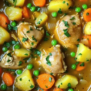 - 2 lbs boneless, skinless chicken thighs - 4 medium carrots, sliced - 3 medium potatoes, diced - 1 onion, chopped - 3 cloves garlic, minced - 4 cups low-sodium chicken broth - 2 teaspoons dried thyme - 1 teaspoon dried rosemary - 1 tablespoon cornstarch (for thickening) - 2 tablespoons fresh parsley (for garnish) - Salt and pepper to taste I love using fresh ingredients in my slow cooker chicken stew. For the main part, I use tender chicken thighs. They stay juicy and flavorful. I chop up some carrots and potatoes, which add a nice texture. The onions bring sweetness, and garlic gives it a wonderful aroma. For flavor, I like to add low-sodium chicken broth. It helps the stew stay rich without being too salty. Dried thyme and rosemary give a lovely herbal note. You can play with these spices if you want. You can also thicken your stew with cornstarch. I suggest mixing it with cold water first. This helps it blend in smoothly. Fresh parsley on top makes a great garnish too. It adds color and a fresh taste. This recipe is perfect for a cozy night in. Try the full recipe to see how all these ingredients come together. 1. Start by heating olive oil in a large skillet over medium heat. 2. Add chopped onion and minced garlic. Sauté them for about 4 minutes. They should look soft and clear. 3. Transfer the onion and garlic to your slow cooker. 4. Next, add the chicken thighs, sliced carrots, diced potatoes, and frozen peas. 1. Pour the low-sodium chicken broth over all the ingredients. 2. Sprinkle in dried thyme, rosemary, paprika, salt, and pepper. Mix gently with a spoon. 3. Cover the slow cooker. Set it to low for 6-8 hours or high for 3-4 hours. Your chicken should be tender when done. 1. If you want a thicker stew, mix cornstarch with a little cold water in a small bowl. 2. Stir this mixture into the stew during the last 30 minutes of cooking. 3. Once cooked, taste the stew. Adjust seasoning if needed before serving. - Prepping ingredients in advance: You can cut your prep time by chopping veggies ahead of time. Store them in the fridge. This way, when you’re ready to cook, everything is ready to go. - Using frozen vegetables: Frozen veggies are a great shortcut. They cook quickly and taste fresh. You can add them right to the slow cooker without thawing. This saves time and keeps your stew flavorful. - Adding additional herbs and spices: Want to make your stew pop? Try adding more herbs! Fresh thyme or a bit of basil can elevate the taste. Experiment with what you like best. - Balancing seasoning to taste: Don’t be shy about tasting your stew as it cooks. If it needs more salt or pepper, add a little at a time. This helps you find the perfect balance of flavors. - Choosing the right chicken for stew: I always use boneless, skinless chicken thighs. They stay tender and juicy even after long cooking times. This makes for a rich stew. - Ensuring even cooking: Cut the chicken and veggies into uniform pieces. This helps them cook evenly. If they're different sizes, some may cook faster than others, which can affect the stew's texture. For the complete list of ingredients and steps, check the Full Recipe. {{image_2}} You can change the vegetables to fit your taste. Try adding green beans or bell peppers. These veggies add color and flavor. You can also use different proteins. Swap chicken for beef or even tofu. Each choice brings a new taste to the stew. If you don’t have a slow cooker, you can use a stovetop or an instant pot. For stovetop cooking, simmer on low heat for about 1.5 hours. In an instant pot, cook it on high for 30 minutes. Just adjust your timing based on your device. Each method can yield tasty results. Want to spice it up? Add sliced jalapeños or crushed red pepper. This will give the stew a nice kick. You can also add a splash of white wine. It enhances the flavor and adds depth. Both changes make the stew unique and exciting. For the full recipe, please refer to the earlier sections. After cooking, let the stew cool down. Place any leftovers in airtight containers. This keeps the stew fresh. Store it in the fridge for up to three days. If you plan to eat it later, make sure to seal it tightly. This helps to prevent any odors from other foods. To freeze slow cooker chicken stew, let it cool completely first. Then, pour the stew into freezer-safe bags or containers. It’s best to leave some space at the top. This allows for expansion. When ready to eat, take it out of the freezer. Thaw it in the fridge overnight. Reheat on the stove or in the microwave until hot. Slow cooker chicken stew stays fresh in the fridge for three days. If frozen, it can last up to three months. After that, it may lose flavor and quality. Always check for any weird smells or colors before eating. Cooking chicken stew takes about 6 to 8 hours on low, or 3 to 4 hours on high. This gives the chicken time to become tender. The longer cooking time allows flavors to blend well. Yes, you can use frozen chicken in slow cooker recipes. However, it may take longer to cook. Thawed chicken cooks more evenly and quickly. If you use frozen chicken, ensure it reaches 165°F safely. Slow cooker chicken stew can be very healthy. It offers lean protein from chicken and fiber from vegetables. The use of low-sodium broth helps keep the salt low. Each serving has essential vitamins and minerals. Absolutely! You can use beans, lentils, or tofu instead of chicken. These options provide protein and flavor. Add more vegetables for a hearty meal. Try chickpeas or mushrooms for a meaty texture. To thicken the stew, mix cornstarch with a little water to form a slurry. Stir this into the stew during the last 30 minutes of cooking. You can also mash some potatoes in the stew to help thicken it. Serve chicken stew with crusty bread or over rice. You can also pair it with a simple salad. A side of steamed veggies is great for extra nutrition. Enjoy the stew with family and friends for a cozy meal! You now have a full guide to making a delicious slow cooker chicken stew. We covered the key ingredients, step-by-step directions, and helpful tips for success. Remember, you can adapt the recipe to suit your taste with different veggies or cooking methods. Store leftovers properly to enjoy them later. Trust me, this stew is a warm, hearty meal that’s easy to create. Happy cooking!
