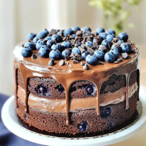 To make a delicious Blueberry Chocolate Cake, gather these ingredients: - 1 ½ cups all-purpose flour - 1 cup unsweetened cocoa powder - 1 cup granulated sugar - 1 teaspoon baking soda - ½ teaspoon salt - ½ cup unsalted butter, softened - 1 cup buttermilk (or yogurt) - 2 large eggs - 1 teaspoon vanilla extract - 1 cup fresh blueberries - ½ cup dark chocolate chips (or chunks) Each ingredient plays a key role in the cake's flavor and texture. The flour gives structure, while the cocoa adds rich taste. Sugar sweetens the cake and helps it rise. Baking soda acts as a leavening agent, making the cake fluffy. The butter creates a tender crumb, and buttermilk adds moisture and tang. You can substitute buttermilk with plain yogurt if needed. For a healthier twist, use less sugar or choose dark chocolate with higher cocoa content. You can also mix in nuts or other fruits to change the flavor. With this list, you are ready to bake the Blueberry Chocolate Cake. For the complete process, check the Full Recipe. 1. Start by prepping your baking pans. Grease and flour two 9-inch round cake pans. This helps the cake slide out easily after baking. 2. Next, mix your dry ingredients. In a large bowl, whisk together 1 ½ cups of flour, 1 cup of cocoa powder, 1 teaspoon of baking soda, and ½ teaspoon of salt. Mix until everything is well combined. 3. Now, cream the butter and sugar. In another bowl, beat ½ cup of softened unsalted butter with 1 cup of granulated sugar. Mix until it turns creamy and fluffy. 1. Time to add the eggs and buttermilk. Add 2 large eggs one at a time. Mix well after each egg. Then, stir in 1 cup of buttermilk and 1 teaspoon of vanilla extract. Keep mixing until the mixture is smooth. 2. Incorporate the dry ingredients. Gradually add the flour mixture to the wet mixture. Stir until just combined. Be careful not to overmix! It’s okay to see some lumps. 1. Fold in the blueberries and chocolate chips. Gently add 1 cup of fresh blueberries and ½ cup of dark chocolate chips into the batter. Ensure they are evenly mixed throughout. 2. Divide and bake. Pour the batter evenly into the prepared pans. Bake at 350°F (175°C) for 25-30 minutes. Check with a toothpick; it should come out clean. 3. Cool the cakes. Let them cool in the pans for 10 minutes. Then, move them to wire racks to cool completely. For a full recipe, check the details above. Enjoy every bite of your Blueberry Chocolate Cake! To ensure even baking, I recommend using room temperature ingredients. When butter, eggs, and buttermilk are at room temp, they blend better. This gives you a smooth batter. Also, remember to preheat your oven to 350°F (175°C). This step is key to a perfect rise. Avoiding overmixing is crucial. When you mix too much, your cake can turn out tough. Mix just until the dry ingredients disappear. Gently fold in the blueberries and chocolate chips. This keeps them whole and prevents them from sinking. For frosting, I suggest using a rich chocolate ganache. It pairs well with the blueberries. You can also use vanilla buttercream for a lighter touch. Top your cake with fresh blueberries and dark chocolate shavings. This adds a pop of color and makes it look fancy. To serve the cake elegantly, slice it into even pieces. Place each slice on a dessert plate. Add a few extra blueberries on the side for a nice touch. You can also drizzle some ganache over the top for extra flair. Enjoy your Blueberry Chocolate Cake Divine Flavor Delight! For the complete recipe, check out the [Full Recipe]. {{image_2}} You can change the flavor of your blueberry chocolate cake in many fun ways. One easy option is to add nuts. Chopped walnuts or pecans give a nice crunch and taste. You can also try different types of chocolate. Using white chocolate chips can add sweetness. Dark chocolate also works well for a rich flavor. Another great idea is to swap the blueberries with other fruits. Raspberries bring a nice tartness. Strawberries can add a sweet, fruity twist. Mix and match to discover your favorite combination. Each fruit changes the cake's taste and makes it unique. If you want to make the cake gluten-free, you can use almond flour or gluten-free flour blends. This keeps the cake soft and delicious. For a vegan option, replace the eggs with flax eggs. You can also use plant-based milk instead of buttermilk. To reduce sugar, try using applesauce or mashed bananas. These alternatives keep the cake moist without too much sweetness. These dietary changes make the cake healthier without losing its delightful flavor. For the full recipe, check out the details above and enjoy baking! To keep your blueberry chocolate cake fresh, store it in an airtight container. This helps keep moisture in and prevents the cake from drying out. If you have leftovers, slice the cake into pieces for easier storage. Use parchment paper between layers if stacking. This will avoid sticking and keep each slice intact. The best containers for storage are glass or plastic with tight-fitting lids. These prevent air from entering and keep your cake safe. If you don’t have a container, wrap the cake in plastic wrap. Make sure to cover it well. This will help maintain its flavor and texture. To freeze an un-frosted cake, first let it cool completely. Wrap it tightly in plastic wrap. Then, add a layer of aluminum foil for extra protection. This will keep the cake fresh for up to three months. Label the package with the date to track how long it has been frozen. To thaw and serve after freezing, remove the cake from the freezer. Unwrap it and place it in the fridge overnight. If you’re short on time, leave it at room temperature for a few hours. Once thawed, frost it with your favorite icing or ganache. Enjoy every bite of your delicious blueberry chocolate cake! Check out the Full Recipe for more tips. How long does the cake last? The cake lasts about three days when stored in an airtight container. Keep it in a cool place. If you want it to last longer, you can place it in the fridge. Can I make this cake in advance? Yes, you can make this cake one day ahead. Just bake it and let it cool. Wrap it well in plastic wrap and store it at room temperature. This helps the flavors blend together. What can I substitute for buttermilk? You can use plain yogurt or milk mixed with vinegar. For each cup of buttermilk, add one tablespoon of vinegar to regular milk. Let it sit for five minutes before using. Is it possible to make this cake in a bundt pan? Yes, you can use a bundt pan. Just be sure to grease it well to avoid sticking. The baking time may be longer, so check for doneness with a toothpick. Enjoy the lovely shape! For the complete recipe, check the Full Recipe section. You now have all the tools to make a great blueberry chocolate cake. We discussed ingredients, instructions, and tips for success. We explored fun variations and best storage methods. Remember, baking is an art. Experiment with flavors and find what works for you. Enjoy the process and share your creation with friends and family. A delicious cake awaits, and I can’t wait for you to savor every bite!