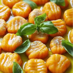 To make Healthy Sweet Potato Gnocchi, you need a few simple ingredients. These are easy to find and combine well for a tasty meal. - 2 medium sweet potatoes - 1 cup whole wheat flour (plus extra for dusting) - 1/2 teaspoon salt - 1/4 teaspoon nutmeg (optional) - 1 egg or flax egg for vegan option - 1 tablespoon olive oil - Fresh basil leaves for garnish - Grated Parmesan cheese (optional) These ingredients work together to create a soft and flavorful gnocchi. Sweet potatoes add a natural sweetness and vibrant color. Whole wheat flour gives the gnocchi a nice texture and makes it more filling. The egg helps to bind the dough, while the optional nutmeg adds a warm flavor. You can easily adjust this recipe. For a vegan version, just swap the egg for a flax egg. It’s simple and still delicious. The olive oil adds a rich taste and helps prevent sticking. Don't forget the fresh basil! It adds a lovely touch when serving. If you enjoy cheese, the grated Parmesan is a nice addition too. With these ingredients ready, you can move on to the fun part: making your Healthy Sweet Potato Gnocchi! For the full recipe, check out the detailed instructions provided. 1. Preheat your oven to 400°F (200°C). This helps cook the sweet potatoes evenly. 2. Pierce the sweet potatoes with a fork. This allows steam to escape while baking. 3. Bake the sweet potatoes on a parchment-lined baking sheet. Cook for about 45 minutes, or until they are soft. 4. Let them cool for a few minutes. Once cool, peel off the skin. 5. In a bowl, mash the sweet potatoes until they are smooth. This will be the base of your dough. 6. Allow the mashed potatoes to cool to room temperature. This helps with mixing in other ingredients. 7. Stir in the egg and salt. If you like, add nutmeg for extra flavor. Mix until well combined. 1. Gradually add the whole wheat flour to the mashed sweet potatoes. Mix until a soft dough forms. 2. Lightly flour a clean surface. Turn the dough out onto the surface. 3. Divide the dough into four equal sections. 4. Roll each section into a long rope, about 1/2 inch thick. 5. Cut the ropes into 1-inch pieces. This creates your gnocchi shapes. 6. Use the back of a fork to press down on each piece. This creates ridges for better sauce holding. 1. Bring a large pot of salted water to a boil. This adds flavor to the gnocchi. 2. Cook the gnocchi in batches. They are ready when they float to the surface, which takes about 2-3 minutes. 3. Remove the gnocchi with a slotted spoon. Transfer them to a plate. 4. Drizzle with olive oil to prevent sticking. This keeps them from clumping together. 5. For extra crispiness, you can sauté the cooked gnocchi in a skillet over medium heat for a few minutes. 6. Serve warm, garnished with fresh basil and grated Parmesan if desired. For the full recipe, check out the instructions I provided earlier. Enjoy your healthy sweet potato gnocchi! - Ensuring the right dough consistency Aim for a soft and slightly sticky dough. If the dough is too dry, add water. If it’s too wet, sprinkle in more flour. - Recommended cooking time adjustments Cook the gnocchi until they float, which should take about 2-3 minutes. If you cook too long, they may become mushy. - Tips for making gnocchi in bulk Make a larger batch and freeze uncooked gnocchi. This way, you can enjoy fresh gnocchi anytime. Just boil from frozen; no need to thaw! - Alternative flours for gluten-free You can use almond flour or gluten-free all-purpose flour. This keeps the gnocchi light and fluffy while avoiding gluten. - Other seasonings to enhance flavor Try adding garlic powder or fresh herbs like rosemary or thyme. These will bring extra depth to your gnocchi. - Vegan alternatives for egg and cheese For a vegan option, use a flax egg. Mix one tablespoon of ground flaxseed with three tablespoons of water for each egg. Skip the cheese or use nutritional yeast for a cheesy flavor. You can find the full recipe [here](#). {{image_2}} You can change the taste of your sweet potato gnocchi by adding herbs and spices. Try mixing in fresh basil or rosemary into the dough. These herbs give a nice aroma and flavor. You can also add a pinch of cinnamon or cayenne for a warm kick. Another fun option is to toss in some vegetables. Spinach or kale can bring a fresh touch. Just make sure to chop them finely and mix them well into the dough. This not only adds color but also boosts the nutrition of your dish. The right sauce can make your sweet potato gnocchi shine. A light olive oil and garlic sauce is a classic choice. Simply heat olive oil and sauté minced garlic until fragrant. Toss the cooked gnocchi in this sauce for a simple yet tasty meal. You can also try creamy sauces to enhance the sweet potato flavor. A creamy cheese sauce or a vegan cashew cream works well. Both options add richness to the dish. They also balance the sweetness of the gnocchi perfectly. For more detailed instructions, check out the [Full Recipe]. To keep your cooked gnocchi fresh, follow these steps: - Refrigeration: Place cooked gnocchi in an airtight container. It can last up to three days in the fridge. Ensure it cools down before sealing. This keeps moisture away and prevents sogginess. - Freezing: For longer storage, gnocchi freezes well. Spread the cooked gnocchi on a baking sheet in a single layer. Freeze until solid, then transfer to a freezer bag. This method prevents them from sticking together. They can stay frozen for up to three months. When it's time to enjoy your gnocchi again, use these methods: - Boiling: Bring water to a boil. Drop in the gnocchi for about one minute. This quickly warms them without losing texture. - Sautéing: Heat a skillet with a little olive oil. Add the gnocchi and sauté until golden. This gives a nice crispy edge. - With Sauces: If you want to revive your gnocchi with sauce, add them directly to your favorite sauce in a pan. Heat gently until warmed through. This method adds flavor while keeping them moist. By following these storage and reheating tips, you can enjoy your healthy sweet potato gnocchi at its best! For a complete guide, check out the Full Recipe. What are the health benefits of sweet potato gnocchi? Sweet potato gnocchi is nutritious. Sweet potatoes are high in fiber and vitamins. They support good digestion and boost your immune system. This dish also offers a lower glycemic index than regular pasta, which helps control blood sugar. Can I make gnocchi in advance? Yes, you can! Prepare the gnocchi and store them in the fridge for a day. Alternatively, freeze them for longer storage. Just ensure you dust them with flour to prevent sticking. How do you know when gnocchi is cooked? Gnocchi is cooked when it floats. Once it rises to the top of the boiling water, it's ready. This usually takes about 2-3 minutes. Can I substitute sweet potatoes with other vegetables? Yes, you can! Other root vegetables like butternut squash or pumpkin work well. Just remember to adjust the flour and cooking time as needed. What is the difference between traditional and sweet potato gnocchi? Traditional gnocchi uses regular potatoes. Sweet potato gnocchi has a different flavor and a slightly sweeter taste. It also adds a vibrant color to your plate. Is this recipe suitable for a gluten-free diet? You can make this recipe gluten-free. Substitute the whole wheat flour with a gluten-free blend or almond flour. Just ensure that the other ingredients are also gluten-free. Can I make this recipe vegan-friendly? Absolutely! For a vegan option, use a flax egg instead of a regular egg. This simple swap keeps the recipe plant-based while still being delicious. For the cheese, skip it or use a vegan alternative. For the full recipe, please refer to the complete instructions above. In this blog post, we explored how to make delicious sweet potato gnocchi. You learned about the ingredients, preparation steps, and tips for perfecting your dish. We also covered storage methods and variations for added flavor. Sweet potato gnocchi is versatile, healthy, and fun to make. You can easily customize it to suit your taste and dietary needs. With these steps, you can create a meal that satisfies and impresses. Enjoy making this dish and share it with friends and family!