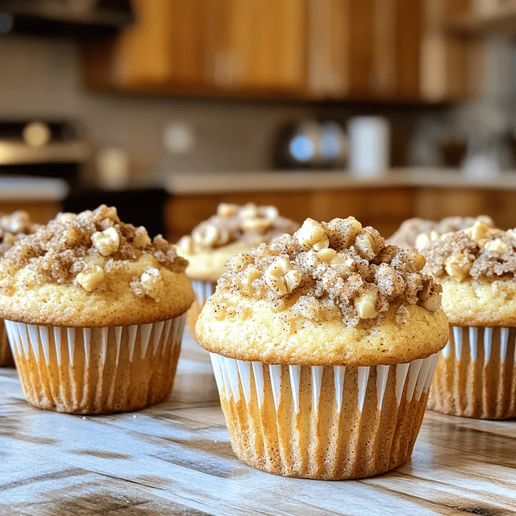 Cooking coffee cake muffins is fun and easy. You need simple ingredients that you may already have at home. Here’s what you need: - 2 cups all-purpose flour - 1 cup granulated sugar - 1/2 cup unsalted butter, softened - 2 large eggs - 1 tablespoon baking powder - 1 teaspoon ground cinnamon - 1/2 teaspoon salt - 1 cup milk - 1 teaspoon vanilla extract - 1/2 cup chopped walnuts or pecans (optional) - 1/2 cup brown sugar (for topping) - 1 tablespoon cinnamon (for topping) - 2 tablespoons melted butter (for topping) These ingredients work together to create soft and delicious muffins. The butter adds richness, while the sugar sweetens the mix. The eggs help bind everything, making your muffins fluffy. Don't forget the cinnamon for that warm, cozy flavor. If you want to get creative, try adding walnuts or pecans. They add a nice crunch and flavor. You can find the full recipe at Cozy Coffee Cake Muffins. For perfect muffins, use fresh ingredients. Enjoy baking! 1. Preheat your oven to 375°F (190°C). This helps the muffins bake evenly. 2. Prepare a 12-cup muffin tin. Use paper liners or spray it with non-stick spray. 1. In a large bowl, cream together 1/2 cup of softened butter and 1 cup of granulated sugar until it looks light and fluffy. This takes about 2-3 minutes. 2. Add 2 large eggs one at a time. Mix well after each egg. This keeps your batter smooth. 3. In another bowl, whisk together 2 cups of all-purpose flour, 1 tablespoon of baking powder, 1 teaspoon of ground cinnamon, and 1/2 teaspoon of salt. 4. Gradually add the dry mix to the wet mix. Alternate with 1 cup of milk, starting and ending with flour. Stir until just combined. A few lumps are fine! 1. Fill each muffin cup about 2/3 full with the batter. 2. For the topping, mix 1/2 cup of brown sugar, 1 tablespoon of cinnamon, and 2 tablespoons of melted butter in a small bowl. 3. Sprinkle this topping on each muffin cup. 4. Bake the muffins for 18-20 minutes. Insert a toothpick to check if they are done. If it comes out clean, they are ready! For more detailed guidance, check the Full Recipe. To make the best coffee cake muffins, avoid overmixing the batter. When you mix, stop as soon as you see no dry flour. A few lumps are okay. Overmixing can lead to tough muffins. If your muffins do not rise well, check your oven temperature. A hot oven helps them puff up. I suggest using an oven thermometer if you think your oven runs cool or hot. Adjust the temperature to 375°F (190°C) for the best results. You can make these muffins even tastier by adding coffee or espresso powder. Just one teaspoon can boost the flavor without being too strong. Try different nuts and toppings to change things up. Chopped pecans or even chocolate chips work well. You can also sprinkle some shredded coconut on top for a twist. One common mistake is using the wrong oven temperature. If your oven is too hot, the muffins may burn. If it is too cool, they will not rise well. Another mistake is not using room temperature ingredients. Cold eggs and milk can cause the batter to mix unevenly. Let them sit out for about 30 minutes before you start baking. {{image_2}} You can change your coffee cake muffins in many fun ways. For a spiced version, add extra cinnamon, nutmeg, or ginger. This mix gives the muffins a warm flavor. You can also try chocolate chip coffee cake muffins. Just fold in a cup of chocolate chips into the batter. The sweet chocolate pairs well with the cinnamon. It’s easy to make coffee cake muffins for different diets. For gluten-free muffins, use a gluten-free flour blend. Be sure it measures like regular flour. If you want vegan muffins, swap the butter for coconut oil. You can replace the eggs with flax eggs or applesauce. These changes keep your muffins tasty and friendly for everyone. You can have fun with seasonal flavors too. For fall, try pumpkin spice coffee cake muffins. Just add half a cup of pumpkin puree and a bit more spice. You can also create holiday-themed variations. Use crushed candy canes for a minty twist or add dried fruits for a festive touch. Each season brings a new chance to enjoy these muffins. For the full recipe, check out the Cozy Coffee Cake Muffins section! To keep your coffee cake muffins fresh, store them at room temperature. Place them in an airtight container. This will help maintain their lovely texture and flavor. If you plan to eat them within a few days, this method works best. If you want to save muffins for a longer time, consider freezing them. Wrap each muffin tightly in plastic wrap, then place them in a freezer bag. This will protect them from freezer burn. You can enjoy them later without losing flavor. Coffee cake muffins stay fresh for about 3 to 5 days at room temperature. After that, they may dry out. You may notice a change in texture or flavor. Signs of spoilage include mold, an off smell, or a hard texture. If you see any of these signs, it’s best to toss them. Always check before eating. To enjoy your muffins warm, use an oven or a microwave. For the oven, preheat it to 350°F (175°C) and place the muffins on a baking sheet. Heat them for about 10 minutes. This keeps them nice and fluffy. If you choose the microwave, place a muffin on a plate. Heat it for about 10 to 15 seconds. This method may dry them out a bit, so keep an eye on it. To keep muffins moist while reheating, cover them with a damp paper towel. This adds moisture back into the muffin, making it delicious again. To make coffee cake muffins from scratch, follow these key steps: 1. Preheat the oven: Set your oven to 375°F (190°C). 2. Prepare muffin tin: Line a 12-cup muffin tin with paper liners or use non-stick spray. 3. Mix butter and sugar: Cream together softened butter and sugar until light. 4. Add eggs: Beat in the eggs one at a time. 5. Combine dry ingredients: In another bowl, whisk flour, baking powder, cinnamon, and salt. 6. Mix wet and dry: Slowly add dry mix to wet mix, alternating with milk. 7. Fold in vanilla: Gently stir in vanilla and nuts if you want. 8. Make topping: Mix brown sugar, cinnamon, and melted butter in a separate bowl. 9. Fill muffin cups: Pour batter into cups and sprinkle topping on each. 10. Bake: Bake for 18-20 minutes until a toothpick comes out clean. These steps make it easy to create yummy coffee cake muffins. Yes, you can substitute many ingredients for allergies or preferences: - Butter: Use coconut oil or margarine. - Milk: Almond milk or soy milk works well. - Eggs: Use flax eggs (1 tablespoon flaxseed meal + 2.5 tablespoons water = 1 egg). - Nuts: Omit nuts or replace with seeds like sunflower seeds. These swaps help you enjoy muffins that fit your needs. For perfect doneness, do this: - Toothpick test: Insert a toothpick in the center. It should come out clean. - Look for color: Muffins should be golden brown on top. - Touch test: Lightly press the top. It should spring back. These tips help you bake muffins that are just right. Yes, you can freeze coffee cake muffins. Here’s how: 1. Cool muffins: Let them cool completely after baking. 2. Wrap well: Wrap each muffin in plastic wrap or foil. 3. Place in a bag: Put wrapped muffins in a freezer-safe bag. 4. Freeze: Store them in the freezer for up to 3 months. To thaw, leave muffins at room temperature or warm them in the oven. Enjoy fresh muffins anytime! In this article, I covered how to make delicious coffee cake muffins from scratch. We explored the key ingredients, detailed steps, useful tips, and variations. I shared storage methods to keep your muffins fresh. Remember, the right temperature and careful mixing matter. Feel free to customize flavors or adapt for dietary needs. With practice, your muffins will be a hit! Enjoy baking and sharing this treat!