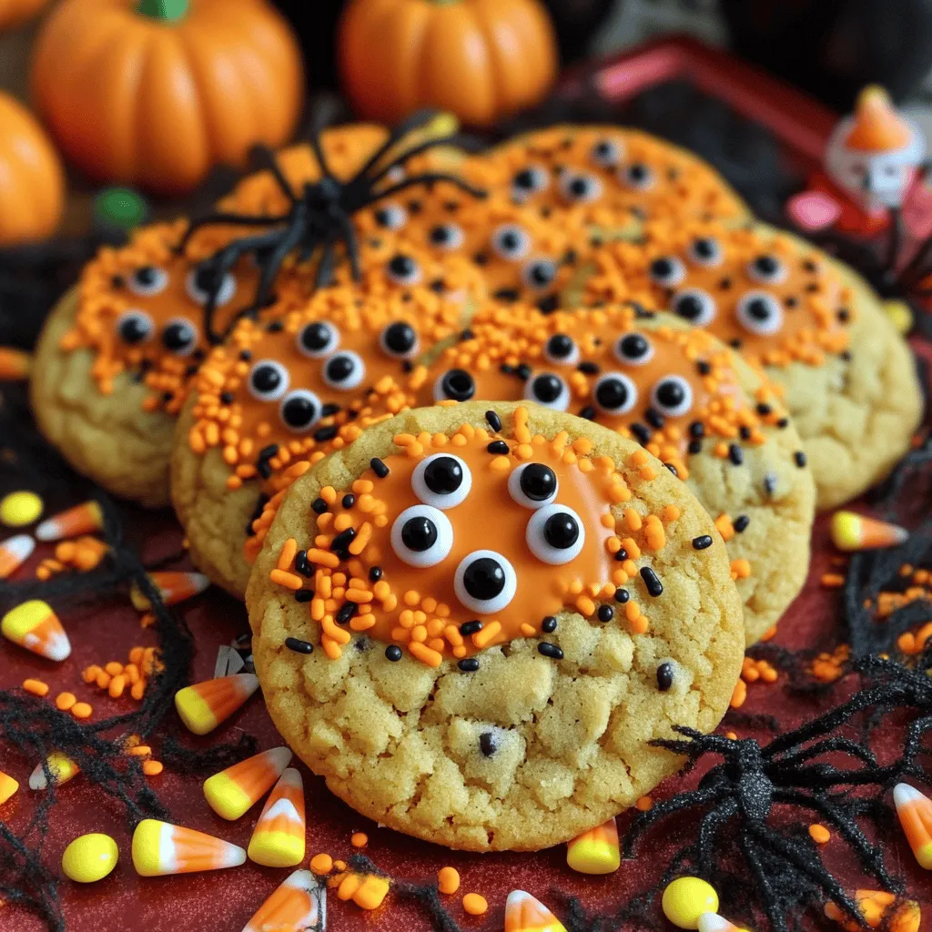 To make these fun Halloween cookies, you'll need the following ingredients: - 2 ½ cups all-purpose flour - 1 teaspoon baking soda - 1 teaspoon baking powder - ½ teaspoon salt - 1 cup unsalted butter, softened - 1 cup granulated sugar - 1 cup brown sugar, packed - 2 large eggs - 2 teaspoons vanilla extract - 2 teaspoons pumpkin pie spice - ½ cup chocolate chips - ½ cup candy corn - Edible googly eyes (for decoration) - Orange and black sprinkles These ingredients create a soft and tasty cookie with a spooky twist. The chocolate chips and candy corn add sweetness and fun. The pumpkin pie spice gives a hint of fall flavor, which is perfect for Halloween. You can get creative with decorations! Here are some fun ideas: - Use white icing to create ghost shapes. - Add mini chocolate chips for eyes. - Try colorful sprinkles for a festive touch. - Use frosting to write spooky messages. These add-ins can make your cookies stand out and delight your guests. Let your imagination run wild! If you have dietary needs, here are some simple swaps: - Use coconut oil instead of butter for a dairy-free option. - Substitute the all-purpose flour with gluten-free flour for a gluten-free cookie. - Replace granulated sugar with coconut sugar for a healthier choice. These substitutions allow everyone to enjoy these spooky treats. Just remember to adjust baking times as needed! To start, gather all your ingredients. This makes the process smooth and fun. You will need: - 2 ½ cups all-purpose flour - 1 teaspoon baking soda - 1 teaspoon baking powder - ½ teaspoon salt - 1 cup unsalted butter, softened - 1 cup granulated sugar - 1 cup brown sugar, packed - 2 large eggs - 2 teaspoons vanilla extract - 2 teaspoons pumpkin pie spice - ½ cup chocolate chips - ½ cup candy corn - Edible googly eyes (for decoration) - Orange and black sprinkles Now, preheat your oven to 350°F (175°C). Next, line two baking sheets with parchment paper. This will help the cookies bake evenly and not stick. In a medium bowl, whisk together the flour, baking soda, baking powder, salt, and pumpkin pie spice. Set this aside. In a larger bowl, cream the softened butter with granulated and brown sugar. Use an electric mixer until it is light and fluffy. Add in the eggs one at a time. Mix well after each egg. Then stir in the vanilla extract. Gradually combine the dry mixture with the wet mixture. Be careful, as overmixing can make the cookies tough. Finally, fold in the chocolate chips and candy corn until they are evenly spread in the dough. Using a tablespoon, drop spoonfuls of cookie dough onto the lined baking sheets. Space them about 2 inches apart. This gives them room to spread when baking. Next, use a fork to flatten each dough ball slightly. This helps them bake evenly and gives a nice look. Decorate the tops with orange and black sprinkles. Push a few edible googly eyes into each cookie. This adds a fun spooky touch. Bake the cookies for 10-12 minutes. The edges should be lightly golden, while the centers will look soft. They will firm up as they cool. Once done, let the cookies cool on the baking sheets for 5 minutes. After that, transfer them to wire racks to cool completely. Make your cookies extra spooky! Arrange them on a Halloween-themed platter. You can stack them in a clear jar with a ghostly ribbon. Add some plastic spiders or small pumpkins around them for a festive touch. Feel free to be creative! You can use different sprinkles or candy for decoration. The goal is to have fun and enjoy the process. Remember, the more spooky, the better! For more details, check out the Full Recipe. To make perfect spooky cookies, follow these tips: - Measure Carefully: Use measuring cups for dry and wet ingredients. - Room Temperature Butter: Use softened butter for easy mixing. - Don’t Overmix: Mix until just combined to keep cookies soft. - Chill Dough: If the dough feels too soft, chill it for 30 minutes. - Use Parchment Paper: It keeps cookies from sticking and helps with even baking. Baking with kids can be fun and easy! Here are some tips: - Assign Tasks: Let kids measure and mix ingredients. - Safe Tools: Use kid-friendly utensils, like plastic spatulas. - Decorating Fun: Allow kids to add sprinkles and eyes. - Create Shapes: Use cookie cutters for Halloween shapes like bats and pumpkins. - Set a Timer: Teach kids to check the cookies when the timer goes off. Hosting a decorating party will make Halloween even more exciting! Try these ideas: - Theme Stations: Set up different decorating stations with sprinkles and candies. - Costumes: Encourage guests to wear Halloween costumes while decorating. - Prize for Best Cookie: Offer a small prize for the most creative cookie design. - Photo Booth: Create a fun backdrop for guests to take pictures with their cookies. - Spooky Music: Play Halloween-themed music to set the mood while you bake. Use the Full Recipe to get started on these fun Halloween cookies! {{image_2}} You can change up the flavors in your spooky cookies. How about using peanut butter instead of butter? This adds a nice nutty taste. You can also try using almond extract for a sweet twist. Another fun idea is to mix in pumpkin puree for added moisture and flavor. For a minty treat, add peppermint extract and dark chocolate chips. Getting creative with shapes makes baking fun! Use cookie cutters shaped like ghosts, bats, or pumpkins. You can also roll the dough into balls and flatten them for a spooky look. To add more fun, make a cookie sandwich with frosting between two cookies. Use icing to draw creepy faces or fun designs. Your kids will love helping with this step! You can change your Halloween cookies for other seasons. For Christmas, use red and green sprinkles and shapes like stars or trees. For Valentine's Day, make heart-shaped cookies with pink icing. In spring, use pastel colors and flower shapes. Each season offers a chance to be creative with flavors and themes. The full recipe allows for endless possibilities, making every holiday special! After baking your spooky cookies, let them cool completely. Place the cookies in an airtight container. You can stack them, but separate layers with parchment paper. This method helps keep them fresh and soft. If you follow these steps, you can enjoy them for up to a week. Freezing cookie dough is easy and smart. First, scoop the cookie dough onto a baking sheet lined with parchment paper. Freeze the dough balls for about an hour. After that, transfer them to a freezer bag. Label the bag with the date and type of cookie. You can freeze the dough for up to three months. When ready to bake, just pop them in the oven straight from the freezer! To keep your cookies fresh, store them in a cool, dry place. Avoid putting them near heat sources. If you want extra freshness, add a slice of bread to the container. The bread will absorb moisture and keep your cookies soft. For decorated cookies, the best method is to store them in a single layer. Use wax paper to prevent sticking. For more details on making these cookies, check the Full Recipe. Yes, you can use different flours. Whole wheat flour adds a nutty flavor. Almond flour gives a nice texture. Use a mix of flours for fun twists. Just remember, flour affects the cookie's texture. So, keep an eye on the dough. To make gluten-free cookies, swap all-purpose flour for a gluten-free blend. Look for one that measures cup-for-cup. This ensures the same texture. You can also add xanthan gum for better structure. Test a small batch first to check taste and texture. Store decorated cookies in an airtight container. Keep them at room temperature. If you stack them, use parchment paper between layers. This helps avoid smudges on the icing. Cookies stay fresh for about a week. For longer storage, freeze them in a single layer. Just thaw them at room temperature when ready to eat. You now know how to make fun Halloween cookies. We covered essential ingredients and tasty decorations. You learned step-by-step baking methods and how to store your cookies too. Remember, the best cookies come from fun and practice. Enjoy these spooky treats with friends and family. Get creative with flavors and shapes. Use kid-friendly tips to share the joy of baking together. Now grab those ingredients and start your Halloween baking adventure!