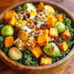 - 2 cups kale, chopped - 1 medium butternut squash, peeled and cubed - 1 large sweet potato, peeled and cubed - 1 cup Brussels sprouts, halved - 1/2 cup walnuts, roughly chopped - 1/2 cup dried cranberries - 1/4 cup feta cheese, crumbled (optional) The main ingredients in the Roasted Fall Harvest Salad bring warmth and comfort. Kale adds a healthy crunch. Butternut squash and sweet potato offer sweetness and earthiness. Brussels sprouts provide a slight bitterness, balancing the flavors. Walnuts add crunch and healthy fats. Dried cranberries bring a pop of tartness. You may sprinkle feta cheese on top, if desired, for a creamy touch. - 3 tablespoons olive oil - 1 tablespoon maple syrup - 1 teaspoon cinnamon - Salt and pepper to taste The seasoning and dressing make all the difference. Olive oil helps vegetables roast nicely. Maple syrup adds sweetness to balance savory notes. Cinnamon offers warmth, perfect for fall. Salt and pepper enhance all the flavors. - Other nuts or seeds - Additional fruits (apples, pears) - Alternative cheese options Feel free to get creative with optional add-ins. Other nuts or seeds can boost crunch and nutrition. Sliced apples or pears bring fresh, juicy bites. You can swap cheeses for your favorites, like goat cheese or vegan options. The Full Recipe provides a guide, but your twist makes it special! 1. Preheat the oven: Start by setting your oven to 400°F (200°C). This heat helps to roast the veggies nicely. 2. Cube the squash and sweet potato: Take the butternut squash and sweet potato. Peel them, then cut them into small cubes. This helps them cook evenly. 3. Halve the Brussels sprouts: Next, grab the Brussels sprouts. Cut each one in half to allow them to crisp up nicely in the oven. 1. Drizzle with olive oil and seasonings: In a large bowl, add the cubed squash, sweet potato, and halved Brussels sprouts. Pour in 2 tablespoons of olive oil. Add maple syrup, cinnamon, salt, and pepper. Toss well so everything is coated. 2. Spread on baking sheet and roast: Lay the seasoned veggies out on a baking sheet. Make sure they are in a single layer. Roast them in the oven for 25-30 minutes. Stir halfway through cooking for even roasting. You'll know they are done when they are tender and slightly caramelized. 1. Toast walnuts in a skillet: While the veggies roast, take a small skillet and add the chopped walnuts. 2. Timing and tips for perfect toasting: Heat the skillet over medium heat. Stir the walnuts often for 5-7 minutes. They should be golden brown and have a nice aroma. Once toasted, set them aside to cool. Follow these steps, and you will have a delicious Roasted Fall Harvest Salad ready to enjoy! For all the detailed ingredients and assembly, check out the Full Recipe. To achieve great caramelization, cut your vegetables into even pieces. This helps them cook evenly. Use high heat for roasting. A temperature of 400°F (200°C) works best. Roast for 25-30 minutes, stirring halfway. This mix of heat and time creates a nice golden color. Different ovens may cook at different rates. If your oven runs hot, check your veggies a bit early. If it runs cool, they may need a few extra minutes. Trust your senses; look for softness and that sweet aroma. When mixing fresh and roasted ingredients, combine them gently. Start with the kale and then add the warm roasted vegetables. This warms the kale but does not wilt it. Mix in the walnuts and dried cranberries last. This keeps them crunchy. To avoid wilting greens, serve right after mixing. A light drizzle of olive oil helps bring the flavors together without making the greens soggy. Serve your salad in a large, shallow bowl for a festive look. You can also dish it out on individual plates. This makes it feel special for guests. Garnish with extra walnuts and cranberries on top. A drizzle of balsamic glaze adds a nice touch. It makes the dish pop with color and flavor. {{image_2}} When making your Roasted Fall Harvest Salad, you can switch things up to fit your taste or needs. Here are some fun ideas: You can skip the cheese in this salad. If you want a creamy texture, try using vegan cheese or avocado instead. For protein, consider adding chickpeas or lentils. They blend well and boost nutrition. Feel free to use different fall veggies. Carrots, beets, or parsnips work great. You can also add fresh herbs like thyme or sage. They will bring more flavor to your salad and highlight the season. If you need a gluten-free option, this salad is a winner. All the ingredients are naturally gluten-free. For low-carb variations, consider using cauliflower instead of sweet potatoes. This swap reduces carbs while keeping it tasty. Explore these variations to make your Roasted Fall Harvest Salad your own. Check out the Full Recipe for more tips! To keep your salad fresh, use an airtight container. Glass or BPA-free plastic containers work best. Store it in the fridge. Leftovers can last about three days. Check for freshness before eating. If you want to warm the roasted veggies, use the oven. Preheat it to 350°F (175°C). Spread the vegetables on a baking sheet. Heat them for about 10 minutes. This keeps them crisp. Avoid microwaving, as it can make them soggy. Store raw vegetables and nuts in cool, dry places. Keep them in sealed bags or containers. This helps maintain their crunch. For vibrant salad greens, wrap them in a damp paper towel. Place them in a plastic bag. This keeps them fresh longer. Yes, you can make this salad ahead. Roasting the vegetables is best done fresh. However, you can prep the veggies and store them in the fridge. Chop and season them the night before. Keep the dressing separate until you are ready to eat. This keeps the salad fresh and crunchy. You can use simple homemade dressings. Here are a few ideas: - Balsamic vinaigrette: Mix balsamic vinegar, olive oil, salt, and pepper. - Maple mustard dressing: Blend maple syrup, mustard, olive oil, and vinegar. - Honey lemon dressing: Combine honey, lemon juice, olive oil, and salt. These dressings add great flavor and complement the salad well. Adding protein boosts the salad’s nutrition. Here are some tasty options: - Grilled chicken: Slice it thin and mix it in. - Chickpeas: Add canned chickpeas for a vegan twist. - Beans: Black beans or kidney beans work well. - Quinoa: Cooked quinoa can also add protein and texture. These options make your salad hearty and filling. For the full recipe, check the link above to make this delicious Roasted Fall Harvest Salad! This roasted fall harvest salad combines tasty ingredients like kale, squash, and sweet potatoes. You learned how to prep and season them for perfect roasting. I shared tips to keep your greens fresh and make your salad look beautiful. You can even swap in seasonal veggies and cater to dietary needs. Enjoy this dish year-round by adjusting ingredients and flavors. Your salad will remain vibrant and delicious, making it a true crowd-pleaser.