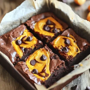 - 1 cup all-purpose flour - 1/2 cup unsweetened cocoa powder - 1 cup granulated sugar - 1/2 cup brown sugar, packed - 1/2 cup unsalted butter, melted - 3 large eggs - 1 teaspoon vanilla extract - 1/2 teaspoon baking powder - 1/4 teaspoon salt - 3/4 cup pumpkin puree - 1 teaspoon pumpkin pie spice - 1/2 cup semi-sweet chocolate chips These ingredients create a rich and moist brownie. The combination of cocoa powder and pumpkin puree gives a unique flavor. The chocolate chips add a sweet burst with every bite. I love using unsweetened cocoa powder; it lets the pumpkin shine. Brown sugar adds a nice depth to the flavor. The eggs help create a fudgy texture, while the vanilla extract rounds it out. Pumpkin puree brings moisture and a lovely fall taste. Pumpkin pie spice enhances this flavor, making each brownie feel cozy. You can use semi-sweet chocolate chips for a nice contrast. Gather these ingredients for a delightful treat. For the complete recipe, check out the Full Recipe. First, preheat your oven to 350°F (175°C). This step is key for even baking. Grease an 8x8-inch baking pan with butter. Then, line it with parchment paper. Let some paper hang over the sides. This helps lift out the brownies later. Next, in a large bowl, whisk together the melted butter, granulated sugar, brown sugar, and vanilla extract. Mix them well until they blend into a smooth mixture. This step makes a sweet base for your brownies. Add in three large eggs, one at a time. Mix each egg in fully before adding the next. This makes the batter creamy and rich. In another bowl, sift together the flour, cocoa powder, baking powder, and salt. Sifting helps remove lumps and mixes the dry ingredients well. Now, gradually fold the dry mix into the wet mixture. Do this until just combined. Be careful not to overmix. Overmixing can make the brownies tough. Reserve about a quarter of the brownie batter in a small bowl. This will be for the pumpkin swirl. Stir in the pumpkin puree and pumpkin pie spice into the reserved batter. Mix until smooth. This pumpkin mixture will add a nice flavor. Pour the main brownie batter into your baking pan, spreading it evenly. Spoon dollops of the pumpkin mixture on top. Using a knife or toothpick, gently swirl the pumpkin mixture into the brownie batter. This creates a beautiful marbled effect. Now you're ready to bake! Follow the full recipe for the rest of the steps. To get great pumpkin brownies, avoid overmixing the batter. Overmixing can make them tough. Mix the wet and dry ingredients until just combined. A few lumps are okay. Check doneness with a toothpick. Insert it into the center of the brownies. If it comes out with a few moist crumbs, they are ready. Don’t wait until it’s completely clean. That can lead to dry brownies. Watch out for overbaking or underbaking your brownies. Overbaking can turn them dry and crumbly. Underbaking may leave them gooey and sticky. Find the right balance for a perfect texture. Incorrect ingredient measurements can ruin your brownies. Use measuring cups and spoons for accuracy. A kitchen scale can help you weigh ingredients. This ensures your ratios are just right. You can boost the flavor by adding chocolate chips or nuts. Semi-sweet chocolate chips mix well with pumpkin. Nuts like walnuts or pecans add crunch. Choose your favorites for a personal touch. Using high-quality cocoa powder matters too. Good cocoa gives rich flavor. It can elevate your brownies from good to great. Look for brands that are pure and unsweetened. For the full recipe, check out the detailed instructions above. {{image_2}} If you have dietary needs, pumpkin brownies can still be a tasty treat. For gluten-free brownies, swap all-purpose flour with a gluten-free blend. This blend often works well in baking. Just make sure it contains xanthan gum for the right texture. For vegan brownies, replace eggs with flaxseed meal or applesauce. Use 1 tablespoon of flaxseed mixed with 2.5 tablespoons of water per egg. This creates a similar binding effect. You can also use coconut oil instead of butter for a rich flavor. Want to make your pumpkin brownies even better? Try adding spices. Nutmeg or extra cinnamon gives a warm taste. You can mix in chopped nuts too. Walnuts or pecans work great. They add crunch and flavor. Consider chocolate chips as well. They blend perfectly with the pumpkin. Try using white chocolate chips for a sweet twist. You can even add candy pieces for a fun treat. When it's time to serve, think about pairing these brownies with ice cream. Vanilla or caramel ice cream pairs well with the rich chocolate. A dollop of whipped cream can also add a light touch. Leftover brownies? Store them in an airtight container. They last for about three days at room temperature. For longer storage, keep them in the fridge. You can also freeze them. Just wrap them tightly in plastic wrap. They last for up to three months in the freezer. Enjoy every bite of your pumpkin brownies! Check out the Full Recipe for all the details. To keep your pumpkin brownies fresh, store them in an airtight container. This helps prevent them from drying out. You can keep them at room temperature for up to three days. If you want them to last longer, consider refrigeration. Just remember, they might lose some of their gooey texture when cold. If you want to save some for later, freezing works great! First, cut the brownies into squares. Wrap each piece in plastic wrap. Then, place the wrapped brownies in a freezer bag. They can last up to three months in the freezer. When you are ready to enjoy them, take out the brownies and let them thaw at room temperature. If you prefer them warm, pop them in the microwave for about 10 seconds. This will help bring back their soft, delicious texture. For the full recipe, check out the section above. Enjoy! Pumpkin brownies stand out due to their unique mix of flavors and textures. The pumpkin adds a moistness that regular brownies lack. This results in a fudgy texture that melts in your mouth. You also get a warm spice flavor from the pumpkin pie spice. It gives your brownies a fall-inspired taste, perfect for cozy gatherings. The cocoa and pumpkin blend creates a delightful balance. Yes, you can use fresh pumpkin! First, choose a sugar pumpkin for the best flavor. Roast it until soft, then scoop out the flesh and mash it. You'll need about 3/4 cup of fresh pumpkin puree. Make sure it's smooth like the canned version. If it's too watery, drain it using a cheesecloth. This helps keep your brownies from becoming soggy. Pumpkin brownies last about 3 to 5 days at room temperature. Store them in an airtight container to keep them fresh. If you want them to last longer, refrigerate them. They can stay good for up to a week in the fridge. For longer storage, freeze them for up to three months. Wrap them tightly in plastic wrap and foil before freezing. To check if brownies are done, insert a toothpick into the center. If it comes out with a few moist crumbs, the brownies are ready. If it comes out clean, they may be overbaked. Keep an eye on the time; usually, 25 to 30 minutes works well. The edges should look set, while the center may still look slightly soft. This ensures a gooey texture in every bite. In this blog post, we explored how to make delicious pumpkin brownies. We covered essential ingredients, step-by-step instructions, and helpful tips for baking. I shared storage info and answered common questions about these treats. Remember, the key to great brownies is balance—between flavors and textures. Enjoy experimenting with flavors and share your creations! Happy baking, and may your pumpkin brownies always be a hit!
