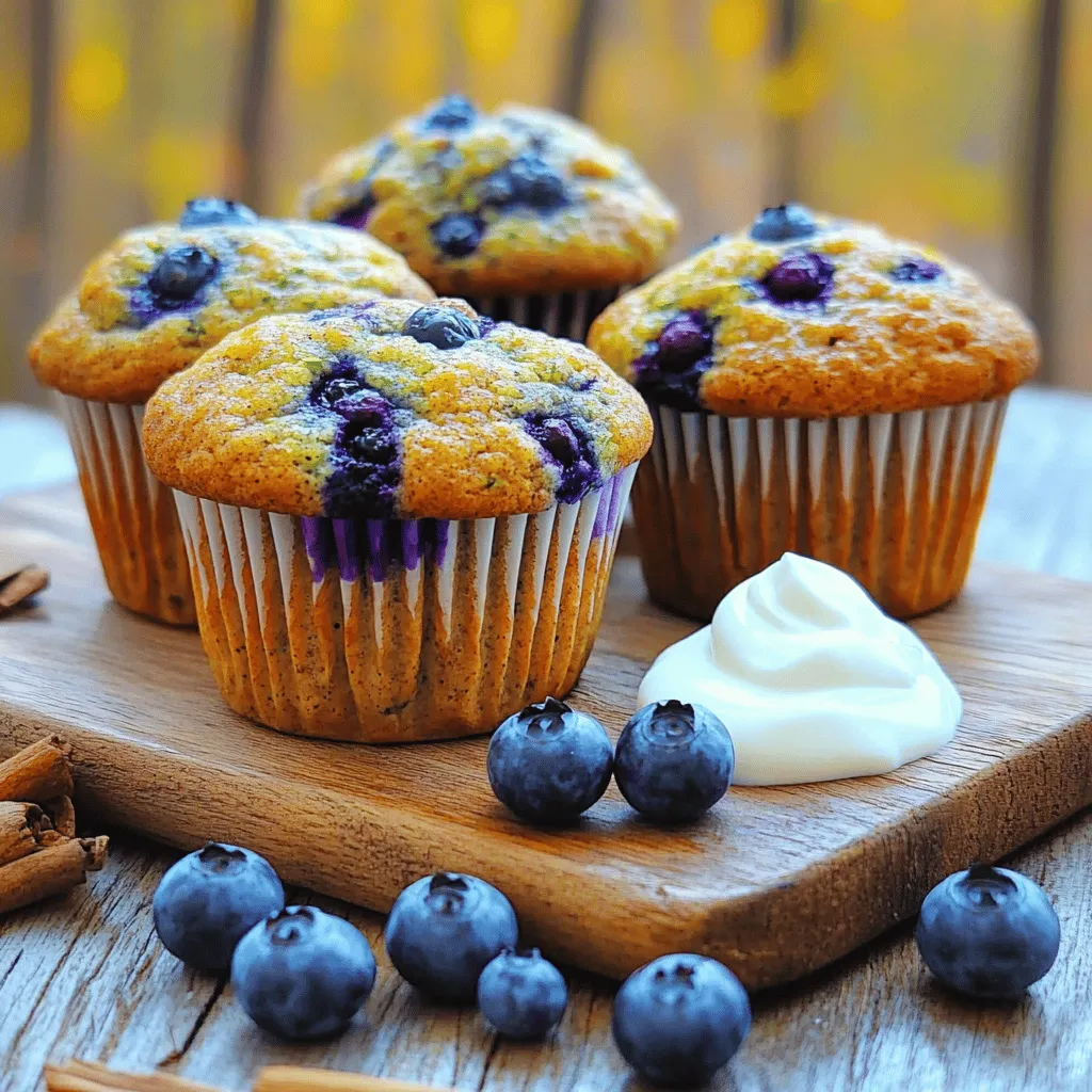 To make these tasty muffins, you need the following main ingredients: - 1 medium zucchini, grated - 1 cup fresh blueberries (or frozen, thawed) - 1 cup whole wheat flour - 1/2 cup rolled oats - 1/4 cup honey or maple syrup - 1/4 cup unsweetened applesauce - 2 large eggs - 1 teaspoon vanilla extract - 1 teaspoon baking powder - 1/2 teaspoon baking soda - 1/2 teaspoon cinnamon - 1/4 teaspoon salt Each of these ingredients adds flavor and nutrition. The zucchini keeps the muffins moist. Blueberries add natural sweetness and antioxidants. Whole wheat flour and oats provide fiber, which helps keep you full. You can add some optional ingredients for extra taste and nutrition: - 1/2 cup chopped walnuts or pecans These nuts bring crunch and healthy fats. They also add protein, which is great for energy. You can skip them if you prefer a nut-free muffin. These muffins are not only delicious but also healthy. Each muffin has about: - 120 calories - 3 grams of protein - 2 grams of fiber - 5 grams of sugar This makes them a great snack or breakfast option. They are low in sugar and high in nutrients. Enjoy these muffins knowing they are good for you! For the complete recipe, check out the Full Recipe section. Start by preheating your oven to 350°F (175°C). This ensures even baking. Next, grab a large bowl. Combine the grated zucchini, honey or maple syrup, applesauce, eggs, and vanilla extract. Mix these wet ingredients until they are smooth and well blended. In a separate bowl, whisk together the whole wheat flour, rolled oats, baking powder, baking soda, cinnamon, and salt. This step helps to evenly distribute the dry ingredients. Now, it’s time to combine the mixtures. Gradually add the dry mix to the wet mix. Stir gently until just combined. Do not over-mix! Over-mixing can make the muffins tough. Once combined, fold in the fresh blueberries and nuts if you choose to use them. This adds great flavor and texture. Divide the batter among your lined muffin cups, filling each about 3/4 full. This gives room for rising. Bake in your preheated oven for 18-20 minutes. Check for doneness by inserting a toothpick into the center of a muffin. If it comes out clean, your muffins are ready! Remove them from the oven and cool them in the pan for five minutes. Then, transfer them to a wire rack to cool completely. For a delightful touch, serve warm with a dollop of Greek yogurt and fresh blueberries. For the full recipe, refer to the complete instructions provided. Grating zucchini adds moisture and nutrition to your muffins. To start, wash the zucchini well. Use a box grater or a food processor for quick grating. Grate the zucchini with the skin on to keep all those nutrients. After grating, place the zucchini in a clean cloth and squeeze out excess water. This step helps prevent soggy muffins. To keep your muffins fresh, store them in an airtight container. They stay moist for about three days at room temperature. For longer storage, keep them in the fridge for up to a week. If you want to save them longer, freeze the muffins. Wrap each muffin tightly in plastic wrap and place them in a freezer bag. They can last up to three months in the freezer. If your muffins are too dense, you might have over-mixed the batter. Mix just until the ingredients combine. For dry muffins, ensure you measure the flour accurately. Too much flour leads to dryness. If your muffins dome too much, you may be baking them at too high a temperature. Always double-check your oven temperature. For more muffin-making tips, refer to the Full Recipe. {{image_2}} You can make these muffins gluten-free. Use almond flour or gluten-free all-purpose flour. Both options work well and keep the muffins soft. Just replace the whole wheat flour with your choice. Make sure your oats are also labeled gluten-free, as some may contain gluten. If you want to change the sweetener, that’s easy! You can swap honey for agave syrup. Maple syrup also works great. For a lower-calorie option, try using stevia or erythritol. Just remember to adjust the amount, as these sweeteners can be much sweeter. You can add fun flavors to these muffins. Try mixing in some lemon zest for a fresh taste. A dash of nutmeg can add warmth, while some chocolate chips can make them extra special. Dried fruit, like cranberries or raisins, also adds a nice touch. Get creative and make these muffins your own! For the full recipe, check out the Healthy Blueberry Zucchini Muffins section. To keep your muffins fresh, place them in an airtight container. This helps prevent drying out. You can store them at room temperature for up to three days. If you want them to last longer, refrigerate them. Just remember to let them cool completely first. To enjoy your muffins warm, you can use the microwave. Heat them for about 10-15 seconds. This brings back some moisture and warmth. You can also use an oven. Preheat it to 350°F (175°C) and heat the muffins for about 5-7 minutes. This will make them nice and soft again. If you want to freeze your muffins, let them cool first. Wrap each muffin in plastic wrap or aluminum foil. Then, place them in a freezer bag or container. They can stay in the freezer for up to three months. When you're ready to eat one, just thaw it in the fridge overnight or at room temperature. You can also reheat it directly from the freezer. Just add a little extra time in the oven or microwave. For the full recipe, check the section above. Yes, you can use frozen blueberries. Thaw them first to avoid excess moisture. This helps keep your muffins from getting soggy. Just be sure to gently fold them into the batter. You can store these muffins for about 3 to 5 days. Keep them in an airtight container at room temperature. For longer freshness, consider refrigerating them, which can extend their life to a week. If you need an egg substitute, try using unsweetened applesauce. Use 1/4 cup of applesauce for each egg. You can also use flaxseed meal mixed with water. One tablespoon of flaxseed meal and three tablespoons of water works well. Yes, you can make these muffins vegan! Substitute the eggs with flaxseed meal or applesauce, and use maple syrup instead of honey. This keeps the muffins both tasty and plant-based. For mini muffins, reduce the baking time to about 12-15 minutes. Keep an eye on them to ensure they don’t overbake. Check for doneness with a toothpick; it should come out clean. Enjoy making your Healthy Blueberry Zucchini Muffins! For the full recipe, refer to the earlier sections. Healthy blueberry zucchini muffins are a delightful treat. They combine fresh flavors with good nutrition. This recipe is simple, and you can make it quickly. Here is everything you need to create these tasty muffins. - 1 medium zucchini, grated - 1 cup fresh blueberries (or frozen, thawed) - 1 cup whole wheat flour - 1/2 cup rolled oats - 1/4 cup honey or maple syrup - 1/4 cup unsweetened applesauce - 2 large eggs - 1 teaspoon vanilla extract - 1 teaspoon baking powder - 1/2 teaspoon baking soda - 1/2 teaspoon cinnamon - 1/4 teaspoon salt - 1/2 cup chopped walnuts or pecans (optional) 1. Preheat your oven to 350°F (175°C). Line a muffin tin with paper liners or grease it lightly. 2. Mix the wet ingredients: In a large bowl, combine the grated zucchini, honey (or maple syrup), applesauce, eggs, and vanilla extract. Mix well to blend all the wet ingredients. 3. Combine dry ingredients: In another bowl, whisk the whole wheat flour, rolled oats, baking powder, baking soda, cinnamon, and salt. 4. Mix together: Gradually add the dry mixture to the wet mixture. Stir until just combined. Avoid over-mixing to keep the muffins light. 5. Fold in blueberries: Gently fold in the fresh blueberries and nuts if using. 6. Fill muffin cups: Divide the batter evenly among the prepared muffin cups, filling each about 3/4 full. 7. Bake: Bake in the preheated oven for 18-20 minutes. A toothpick inserted in the center should come out clean. 8. Cool: Remove the muffins from the oven. Let them cool in the pan for 5 minutes, then transfer to a wire rack to cool completely. These muffins have a prep time of 15 minutes and a total time of 35 minutes. This recipe yields 12 muffins. Serve the muffins warm with a dollop of Greek yogurt. Add a sprinkle of fresh blueberries on top for a charming touch. Try this full recipe for a delicious way to enjoy healthy eating! These Healthy Blueberry Zucchini Muffins are easy and fun to make. We covered the key ingredients and their benefits. You learned step-by-step how to prep, mix, and bake the muffins. I shared tips for grating zucchini and storing your treats. You can even try gluten-free options and add flavors. Now you have all the tools you need. Enjoy making these tasty and healthy muffins for yourself or to share!
