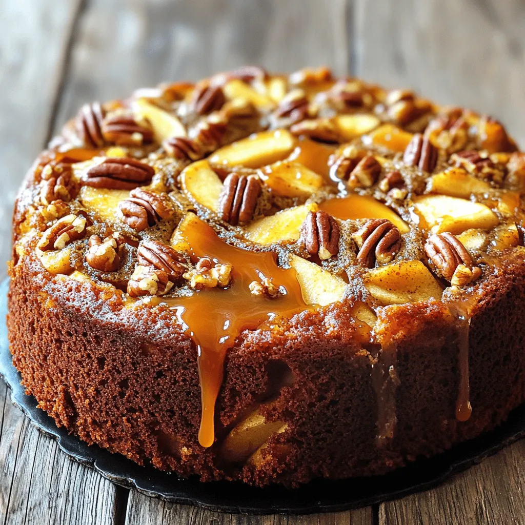 Delicious Apple Pecan Cake With Caramel Glaze Recipe
