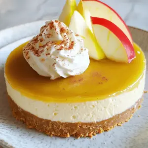 To make the best apple butter cheesecake, you need fresh and high-quality ingredients. Check the dates on your cream cheese and eggs. Fresh cream cheese gives a smooth texture. Also, use high-quality apple butter. This adds rich flavor and sweetness to your cheesecake. Here’s what you need: - 1 ½ cups graham cracker crumbs - ½ cup unsalted butter, melted - 1 tablespoon brown sugar - 3 (8-ounce) packages cream cheese, softened - 1 cup granulated sugar - 3 large eggs - 1 cup apple butter - 1 teaspoon vanilla extract - 1 teaspoon ground cinnamon - ¼ teaspoon nutmeg - 2 tablespoons all-purpose flour You can add more flavor to your cheesecake. Consider using flavored extracts like almond or maple. They add a twist to the taste. For toppings, whipped cream is a classic choice. Drizzling caramel on top also makes it look and taste great. Here are some options: - Almond extract - Maple extract - Whipped cream - Caramel sauce To make this cheesecake, you will need some basic tools. A mixing bowl is essential for combining your ingredients. An electric mixer helps you beat the cream cheese smoothly. You will also need a springform pan. This pan allows you to remove the cheesecake easily after baking. Here’s what to gather: - Mixing bowl - Electric mixer - 9-inch springform pan To make the crust, you will first need to mix graham cracker crumbs, melted butter, and brown sugar in a bowl. Use your hands or a spoon to blend them well. The mixture should feel moist but not wet. Next, press this crumb mixture firmly into the bottom of a 9-inch springform pan. Make sure it covers the whole bottom. Bake your crust at 325°F (160°C) for about 10 minutes. This helps it hold its shape. After baking, let the crust cool completely while you make the filling. Now, let's focus on the filling. Start by beating the softened cream cheese in a large mixing bowl. Use an electric mixer at medium speed for about 2-3 minutes. You want it to be smooth and creamy. Next, gradually add the granulated sugar to the cream cheese. Mixing slowly helps it blend evenly. Once mixed, add the eggs one by one. Make sure to mix well after each egg. Finally, stir in the apple butter, vanilla extract, cinnamon, nutmeg, and flour. Be gentle. Overmixing can make the cheesecake dense. Just mix until combined. When you're ready to bake, pour the cheesecake batter over the cooled crust. Smooth the top with a spatula. Bake at 325°F (160°C) for 50-60 minutes. The edges should look set, and the center will still jiggle a bit. After baking, turn off the oven. Leave the cheesecake inside for an hour. This step helps prevent cracks on the surface. When you take it out, let it cool to room temperature. Refrigerate it for at least four hours or overnight. This will help it set nicely. By following these steps, you will create a lovely Apple Butter Cheesecake. For the complete recipe, refer to the Full Recipe section. To make a great apple butter cheesecake, start with room temperature ingredients. This helps the cream cheese mix smoothly. If the cream cheese is cold, it can clump up. For a crack-free cheesecake, avoid overmixing your batter. Mix just until combined. Also, bake the cheesecake in a water bath. This keeps the temperature even and moist. When serving, get creative with your plating. Place a slice on a beautiful plate. Top it with whipped cream and a sprinkle of cinnamon. You can add thin apple slices for a nice touch. For drinks, coffee or spiced tea pairs well. The warmth of these drinks matches the flavors of the cheesecake perfectly. Baking time is key. Aim for 50-60 minutes in the oven. The edges should be set, while the center looks slightly jiggly. After baking, turn off the oven and leave the cheesecake inside for an hour. This helps with cracks too. Lastly, chill the cheesecake for at least 4 hours or overnight. This step is crucial for the best texture. Enjoy the rich, smooth cheesecake when it's fully set. For the full recipe, refer back to the main section. {{image_2}} To make your apple butter cheesecake even more special, try adding spices. Ginger and clove can bring warmth and depth. A sprinkle of ginger adds a zesty kick, while clove gives a cozy aroma. You can also add nuts like walnuts or pecans. Their crunch contrasts nicely with the creamy cheesecake. Just chop them finely and mix them into the filling or sprinkle them on top for texture. If you need a gluten-free option, you can use almond flour or gluten-free graham crackers for the crust. This keeps the crust tasty and safe for those with gluten sensitivities. For a vegan or dairy-free cheesecake, swap cream cheese with a vegan cream cheese alternative. A mix of silken tofu and coconut cream can also work well. Use maple syrup instead of sugar to sweeten it naturally. You can switch up the fruit butter based on the season. Try pumpkin butter in the fall or peach butter in the summer. Each fruit butter gives a new twist to the flavor. This recipe also adapts well for holidays. For Thanksgiving, add a touch of nutmeg or cinnamon. For Christmas, consider folding in some dried cranberries for a festive flair. To keep your apple butter cheesecake fresh, wrap it well. Use plastic wrap or foil. This helps stop it from drying out. Store it in the fridge after it has cooled completely. It stays tasty for up to five days. If you want to keep it longer, freezing is a great option. To freeze your cheesecake, follow these steps: 1. Cool Completely: Make sure the cheesecake is fully cooled. 2. Wrap It Up: Use plastic wrap to cover it tightly. Then, add a layer of foil. This adds extra protection. 3. Label It: Write the date on the outside. This helps you remember when you froze it. When you want to eat it, move it to the fridge. Let it thaw overnight for the best taste and texture. If you want to enjoy a slice warm, here’s how: - Microwave: Place a slice on a plate. Heat it for about 10-15 seconds. Check if it’s warm enough. - Oven: Preheat the oven to 300°F (150°C). Place the cheesecake slice on a baking sheet. Heat for 10 minutes. After reheating, serve with whipped cream or a sprinkle of cinnamon for extra flavor. Making this cheesecake takes some time. Here’s a simple breakdown: - Prep Time: 20 minutes - Baking Time: 50-60 minutes - Chilling Time: At least 4 hours, or overnight for best results. In total, expect about 6 hours from start to finish. Most of this time is for chilling. Yes, you can use homemade apple butter! It gives a fresher taste. Homemade apple butter often has no preservatives. This can lead to a richer flavor. Plus, you can control the sweetness and spice levels. It makes your cheesecake more unique and personal. Cracking can happen for several reasons. Here are the main causes: - Overmixing the batter: This adds too much air. - High oven temperature: Always bake at the right temperature. - Sudden temperature changes: Let the cheesecake cool slowly in the oven. To prevent cracks, avoid overmixing and follow baking times closely. This cheesecake pairs well with many treats. Here are some ideas: - Whipped cream: A classic and light topping. - Caramel sauce: Adds a sweet and rich flavor. - Fresh apple slices: These bring a nice crunch. - Coffee or tea: Both drinks complement the rich taste of cheesecake. These pairings can enhance your cheesecake experience. In this blog post, I covered key steps to make Apple Butter Cheesecake. Start with fresh ingredients, focus on the crust, and ensure your filling is creamy. Avoid common mistakes like using cold ingredients to prevent cracks. Explore fun variations and how to store leftovers for later enjoyment. Making this cheesecake is fun and rewarding. Whether it's for a holiday or just a treat, you can impress everyone with this dessert. Enjoy each bite and share it with friends!