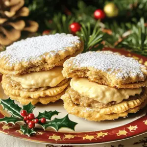 For these delightful pies, gather these main ingredients: - 1 ½ cups rolled oats - 1 cup whole wheat flour - 1 teaspoon baking soda - 1 teaspoon ground ginger - 1 teaspoon ground cinnamon - ¼ teaspoon ground nutmeg - ¼ teaspoon salt - ½ cup unsalted butter, softened - ½ cup brown sugar, packed - ½ cup granulated sugar - 1 large egg - 1 teaspoon vanilla extract - ½ cup molasses These ingredients form the base of your cookies. The oats give a hearty texture, while the spices create that warm, festive flavor. To make the creamy filling, you will need: - 1 cup powdered sugar - ½ cup cream cheese, softened - 2 tablespoons unsalted butter, softened - 1 teaspoon vanilla extract This filling adds sweetness and richness to each bite. Cream cheese gives a lovely tang that balances the spice. If you have dietary needs, here are some easy swaps: - Use gluten-free flour instead of whole wheat flour. - Substitute coconut oil for butter to make it dairy-free. - Use maple syrup instead of molasses for a lighter flavor. These substitutions ensure everyone can enjoy the pies without missing out on flavor! Feel free to check the Full Recipe for more details on the baking process. Start by preheating your oven to 350°F (175°C). This heat will help cook the pies evenly. While the oven warms up, line two baking sheets with parchment paper. This step prevents sticking and makes cleanup easy. In a large bowl, combine the dry ingredients. Add 1 ½ cups of rolled oats, 1 cup of whole wheat flour, 1 teaspoon of baking soda, and spices: 1 teaspoon of ground ginger, 1 teaspoon of ground cinnamon, ¼ teaspoon of ground nutmeg, and ¼ teaspoon of salt. Whisk these together well. This blend gives the cookies their rich flavor. In a separate mixing bowl, beat together ½ cup of softened unsalted butter, ½ cup of brown sugar, and ½ cup of granulated sugar. Mix until light and fluffy, which should take about 3 minutes. Next, add 1 large egg, ½ cup of molasses, and 1 teaspoon of vanilla extract. Beat this mixture until it is well combined. Gradually add the dry mixture to the wet mixture. Stir until just combined, being careful not to over-mix. Using a cookie scoop or two tablespoons, drop balls of dough onto your prepared baking sheets. Space them about 2 inches apart. Bake in your preheated oven for 10-12 minutes. Look for slight golden edges and set centers. After baking, let the cookies cool on the sheets for 5 minutes. Then, transfer the cookies to a wire rack to cool completely. To make the cream filling, beat together 1 cup of powdered sugar, ½ cup of softened cream cheese, and 2 tablespoons of softened unsalted butter in a medium bowl. Add 1 teaspoon of vanilla extract and mix until smooth and creamy. Once your cookies are cool, spread a generous layer of this cream filling on one cookie's flat side. Sandwich it with another cookie. For the best taste, chill the assembled pies for at least 30 minutes before serving. Enjoy your delicious treats! For the complete recipe, check out the [Full Recipe]. To bake the best oatmeal cookies, focus on a few key points: - Use Fresh Ingredients: Always check your baking soda and spices for freshness. Old ingredients can affect the taste and rise. - Do Not Over-Mix: When combining wet and dry ingredients, mix gently. Over-mixing makes cookies tough. - Chill the Dough: If your kitchen is warm, chill the dough for 15-30 minutes. This helps the cookies hold shape while baking. - Check for Doneness: Cookies should be golden on the edges but soft in the center. They will firm up while cooling. The cream filling should be smooth and spreadable. Here are my tips: - Room Temperature Ingredients: Use cream cheese and butter at room temperature. This helps them mix well and become creamy. - Gradual Mixing: Start mixing on low speed, then increase as the ingredients blend. This prevents a powdered sugar cloud! - Adjust Consistency: If too thick, add a splash of milk. If too thin, add more powdered sugar. Aim for a spreadable texture. Presentation can make your cookies extra special. Here are some ideas: - Festive Plating: Use a colorful plate or platter that matches the season. This makes your cookies pop! - Add Sprinkles: For a fun touch, sprinkle powdered sugar or festive sprinkles on top. - Garnish: Place a few sprigs of holly or pine around the cookies. It adds a lovely holiday vibe. For the complete recipe, check out the full recipe section. {{image_2}} You can switch up the cream filling to keep things exciting. For a chocolate twist, add cocoa powder to the cream cheese mixture. You might also try peppermint extract for a cool, festive flavor. If you want a fruity touch, mix in some lemon zest or orange zest. Each of these flavors will add a fun twist to your gingerbread oatmeal cream pies. Making these pies gluten-free is easy. Just swap out the whole wheat flour for a gluten-free blend. Look for a mix that works well in cookies. Oats can be tricky, so make sure you use gluten-free rolled oats. This way, everyone can enjoy these treats without worry. Step up the spice game by adding more holiday flavors. Consider cloves, allspice, or cardamom to the dough. Just a pinch can bring warmth and depth. You can also play with nutmeg, increasing its amount for a stronger flavor. These spices bring the holiday spirit right into your kitchen. To keep your gingerbread oatmeal cream pies fresh, store them in an airtight container. This prevents moisture loss and keeps them soft. Place a piece of parchment paper between layers to avoid sticking. Store them at room temperature for easy access. If you want to keep them longer, use the fridge. The cool air helps maintain their texture and flavor. When stored properly, these pies last about five days at room temperature. In the fridge, they can last up to a week. Always check for any signs of spoilage, like a change in smell or texture. If they start to harden, they may still taste good but will not be as delightful to eat. Yes, you can freeze gingerbread oatmeal cream pies! For the best results, freeze them before you add the cream filling. Wrap each pie in plastic wrap and place them in a freezer-safe bag. They can stay frozen for up to three months. When you are ready to enjoy them, thaw them in the fridge overnight. Then, add the cream filling and enjoy! For the full recipe, check out the earlier section. To make gingerbread oatmeal cream pies, follow these steps: 1. Preheat your oven to 350°F (175°C). 2. Mix dry ingredients: Combine oats, flour, baking soda, ginger, cinnamon, nutmeg, and salt. 3. Cream butter and sugars: Beat softened butter, brown sugar, and granulated sugar until fluffy. 4. Add egg and molasses: Mix in the egg, molasses, and vanilla. 5. Combine mixtures: Gradually add dry ingredients to the wet mix until just combined. 6. Drop dough balls: Use a scoop to place dough onto prepared sheets. 7. Bake for 10-12 minutes until edges are golden. 8. Cool on a wire rack. 9. Make cream filling: Beat powdered sugar, cream cheese, unsalted butter, and vanilla until smooth. 10. Assemble by spreading cream on one cookie and topping with another. You can find the full recipe above. Yes, you can use quick oats. They will change the texture. Quick oats make softer cookies. Rolled oats give a chewier bite. If you use quick oats, reduce baking time slightly. To keep your pies together, follow these tips: - Chill the dough: Let the dough rest in the fridge for 30 minutes. - Do not over-mix: Combine ingredients until just mixed. - Bake fully: Ensure cookies are set but not overcooked. - Cool completely: Let cookies cool before filling. Absolutely! These gingerbread oatmeal cream pies make great gifts. They look festive and taste amazing. Package them in decorative boxes or tins. Add a personal note for a special touch. Yes, you can make the cream filling ahead of time. Store it in an airtight container in the fridge. Bring it to room temperature before using. This helps it spread easily. Gingerbread oatmeal cream pies are a fun treat that's easy to make. We covered ingredients, from the main flavors to dietary swaps, and I shared step-by-step baking tips. You learned how to store these sweets and some neat variations to try. Remember, the key is practice and finding what you love. With these simple steps, you can create delicious cookies that impress friends and family alike. Enjoy your baking journey and keep experimenting!