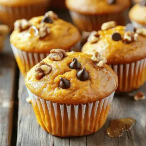 - 1 ½ cups all-purpose flour - 1 teaspoon baking powder - 1 teaspoon baking soda - ½ teaspoon salt - 1 teaspoon ground cinnamon - ½ teaspoon ground nutmeg - ½ teaspoon ground ginger - 1 cup canned pumpkin puree - ½ cup vegetable oil - 1 cup granulated sugar - ½ cup brown sugar, packed - 2 large eggs - 1 teaspoon vanilla extract - ½ cup chopped walnuts or pecans - ½ cup chocolate chips I love gathering these ingredients for my best pumpkin muffins. The dry ingredients create a strong base. The flour, baking powder, and baking soda provide the perfect rise. The spices, like cinnamon and nutmeg, fill the kitchen with warmth. For the wet ingredients, I use canned pumpkin puree. It gives the muffins a rich flavor and a moist texture. The sugars, both granulated and brown, add sweetness and depth. The oil keeps the muffins soft, while the eggs help bind everything together. Feel free to get creative with optional add-ins. Chopped nuts add crunch, and chocolate chips offer a delightful surprise. You can mix them in or leave them out. Either way, this recipe shines. You can find the full recipe for my best pumpkin muffins above. Enjoy baking! - Preheat your oven to 350°F (175°C). - Line the muffin tin with paper liners or lightly grease it. - In a bowl, combine the flour, baking powder, baking soda, salt, and spices. - Whisk these dry ingredients together until well mixed, then set them aside. - In another bowl, beat together the granulated sugar, brown sugar, vegetable oil, and eggs until smooth. - Next, stir in the pumpkin puree and vanilla extract until fully mixed. - Gradually add the dry ingredients to the wet ingredients. - Mix gently until just combined. Remember, some lumps are okay! - If you want, fold in the chopped nuts and chocolate chips for extra flavor. - Spoon the batter into the muffin tin, filling each cup about ¾ full. - Bake in the preheated oven for 18-20 minutes. Check for doneness with a toothpick inserted in the center. For the complete recipe, refer to My Best Pumpkin Muffins Recipe. For the best pumpkin muffins, measuring ingredients correctly is key. I recommend using a kitchen scale. This tool gives you precise measurements, which helps each muffin come out just right. If you don’t have a scale, spoon and level the flour. This means you scoop flour, then level it off with a knife. Avoid packing it down. This method keeps the flour light and fluffy. You can swap some ingredients to fit your needs. If you want a healthier muffin, try using coconut sugar instead of granulated sugar. You can also use applesauce instead of vegetable oil for a lighter texture. For gluten-free muffins, almond flour or oat flour works well. Just remember to adjust your baking time, as these flours may bake faster. To make your muffins even tastier, think about adding extra spices. A bit of cardamom or allspice can bring out richer flavors. If you love texture, mix in raisins or dried cranberries. They add sweetness and chewiness that pairs well with pumpkin. This way, each bite is a delightful surprise. {{image_2}} You can make vegan pumpkin muffins easily. To replace eggs, use flax eggs. Mix one tablespoon of flaxseed meal with three tablespoons of water, and let it sit for five minutes. This mixture works well in muffins. For oil, choose plant-based options like coconut oil or avocado oil. These swaps keep your muffins moist and delicious without animal products. To make pumpkin chocolate muffins, add more chocolate chips. I recommend using one cup for a rich taste. You can also mix in cocoa powder. Just add a quarter cup to your dry ingredients. This change gives your muffins a chocolate twist that pairs perfectly with pumpkin. The sweet chocolate and warm spices create a delightful treat. For a savory option, try adding herbs or cheese. Fresh rosemary or thyme can enhance the flavor. You can also mix in shredded cheese, like cheddar or feta. For this variation, reduce the sugar to one-fourth cup. This change creates a less sweet muffin, perfect for breakfast or a snack. These savory bites are a fun way to enjoy pumpkin in a new way. To store my pumpkin muffins, place them in an airtight container. This keeps them fresh and moist. You can also use a plastic bag if you don’t have a container. At room temperature, they last about three days. After that, they may dry out or lose flavor. For longer storage, freeze the muffins. First, let them cool completely on a wire rack. This step is key to avoid ice crystals. Once cool, wrap each muffin tightly in plastic wrap. Place them in a freezer bag or a container. They can stay in the freezer for about three months. When you want to eat them, take a muffin out and let it thaw. You can leave it at room temperature or defrost it in the fridge overnight. For a quick option, microwave it for 15-20 seconds. To reheat your muffins, you have a few choices. You can use the microwave, oven, or even a toaster oven. If using a microwave, heat each muffin for about 15-20 seconds. This warms them up nicely. If you prefer the oven, set it to 350°F (175°C) and heat muffins for about 5-10 minutes. To keep muffins moist, cover them with foil or a damp paper towel while reheating. This prevents them from drying out. Enjoy your warm, tasty muffins! These muffins stay fresh for about three days at room temperature. Store them in an airtight container. If you keep them in the fridge, they can last up to a week. Just remember to let them warm up a bit before you eat them. Yes, you can! Butternut squash puree works great as a substitute. You can also use sweet potato puree. Both options give a nice flavor and texture. Just ensure they are smooth, like pumpkin puree, for best results. To boost moisture, try adding yogurt or applesauce. Both add extra moisture without changing the flavor much. Use about 1/4 cup of yogurt or applesauce for each cup of pumpkin. This keeps your muffins soft and tasty. If your muffins turn out dry, check your oven temp first. It might be too high. Next time, try adding a little more oil or an extra egg. You can also mix in yogurt or applesauce to help keep them moist. Absolutely! To make mini muffins, fill each cup about halfway. Bake them for 10 to 12 minutes instead of 18 to 20. Check for doneness with a toothpick, just like the regular muffins. Enjoy your bite-sized treats! For the full recipe, click [Full Recipe]. My best pumpkin muffins recipe combines simple ingredients for a tasty treat. We started with dry and wet ingredients, mixed them well, and added fun options like nuts or chocolate. Followed by tips for perfect muffins, variations for every taste, and easy storage options. Now you can bake delicious muffins at home. Enjoy sharing them with friends and family or savoring them yourself!