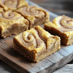 To make these tasty blondies, you will need: - 1 cup unsalted butter, melted - 1 cup packed brown sugar - 1/2 cup granulated sugar - 2 large eggs - 2 teaspoons vanilla extract - 2 cups all-purpose flour - 1 teaspoon baking powder - 1/2 teaspoon baking soda - 1/2 teaspoon salt - 2 teaspoons ground cinnamon - 1/4 teaspoon nutmeg - 1/4 cup granulated sugar (for topping) - 1 tablespoon ground cinnamon (for topping) Each ingredient plays a key part in making these blondies great: - Unsalted butter: Adds richness and moisture. It helps create a soft texture. - Brown sugar: Gives a deeper flavor and helps keep the blondies chewy. - Granulated sugar: Balances sweetness and contributes to a light texture. - Eggs: Bind the ingredients and add moisture. - Vanilla extract: Enhances flavor and adds warmth. - All-purpose flour: Provides structure. It holds everything together. - Baking powder and baking soda: These leavening agents make the blondies rise and stay soft. - Salt: Balances sweetness and enhances flavors. - Ground cinnamon and nutmeg: These spices give that signature snickerdoodle flavor, making every bite delightful. You can swap some ingredients if needed: - Unsalted butter: Use coconut oil for a dairy-free option. - Brown sugar: You can use coconut sugar for a healthier choice. - Eggs: Replace each egg with 1/4 cup unsweetened applesauce for a vegan option. - All-purpose flour: Almond flour can be used for a gluten-free version. - Granulated sugar: You can use honey or maple syrup, but adjust the liquid in the recipe. These substitutions allow you to enjoy these blondies with different diets or preferences. For the full recipe, click here. Start by preheating your oven to 350°F (175°C). Line a 9x13 inch baking dish with parchment paper. Leave some paper hanging over the edges. This helps with easy removal later. In a large bowl, mix the melted butter, brown sugar, and granulated sugar. Stir until it looks smooth and well combined. Next, add the eggs and vanilla extract. Mix until everything is fully mixed together. In another bowl, whisk the flour, baking powder, baking soda, salt, ground cinnamon, and nutmeg. Combine these dry ingredients slowly into the wet mix. Stir gently until just combined. Don’t overmix, or your blondies may become tough. For the cinnamon swirl, mix the remaining granulated sugar and cinnamon in a small bowl. Pour half of the blondie batter into your prepared baking dish. Use a spatula to spread it evenly. Now, sprinkle half of the cinnamon-sugar mix over this layer. Then, add the rest of the batter on top. Gently swirl the batter with a knife to create a marbled look. Finally, sprinkle the remaining cinnamon-sugar mix over the top. Bake your blondies in the preheated oven for 25-30 minutes. Check for readiness by inserting a toothpick into the center. It should come out clean. After baking, let the blondies cool in the pan for about 10 minutes. Use the parchment paper to lift them out. Place them on a wire rack to cool completely. Once cooled, cut the blondies into squares. You can serve them plain or with a scoop of ice cream on top. For extra flair, drizzle with caramel sauce if you like. Enjoy these sweet treats! For the full recipe, check the earlier section. To get the best texture, start with melted butter. This helps create a rich, soft base. Mix the sugars with the melted butter until smooth. This ensures even sweetness. Don't overmix your batter. Stir until just combined to keep your blondies soft and chewy. Add a hint of nutmeg for warmth. It pairs well with cinnamon and adds depth. Use high-quality vanilla extract for a richer taste. Consider sprinkling sea salt on top before baking. It enhances the sweet and spicy flavors, giving a nice crunch. One common mistake is overbaking. Keep an eye on them in the oven. A toothpick should come out with a few moist crumbs, not clean. Also, don’t skip lining the pan with parchment paper. This makes removal easy and prevents sticking. For the perfect swirl, be gentle when mixing in the cinnamon-sugar. Too much mixing can ruin the beautiful swirls. For complete instructions, check out the Full Recipe. {{image_2}} You can play with the flavors in these blondies. Try adding white chocolate chips for a sweet twist. You can also mix in chopped nuts like pecans or walnuts for a crunchy texture. If you enjoy fruit, diced apples or pears can add a nice freshness. For a more festive touch, add a pinch of nutmeg or ginger for warmth. Get creative with your toppings. Instead of the cinnamon-sugar mix, drizzle caramel sauce over the top after baking. You can also sprinkle coarse sea salt for a sweet and salty flavor. If you love chocolate, adding dark chocolate chunks will make them extra indulgent. Dried cranberries or cherries can add a tart bite. Experiment and make these blondies your own! To make these blondies gluten-free, swap the all-purpose flour for a gluten-free blend. Just make sure it contains xanthan gum for the right texture. For a vegan version, replace eggs with flax eggs (one tablespoon of ground flaxseed mixed with three tablespoons of water). Use coconut oil instead of butter for richness. You can also find vegan butter to keep the flavor intact. With these adaptations, everyone can enjoy this delightful treat! For the full recipe, check out the recipe section above. To keep your cinnamon swirl snickerdoodle blondies fresh, store them in an airtight container. This helps prevent them from drying out. You can keep them at room temperature for up to three days. If you want them to last longer, consider refrigerating them. Just be sure to allow them to cool completely before you store them. Freezing your blondies is a great way to save them for later. First, cut them into squares. Wrap each square tightly in plastic wrap. Then, place the wrapped squares in a freezer bag. You can freeze them for up to three months. When you're ready to enjoy, just thaw them in the fridge overnight. If you have leftovers, you might want to reheat them for a warm treat. Preheat your oven to 350°F. Place the blondies on a baking sheet and cover them with foil. Heat them for about 10 minutes. You can also microwave a square for about 15-20 seconds. Enjoy them warm for that fresh-baked taste! Cinnamon swirl snickerdoodle blondies are soft, chewy treats. They combine the flavors of classic snickerdoodles with a rich blondie base. The cinnamon swirl adds a sweet twist, making them extra special. These blondies are perfect for sharing or enjoying on your own. You can find the full recipe above to create these delightful desserts. Yes, you can use brown sugar in place of granulated sugar. Brown sugar adds moisture and a rich flavor. This swap will make your blondies even chewier and more flavorful. Just remember, if you use more brown sugar, you might need to adjust other ingredients slightly. Cinnamon swirl snickerdoodle blondies last about 5 days at room temperature. Store them in an airtight container to keep them fresh. You can also refrigerate them for longer storage. If you freeze them, they can last up to three months. If your blondies turn out dry, you may have overbaked them. Make sure to check them a few minutes early next time. You can also add a little extra butter or even a splash of milk to improve moisture. Don't worry; they will still taste great! Cinnamon Swirl Snickerdoodle Blondies are easy to make and fun to enjoy. You learned about each ingredient’s role, baking steps, and ways to enhance flavor. You also discovered tips to avoid common mistakes and variations to try. Remember to store leftovers properly and feel free to freeze for later. These blondies are a tasty treat for everyone, so get baking! Enjoy your sweet creation and share it with friends!