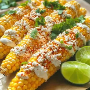 - 4 ears of fresh corn, husked - 1/2 cup mayonnaise - 1/2 cup crumbled cotija cheese - 1 teaspoon chili powder - 1 teaspoon garlic powder - 1 tablespoon lime juice - 1/4 teaspoon smoked paprika - Fresh cilantro, chopped (for garnish) - Lime wedges (for serving) You can swap cotija cheese with feta cheese for a similar taste. If you want dairy-free, use avocado-based mayonnaise or hummus. Adjust spice levels by adding more chili powder or using a milder pepper. This lets you make the dish to your taste. For those who love to experiment, adding a sprinkle of cumin can bring a new twist. Just remember to keep it fun and flavorful! To start, preheat your grill to medium-high heat. This step is key for great flavor. A hot grill gives the corn those lovely char marks. If your grill is not hot enough, the corn will steam instead of grill. Aim for about 400°F. When selecting corn, look for fresh ears with bright green husks. The silk should be moist and not dry. Avoid ears with brown or dry silk. The kernels should be plump and full. You want sweet, juicy corn for the best taste. For grilling, place the husked corn directly on the grill. Turn it every few minutes. This helps it cook evenly. Grill for about 10-15 minutes or until you see nice char marks. The corn should feel tender when you poke it. Timing is important! If you leave the corn too long, it can get dry. Watch it closely. The goal is a perfect char without burning. While the corn grills, mix the mayonnaise sauce in a bowl. Combine the mayonnaise, lime juice, chili powder, garlic powder, and smoked paprika. Stir until it's smooth and well mixed. Once the corn is grilled, take it off the heat. Let it cool for a minute. Use a brush or a spoon to spread the sauce all over each ear of corn. This is where the flavor comes alive! Sprinkle crumbled cotija cheese on top of the coated corn. This cheese adds a salty bite that pairs well with the sweet corn. Finally, garnish with fresh cilantro for a pop of color and taste. Serve with lime wedges for that extra zesty kick. For the complete recipe, check the Full Recipe section. Enjoy your Easy Mexican Street Corn! To get the best grill marks, start with dry corn. Moisture can cause sticking. Preheat your grill to medium-high heat and place the corn directly on the grates. Turn it every few minutes. This gives even cooking. Aim for about 10 to 15 minutes until you see nice char marks. For turning, use tongs. They give you a good grip without breaking the corn. Rotate every 2 to 3 minutes for even marks. Watch for a golden color. That’s when you know it’s ready! Serve Easy Mexican Street Corn with fresh avocado salad or grilled shrimp. These pair well with the sweet corn. For parties, cut the corn into smaller pieces. This way, guests can easily grab a bite. Place lime wedges on the side for extra zing. You can also serve it with tortilla chips and salsa. This makes a great snack platter. Everyone will love the mix of flavors! To enhance flavor, consider adding toppings. Try chopped jalapeños for heat. You can also sprinkle on some additional cotija cheese. If you want more zest, mix in some chili flakes or cayenne pepper. Infusing spices into the mayo mixture can take it up a notch. Consider adding cumin or smoked paprika. These spices bring warmth and depth. Get creative and experiment with your favorite flavors! {{image_2}} You can make this dish even better with vegetarian choices. Start by using plant-based mayonnaise. It gives a creamy texture without the eggs. Many brands offer tasty options that work well in this recipe. Next, think about your cheese. Cotija cheese is great, but you can try alternatives like feta or vegan cheese. These options still provide flavor and a nice touch to your corn. If you want to change it up, add spices like cumin or paprika. These spices bring warmth and depth to the dish. Just a pinch can make a big difference. You can also experiment with herbs. Fresh cilantro is classic, but parsley or basil can add a new twist. Mixing different herbs can change the whole taste. Look for seasonal vegetables to add to your corn. Grilled peppers or zucchini can give it a fresh crunch. You can even toss in some cherry tomatoes for a burst of sweetness. Adjust your flavors based on the time of year. In summer, keep it light and zesty. In fall, add a touch of sweetness with a hint of maple syrup or honey. This keeps your dish exciting all year long. To keep your easy Mexican street corn fresh, store it in an airtight container. Place it in the fridge within two hours after cooking to prevent spoilage. When reheating, use a skillet over medium heat. This method helps keep the corn moist and tasty. Avoid using a microwave, as it can make the corn rubbery. You can freeze the corn on the cob if you have extra. First, let it cool completely. Wrap each ear tightly in plastic wrap, then place them in a freezer bag. When you want to enjoy it, thaw the corn in the fridge overnight. This method helps retain the sweet flavor and texture. In the fridge, your easy Mexican street corn lasts about three to five days. If you notice any off smell or mold, it’s time to toss it. Always check for signs of spoilage before eating. Enjoy your delicious corn while it’s still fresh! For the full recipe, check out the details above. Mexican street corn, known as elote, has roots deep in Mexican culture. Street vendors often sell this tasty treat at fairs and markets. It represents a blend of simple ingredients and rich tradition. The dish has evolved over time, adapting to regional tastes. Today, you can find many versions of elote, each with unique flavors. The classic mix of mayonnaise, cheese, and spices makes it a favorite for many. Yes, you can make Easy Mexican Street Corn in the oven. To do this, preheat your oven to 400°F. Place the husked corn on a baking sheet. Roast the corn for about 20-25 minutes, turning occasionally. This method gives a nice char, but grilling adds a smoky flavor. Grilling usually cooks the corn faster and offers that outdoor taste we love. If cotija cheese is hard to find, don't worry! You can use feta cheese as a substitute. It has a similar crumbly texture and salty taste. Another option is Parmesan, which can add a different but nice flavor. If you want a dairy-free option, try nutritional yeast. It gives a cheesy taste without dairy. Mix and match to find what you like best! In this post, we covered how to make delicious Easy Mexican Street Corn. We shared the key ingredients and simple steps to grill corn to perfection. You learned tips for enhancing flavor and how to store leftovers. Experimenting with different spices and cheeses brings variety to the dish. Remember, cooking is all about joy and creativity. Now, you can impress friends and family with your tasty homemade street corn! Enjoy every bite!