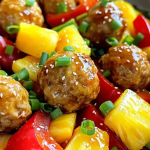 - 1 lb ground chicken or turkey - 1/2 cup breadcrumbs - 1/4 cup grated parmesan cheese I love using ground chicken or turkey for these meatballs. They stay tender and juicy. The breadcrumbs help bind the meatballs together. Parmesan cheese adds a nice flavor boost. These three items form the base of our meatball mix. - 2 tablespoons soy sauce - 1 tablespoon fresh ginger, minced - 2 cloves garlic, minced - 1 teaspoon sesame oil - 1/2 teaspoon black pepper Soy sauce gives a salty depth to the meatballs. Fresh ginger and garlic bring warmth and spice. Sesame oil adds a nutty flavor. Black pepper gives a nice kick. These ingredients elevate the taste of your dish. - 1 can pineapple chunks (in juice, drained) - 1 bell pepper (any color), chopped into bite-sized pieces - 1 medium red onion, chopped into wedges Pineapple chunks bring sweetness that balances the savory meatballs. Bell pepper adds crunch and color. Red onion gives a mild sharpness. Together, these veggies make the dish vibrant and fun. They roast beautifully on the sheet pan and soak up all the flavors. First, I preheat my oven to 400°F (200°C). I line a large sheet pan with parchment paper. This makes cleanup very easy. Next, I grab a big mixing bowl. I add the ground chicken or turkey, breadcrumbs, and grated parmesan cheese. Then, I crack in a large egg. I pour in the soy sauce, minced ginger, and minced garlic. I also add the sesame oil and black pepper. I mix everything well until it looks nice and even. Now comes the fun part! I take some of the meatball mixture and roll it into balls. Each ball is about 1 to 1.5 inches wide. I place them on the prepared sheet pan, leaving some space between them. This step is key to getting those perfect meatballs! In a separate bowl, I toss the pineapple chunks, chopped bell pepper, and red onion together. I add a tablespoon of teriyaki sauce to coat the veggies well. Next, I arrange these colorful vegetables and pineapple around the meatballs on the sheet pan. I drizzle the rest of the teriyaki sauce over everything. Finally, I bake the pan in the oven for 20 to 25 minutes. I check to ensure the meatballs are cooked through and golden brown. For an extra touch, I switch the oven to broil for the last 5 minutes. This step helps caramelize the meatballs and veggies, making them even more delicious! To ensure your meatballs are juicy, use ground chicken or turkey. These meats are lean, so moisture is key. Mix in breadcrumbs and cheese to help keep them tender. The egg binds everything, adding more moisture. Bake the meatballs at 400°F (200°C) for 20-25 minutes. For extra flavor, switch your oven to broil for the last 5 minutes. This caramelizes the meatballs and veggies, making them even tastier. Keep an eye on them to prevent burning. Add a burst of color to your dish with green onions. Slice them thin and sprinkle on top after baking. This adds a fresh touch and a mild onion flavor. Sesame seeds also make a great garnish. They add crunch and a nutty taste. For a complete meal, serve your meatballs with rice or quinoa. These grains soak up the teriyaki sauce and balance the dish. Enjoy your meal! {{image_2}} You can change the meat in this recipe. Use beef, pork, or even meat substitutes. Each option gives a new taste. Ground beef adds a rich flavor. Pork brings a bit of sweetness. Meat substitutes, like lentils or beans, make it plant-based. For breadcrumbs, consider gluten-free options. Use ground oats or crushed rice crackers. They work well and keep the meatballs together. You can also use panko breadcrumbs for extra crunch. You can customize the teriyaki sauce to match your taste. Add more soy sauce for a saltier bite. You can mix in honey or brown sugar for sweetness. A splash of rice vinegar gives a tangy kick. If you like heat, add red pepper flakes or sriracha for spice. Adding extra vegetables can boost nutrition and flavor. Try carrots, zucchini, or snap peas. Chop them into bite-sized pieces. Mix them with the pineapple. This adds color and makes the dish more exciting. Customize it based on what you have at home. To keep your teriyaki meatballs fresh, follow these steps: - Let the meatballs cool completely before storing. - Place them in an airtight container. - Add any leftover veggies and sauce for extra flavor. - Store in the fridge for up to three days. This way, you will enjoy the taste and texture later. If you want to save meatballs for later, freezing is a great choice. Here’s how: - Place cooled meatballs in a single layer on a baking sheet. - Freeze them for about one hour until firm. - Transfer the meatballs to a freezer-safe bag or container. - Be sure to label with the date for easy tracking. When you are ready to eat, thaw meatballs in the fridge overnight. Reheat them in the oven at 350°F (175°C) for about 15-20 minutes. This keeps them juicy and tasty! How do I know when meatballs are fully cooked? Meatballs are fully cooked when they reach an internal temperature of 165°F (74°C). You can use a meat thermometer to check. The meatballs should also be firm to the touch and golden brown outside. If you cut one open, the inside should not be pink, and the juices should run clear. Can I use store-bought teriyaki sauce or make my own? Yes, you can use store-bought teriyaki sauce for convenience. However, making your own can add a personal touch. A simple homemade teriyaki sauce needs soy sauce, brown sugar, garlic, and ginger. Combine these ingredients and simmer until thickened. This way, you can adjust the sweetness or saltiness to your liking. What can I serve with teriyaki meatballs? Teriyaki meatballs pair well with steamed rice or quinoa to soak up the sauce. You can also serve them with a side of stir-fried vegetables for extra crunch and color. Another option is to add a fresh salad with a light dressing. This balance makes for a colorful and tasty meal. Teriyaki meatballs are easy to make and very tasty. We covered the main ingredients like ground chicken, breadcrumbs, and soy sauce. You learned how to mix, shape, and bake the meatballs with veggies. I shared tips for juicy meatballs and garnish ideas. We also explored different ingredient swaps and storage methods. Now, you can enjoy these flavor-packed meatballs any time. Don’t be afraid to try new twists to make them your own. Happy cooking!