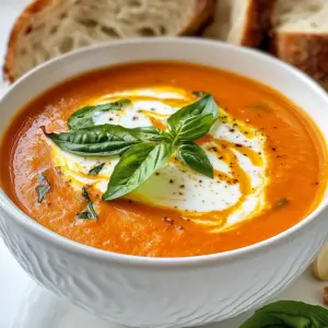 To make creamy roasted garlic tomato soup, you need simple, fresh ingredients. Here’s what you’ll need: - 3 large tomatoes, halved - 1 whole bulb of garlic - 1 medium onion, chopped - 2 tablespoons olive oil - 2 cups vegetable broth - 1 cup heavy cream (or coconut cream for a dairy-free version) - 1 teaspoon dried basil - 1 teaspoon dried oregano - Salt and pepper to taste - Fresh basil leaves for garnish These ingredients create a rich, smooth soup. The tomatoes bring sweetness, while roasted garlic adds depth. Olive oil gives a nice flavor and helps with cooking. You can easily adapt this recipe for different diets. For a dairy-free option, use coconut cream instead of heavy cream. It still gives a creamy texture but is plant-based. For a gluten-free version, check your vegetable broth. Most brands are gluten-free, but it's good to confirm. This soup is naturally gluten-free, so you can enjoy it without worry. Garnishing enhances the soup's look and taste. Try these ideas: - Fresh basil leaves for a pop of color - A drizzle of extra heavy cream on top - Crusty bread or grilled cheese for dipping These additions make your meal more enjoyable and satisfying. They also add texture and flavor, which elevate the whole experience. Enjoy creating your creamy roasted garlic tomato soup! {{ingredient_image_1}} Start by preheating your oven to 400°F (200°C). Take three large tomatoes and cut them in half. Place them cut side up on a baking sheet. Grab a whole bulb of garlic, cut off the top, and add it to the sheet. Drizzle one tablespoon of olive oil over the tomatoes and garlic. Sprinkle a pinch of salt over everything. Roast them in the oven for 25 to 30 minutes. Look for caramelized tomatoes and soft, golden garlic. In a large pot, heat one tablespoon of olive oil over medium heat. Chop one medium onion and add it to the pot. Sauté the onion for about five minutes. You want it to be soft and translucent. Once your garlic has cooled, squeeze the soft cloves into the pot. Add the roasted tomatoes next. Now, pour in two cups of vegetable broth. Bring the mixture to a simmer and add one teaspoon each of dried basil and oregano. Season with salt and pepper. Let it simmer for ten minutes to blend the flavors. Remove the pot from heat. Use an immersion blender to blend the soup until smooth. If you don’t have an immersion blender, carefully pour the soup into a countertop blender. Blend it in batches until smooth. Stir in one cup of heavy cream or coconut cream for a dairy-free option. Gently heat the soup over low heat for three to five minutes. Taste and adjust the seasoning as needed. Enjoy this creamy roasted garlic tomato soup! To make the best creamy roasted garlic tomato soup, roasting is key. Here are my tips: - Choose ripe tomatoes. They add more flavor. - Use fresh garlic. A whole bulb will give a rich taste. - Drizzle olive oil. It helps caramelize the tomatoes and garlic. - Add salt. This enhances the natural sweetness of the tomatoes. - Watch the time. Roast for about 25-30 minutes, until soft and golden. Blending makes your soup smooth and creamy. Here’s how to do it right: - Use an immersion blender. This tool is easy and less messy. - If using a countertop blender, let the soup cool first. Blend in small batches to avoid spills. - Blend until smooth. This gives you that creamy texture you want. To make your soup even better, try these flavor tips: - Add herbs. Fresh basil or parsley can brighten the taste. - Experiment with spices. A pinch of red pepper flakes adds a nice kick. - Adjust creaminess. Use coconut cream for a dairy-free version. - Balance flavors. Taste and adjust salt and pepper as needed. With these tips, you can make a rich, tasty soup that everyone will love! Pro Tips Use Ripe Tomatoes: For the best flavor, choose ripe, in-season tomatoes. They will provide natural sweetness and richness to your soup. Adjust Creaminess: If you prefer a lighter soup, use half-and-half or milk instead of heavy cream. For a vegan option, coconut cream adds richness without dairy. Enhance Flavor with Fresh Herbs: While dried herbs are great, adding fresh basil or oregano right before serving can elevate the dish with bright, fresh flavors. Garnish Creatively: In addition to fresh basil, try adding a sprinkle of Parmesan cheese or a drizzle of balsamic reduction for extra flavor and visual appeal. {{image_2}} You can make this soup vegan with a few easy swaps. Use coconut cream instead of heavy cream. It adds a rich taste without dairy. You can also use vegetable broth for extra flavor. This way, everyone can enjoy creamy roasted garlic tomato soup! Feel free to add more flavors to your soup. Try spices like smoked paprika or red pepper flakes for heat. You can also mix in vegetables like bell peppers or carrots. They add more texture and taste. Experimenting with flavors makes your soup unique! Serve this soup with a slice of crusty bread. It soaks up the delicious broth. A simple side salad adds freshness. You can also top the soup with croutons for a nice crunch. These pairings make your meal even better! After you enjoy your creamy roasted garlic tomato soup, store any leftovers in an airtight container. Let the soup cool to room temperature before sealing it. This step helps keep it fresh. Place the container in the fridge. Your soup will stay good for about 3 to 4 days. If you add cream, it may not last as long. Always check for any signs of spoilage before eating. You can freeze this soup to enjoy later. First, let the soup cool completely. Then, pour it into freezer-safe bags or containers. Leave some space at the top for expansion. Label the bags with the date. The soup will last in the freezer for up to 3 months. When you’re ready to eat, thaw it in the fridge overnight. To reheat the soup, place it in a pot over low heat. Stir it gently to ensure even warming. If the soup seems thick, add a splash of vegetable broth or water. You can also microwave it in a bowl. Heat it in short bursts, stirring in between. This way, you keep the flavors fresh and tasty. To make this soup healthier, swap heavy cream for coconut cream or almond milk. You can also add more veggies, like carrots or spinach, for extra nutrients. Using low-sodium vegetable broth helps cut back on salt. If you want more fiber, consider adding lentils or beans. These changes keep the flavor rich while boosting health benefits. Yes, you can use canned tomatoes. Look for whole or diced tomatoes in juice or puree. Canned tomatoes save time and can be just as tasty. Use about 28 ounces of canned tomatoes for this recipe. Drain excess liquid if you want a thicker soup. The flavors may differ slightly, but it will still be delicious. Serve the soup hot in bowls. Drizzle a bit of heavy cream on top for a nice touch. Fresh basil leaves make a great garnish, adding color and flavor. Pair the soup with rustic bread or a grilled cheese sandwich. This combo makes for a cozy meal that everyone will enjoy. This blog showed you how to make creamy roasted garlic tomato soup. We covered key ingredients and helpful substitutions for different diets. The step-by-step instructions guided you from roasting to blending. You learned tips for perfect flavor and texture. We even explored tasty variations and storage tips. Now you can enjoy a warm bowl of soup anytime. Remember, this dish is not just comforting; it’s also easy to make. Enjoy experimenting with flavors and ingredients that match your taste!