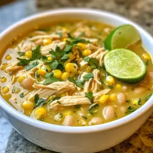 - 1 lb chicken breast, cooked and shredded - 1 can (15 oz) white beans (like Great Northern or Cannellini), drained - 1 can (4 oz) chopped green chilies - 1 medium onion, diced - 3 cloves garlic, minced - 1 tsp ground cumin - 1 tsp chili powder - 1/2 tsp smoked paprika - 4 cups chicken broth - 1 cup heavy cream - 1/2 cup sour cream - 1 cup corn kernels (fresh or frozen) - 2 tbsp olive oil - Salt and pepper to taste - Fresh cilantro and lime wedges for garnish Each ingredient brings a special taste. You can use rotisserie chicken for quick prep. If you want beans, feel free to swap with black beans or pinto beans. Green chilies add a nice kick, but you can use jalapeños for more heat. If you don't have chicken broth, vegetable broth works too. For a dairy-free version, use coconut cream instead of heavy cream and sour cream. To boost the flavor, use fresh garlic instead of pre-minced. Fresh herbs, like cilantro, add brightness at the end. Using smoked paprika gives a rich, deep taste. Squeeze fresh lime juice before serving for a zesty lift. Don't skip the salt; it enhances all the flavors. For extra creaminess, try adding a bit more sour cream or cream. {{ingredient_image_1}} Gather all your ingredients first. This makes cooking easier. Here’s what you need: - 1 lb chicken breast, cooked and shredded - 1 can (15 oz) white beans, drained - 1 can (4 oz) chopped green chilies - 1 medium onion, diced - 3 cloves garlic, minced - 1 tsp ground cumin - 1 tsp chili powder - 1/2 tsp smoked paprika - 4 cups chicken broth - 1 cup heavy cream - 1/2 cup sour cream - 1 cup corn kernels - 2 tbsp olive oil - Salt and pepper to taste - Fresh cilantro and lime wedges for garnish Make sure your chicken is cooked and shredded. This helps it blend well in the chili. Dice the onion and mince the garlic. Drain the beans to remove excess liquid. Set everything aside for easy access. Heat 2 tablespoons of olive oil in a large pot over medium heat. Add the diced onion and sauté for about 5 minutes. You want the onion to turn translucent. Next, stir in the minced garlic for one minute. This step releases a nice aroma. Now, add the shredded chicken, white beans, green chilies, cumin, chili powder, and smoked paprika. Season with salt and pepper. Stir well to combine all the flavors. Pour in the chicken broth and bring the mix to a gentle boil. Lower the heat and let it simmer for 20 minutes. This allows the flavors to meld beautifully. After 20 minutes, stir in the corn, heavy cream, and sour cream. Mix until everything is well combined. Let it simmer for another 10 minutes. Check the seasoning and adjust with salt and pepper as needed. Serve the chili hot in bowls. Garnish with fresh cilantro and lime wedges. The lime adds a bright flavor. This chili pairs well with crusty bread or tortilla chips. Enjoy it with family and friends for a warm meal. I often see people skip the sauté step. Sautéing the onion and garlic builds flavor. Make sure not to rush this part. Cooking the onion until it is soft is key. Also, avoid adding all the cream at once. This can cause the chili to become too rich. Instead, add it slowly and taste as you go. Lastly, be careful with salt. Always taste before adding more. To make your chili extra creamy, use more heavy cream. You can also mix in cream cheese for richness. Another trick is to blend some of the white beans. This adds creaminess without changing the taste. For a lighter option, use Greek yogurt instead of sour cream. It gives the same tang with less fat. Want to boost the flavor? Add more spices! A pinch of cayenne pepper brings heat. You can also try adding a splash of lime juice for brightness. If you like it smoky, increase the smoked paprika. Fresh cilantro adds a bright taste when served. Don’t forget to adjust according to your taste buds! Pro Tips Use Rotisserie Chicken: For a quicker preparation, use store-bought rotisserie chicken instead of cooking your own. It adds great flavor and saves time! Adjust the Spice Level: If you prefer a spicier chili, add diced jalapeños or a pinch of cayenne pepper to the mix. Adjust according to your taste! Add Extra Creaminess: For an even creamier texture, consider adding an additional 1/2 cup of heavy cream or a splash of cream cheese when mixing in the sour cream. Garnish for Freshness: Always garnish with fresh cilantro and lime wedges just before serving to enhance the flavor and presentation of your chili. {{image_2}} You can enjoy a tasty vegetarian version of this chili. Simply replace the chicken with more beans. Use two cans of white beans instead of one. Add extra veggies like bell peppers, zucchini, or even spinach. These add color and nutrients. Keep the broth and spices the same for flavor. If you love heat, spice up your chili! Add diced jalapeños or serrano peppers. Mix these in when you cook the onion and garlic. You can also increase the chili powder. A pinch of cayenne pepper adds a nice kick too. Adjust the amount to suit your taste. Using a slow cooker makes this dish even easier. Start by sautéing the onion and garlic in a pan. Then, transfer them to the slow cooker. Add all the other ingredients, except for the cream and sour cream. Cook on low for 6 hours or high for 3 hours. Stir in the cream and sour cream just before serving. This method deepens the flavors and makes it super simple. Store any leftover white chicken chili in an airtight container. Make sure it cools down to room temperature first. This helps keep it fresh. Place it in the fridge where it can last for up to three days. When you want to enjoy it later, just take it out and check the smell and look before eating. You can freeze white chicken chili for longer storage. Use a freezer-safe container or heavy-duty freezer bags. Leave some space at the top for the chili to expand. Label the container with the date. It can stay frozen for up to three months. When ready to eat, move it to the fridge to thaw overnight. Reheat the chili on the stove for even heating. Pour it into a pot and heat it over medium heat. Stir often to prevent sticking. If it seems thick, add a splash of chicken broth or water. You can also use a microwave. Place it in a microwave-safe bowl and cover it. Heat in short bursts, stirring in between, until hot. Enjoy your warm, comforting chili! This chili wins awards due to its rich flavor and creamy texture. I blend spices like cumin and smoked paprika for depth. The combination of chicken, white beans, and green chilies creates a harmony of tastes. Each ingredient plays a key role in making it special. The heavy cream and sour cream add a luscious finish. It warms you up and satisfies your taste buds. People rave about this chili because it feels like a hug in a bowl. Yes, you can use canned chicken. It saves time and effort. Just drain and rinse the chicken before adding it. Canned chicken works well in this recipe. However, fresh cooked chicken has better texture and flavor. If you choose canned, make sure to adjust the cooking time. Stir it in during the last few minutes to heat through. To spice it up, add more chili powder or diced jalapeños. You can also use cayenne pepper for extra heat. A few dashes of hot sauce can add a nice kick too. Another option is to top it with sliced jalapeños or spicy cheese. Experiment with spices to find your perfect heat level. Just remember to balance the flavors so it stays delicious. In this post, I covered the key steps for making the best chili. We discussed essential ingredients, helpful tips, and variations to suit your taste. Remember the prep work and avoid common mistakes. These points will help you craft a dish everyone loves. Don’t shy away from experimenting, whether it’s making it creamier or adding spice. Enjoy your cooking adventures and make that chili your own.