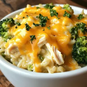 - 2 cups cooked rice (white or brown) - 1 lb boneless, skinless chicken breasts - 3 cups broccoli florets (fresh or frozen) - 1 can (10.5 oz) cream of chicken soup - 1 cup shredded cheddar cheese - 1 cup chicken broth - 1 teaspoon garlic powder - 1 teaspoon onion powder - Salt and pepper to taste - 1/2 teaspoon paprika (optional) - Fresh parsley for garnish This recipe is all about simple, tasty ingredients. You start with two cups of cooked rice. You can use either white or brown rice. Brown rice adds more fiber, which is a bonus. Next is one pound of boneless, skinless chicken breasts. This cut is lean and easy to cook. For veggies, you need three cups of broccoli florets. You can use fresh or frozen; both work well. The cream of chicken soup is the magic ingredient. It adds a rich, creamy flavor. You also need one cup of shredded cheddar cheese. This cheese melts beautifully and adds a nice sharp taste. One cup of chicken broth helps keep everything moist and flavorful. You will need one teaspoon each of garlic powder and onion powder. They give the dish a nice aroma and taste. Season with salt and pepper to your liking. If you want a little extra flavor, add a half teaspoon of paprika. For a pop of color, use fresh parsley as a garnish. These ingredients make a warm, comforting meal that is easy to prepare. {{ingredient_image_1}} - Layering the Rice First, grab your crockpot. Spread the cooked rice evenly across the bottom. This rice layer builds a solid base for your dish. It will soak up all the tasty juices later. - Seasoning the Chicken Next, take your chicken breasts. Sprinkle garlic powder, onion powder, salt, and pepper on them. If you want, add paprika for a little kick. Place the seasoned chicken right on top of the rice. This adds flavor to both the chicken and rice. - Pouring in the Soup and Broth Open the can of cream of chicken soup. Pour it over the chicken, covering it well. Then, add the chicken broth. This liquid helps cook the chicken and keeps everything moist. - Incorporating the Broccoli Now, gently add the broccoli florets on top. Do not stir them in just yet. This keeps the broccoli nice and bright. It will cook perfectly during the process. - Setting the Crockpot Temperature Cover your crockpot. Set it to low heat for 4-6 hours or high heat for 2-3 hours. This slow cooking lets all the flavors mix well. The chicken will be tender and juicy. - Shredding the Chicken About 30 minutes before you’re ready to eat, use two forks to shred the chicken right in the pot. Mix it into the rice and broccoli. This step adds a great texture and flavor. - Adding the Cheese Sprinkle the shredded cheddar cheese over the top. Cover the crockpot again. Let it sit for about 15-20 minutes. This step allows the cheese to melt thoroughly. - Serving Suggestions Once the cheese is melted, stir everything together. Serve it hot and garnish with fresh parsley. This adds a nice touch of color and flavor. Enjoy your meal! - Best Practices for Shredding Chicken To shred chicken well, use two forks. Hold one fork steady and pull the chicken apart with the other. Shred it right in the crockpot for easy mixing. This keeps all the flavors blended. - How to Achieve Perfectly Melted Cheese For cheese that melts just right, add it near the end. Cover the crockpot after adding cheese. Let it sit for 15-20 minutes. This will give the cheese time to melt perfectly without burning. - Alternatives to Cream of Chicken Soup If you want a different flavor, use cream of mushroom soup or a homemade white sauce. Both options give a tasty twist to the dish. You can also use vegetable broth instead of chicken broth for a lighter taste. - Dairy-Free Cheese Options For a dairy-free diet, choose plant-based cheese. Look for brands that melt well. Nutritional yeast can also add a cheesy flavor without dairy. - Adjusting Cooking Times for Different Slow Cookers Slow cookers heat differently. If yours cooks fast, check the chicken after 2 hours on high. If it’s slower, it may need a full 6 hours on low. Always check the chicken is tender before serving. - Preparing Ingredients in Advance To save time, prep ingredients the night before. Chop broccoli and season the chicken. Store them in the fridge. This makes it quick to throw everything in the crockpot in the morning. Pro Tips Use Leftover Rice: This recipe is perfect for utilizing leftover rice, saving you time and reducing food waste. Frozen Broccoli is Fine: If you're short on fresh broccoli, frozen florets work just as well and help save on prep time. Adjust Seasoning: Feel free to adjust the seasoning to your taste, adding more spices or herbs for extra flavor. Cheese Variations: Experiment with different types of cheese, such as Monterey Jack or Pepper Jack, for a unique twist! {{image_2}} Adding Extra Vegetables You can boost the nutrition by adding more veggies. Try carrots, bell peppers, or peas. Just chop them small and toss them in with the broccoli. This adds color and flavor! Using Brown Rice Swap white rice for brown rice for a healthier twist. Brown rice has more fiber and nutrients. Just remember, it may take a bit longer to cook, so adjust your time. Spicing It Up with Hot Sauce Want a kick? Add your favorite hot sauce to the mix. Just a few dashes can elevate the dish. It’s a fun way to customize each serving for heat lovers. Experimenting with Different Cheese Types Cheddar is great, but don’t stop there! Try mozzarella or pepper jack for a twist. Each cheese brings its own taste and texture. Mix and match to find your favorite combo! Gluten-Free Options To make this dish gluten-free, check your cream of chicken soup. Use a gluten-free brand to keep it safe for those with gluten sensitivities. This way, everyone can enjoy the meal! Vegetarian Alternative For a vegetarian version, skip the chicken. Replace it with extra beans or tofu. Use vegetable broth instead of chicken broth. This keeps the dish hearty and satisfying without meat. To store leftovers, let the dish cool first. Place it in an airtight container. You can keep it in the fridge for up to three days. For best taste, eat it within this time. When reheating, use a microwave or stove. If using a microwave, heat in small bursts. Stir between sessions to warm it evenly. If using a stove, add a splash of broth. Heat on low until hot. If you want to freeze the dish, first let it cool completely. Then, place it in a freezer-safe container. This meal can last up to three months in the freezer. When you are ready to eat, thaw it in the fridge overnight. This helps keep the texture nice. For reheating, you can use either the microwave or stove. The microwave is quick and easy. Just remember to stir often for even heating. If you choose the stove, heat it on low. Stir well to ensure it warms up evenly. This way, you keep all the cheesy goodness intact. Can I use frozen chicken in the recipe? Yes, you can use frozen chicken. Just add an extra hour of cooking time. This helps the chicken cook fully. How can I make this recipe in a shorter time frame? To save time, use the high setting on your crockpot. Cook for 2-3 hours instead of 4-6 hours. What are the best sides to serve with Crockpot Cheesy Chicken Broccoli Rice? You can serve it with a fresh salad or garlic bread. These sides complement the creamy dish well. What to do if the rice is too dry? If the rice is dry, add more chicken broth. Stir gently and let it cook for a bit longer. How to fix a bland flavor? To boost flavor, add more salt or spices. A dash of hot sauce also adds a nice kick. Can I substitute different vegetables? Absolutely! You can use carrots, bell peppers, or peas. Just chop them small so they cook well. What if I don't have chicken broth? If you lack chicken broth, use water or vegetable broth. This still keeps the dish tasty and moist. This blog post guides you through a simple recipe for Crockpot Cheesy Chicken Broccoli Rice. We covered the ingredient list, from the chicken to the cheese. The step-by-step instructions help you layer and cook everything perfectly. I shared tips for shredding chicken and ingredient substitutions. You can also try variations to fit your taste and dietary needs. In the end, this dish is easy, tasty, and perfect for any meal. Enjoy making it your own!