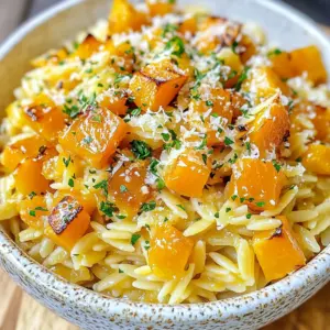 To make Savory Brown Butter Orzo with Butternut Squash, gather these items: - 1 cup orzo pasta - 2 cups butternut squash, peeled and cubed - 4 tablespoons unsalted butter - 1 small onion, finely chopped - 2 cloves garlic, minced - 1 teaspoon fresh thyme leaves - 1/4 teaspoon nutmeg - Salt and pepper to taste - 1/2 cup grated parmesan cheese - 2 cups vegetable broth - 1 tablespoon olive oil - Chopped fresh parsley for garnish Here are some quick conversions for the ingredients: - 1 cup = 8 fluid ounces - 1 tablespoon = 3 teaspoons - 1 teaspoon = 5 milliliters These conversions help if you need different amounts. When picking your ingredients, choose fresh items for the best taste: - Butternut Squash: Look for firm, heavy squash with smooth skin. - Butter: Use high-quality unsalted butter for better flavor. - Parmesan Cheese: Select freshly grated cheese for a richer taste. - Vegetable Broth: A low-sodium broth allows better control over salt. Using good ingredients makes the dish shine. {{ingredient_image_1}} Roasting the squash is key to bringing out its sweetness. Start by preheating your oven to 400°F (200°C). Cut the butternut squash into small cubes. Toss these cubes in a bowl with olive oil, salt, and pepper. Spread them on a baking sheet. Make sure they lie flat and do not touch each other. This helps them roast evenly. Roast for 20-25 minutes until they turn tender and slightly caramelized. This is where the magic begins! Browning butter adds a rich, nutty flavor to your dish. In a medium saucepan, melt the butter over medium heat. Stir it often to prevent burning. Watch closely as it changes color. You want it to turn golden brown and smell nutty. This should take about 5-7 minutes. Once your butter is brown, add the finely chopped onion. Sauté until it becomes soft and translucent, about three minutes. Add minced garlic and fresh thyme next. Cook for another minute until fragrant. Now, it's time to cook the orzo. Stir in the orzo pasta, letting it toast in the brown butter for about two minutes. This step builds flavor. Gradually add the vegetable broth, stirring occasionally. Bring it to a gentle simmer. Cook for 10-12 minutes until the orzo is al dente and has absorbed most of the broth. Plan ahead to make cooking smooth. Start by roasting your squash first; it takes the longest. While it's in the oven, prepare your other ingredients. Chop the onion, garlic, and thyme. This way, you save time when the squash is done. Once you take out the squash, move on to browning the butter. The whole process should flow nicely. Set a timer for each step to keep track. This keeps everything on schedule. Enjoy the process! Cooking is as much about the journey as the meal. To make perfect brown butter, heat unsalted butter in a medium saucepan over medium heat. Stir often. Watch closely as it melts. After 3-4 minutes, it will foam. Keep stirring until it turns a deep golden brown. This process takes about 5-7 minutes. The nutty aroma is a good sign. Be careful! It can burn quickly if you look away. You can play with spices to enhance the flavor. Try adding a pinch of cayenne pepper for heat. A dash of smoked paprika adds depth. For a fresh taste, add lemon zest before serving. Experiment with fresh herbs like sage or rosemary instead of thyme. Each change brings a new twist to the dish. One common mistake is burning the butter. Always keep an eye on it and stir often. Another mistake is overcooking the orzo. Cook it just until it is al dente for the best texture. Don’t skip the seasoning step! Properly seasoning at every stage makes a big difference. Lastly, avoid overcrowding the baking sheet when roasting squash. This ensures even cooking and caramelization. Pro Tips Roast the Squash Evenly: Cut the butternut squash into uniform cubes to ensure even roasting. This will help achieve that perfect caramelization and tenderness. Watch the Butter Closely: When browning butter, keep a close eye on it as it can go from perfectly brown to burnt quickly. Stir frequently and remove from heat once it has a nutty aroma. Use Fresh Herbs: Fresh thyme enhances the flavor of this dish significantly. If you have access to fresh herbs, use them instead of dried for a more vibrant taste. Garnish for Color: Adding chopped fresh parsley not only brightens the dish visually but also adds a fresh flavor contrast to the richness of the orzo and butter. {{image_2}} You can add protein to your brown butter orzo. Chicken or sausage works well. For chicken, use grilled or roasted pieces. Cook the chicken separately and mix it in before serving. If you choose sausage, slice and brown it in the pan after the onions. Both options boost flavor and make the dish heartier. Feel free to swap in different vegetables. Spinach adds a nice green touch and cooks quickly. Just stir it in right before serving. Zucchini is another great choice. Cut it into small cubes and sauté it with the onions. These swaps keep the dish fresh and fun. To make this dish vegan, replace butter with olive oil or vegan butter. Use nutritional yeast instead of parmesan for a cheesy flavor. For gluten-free options, choose gluten-free orzo. There are many brands available now. These changes keep the spirit of the dish while meeting dietary needs. Store any leftover brown butter orzo in an airtight container. Keep it in the fridge for up to three days. Make sure to let the dish cool before sealing it. This helps keep it fresh and free from moisture. To reheat, place the orzo in a pot over medium heat. Add a splash of vegetable broth to keep it moist. Stir often until it’s heated through. You can also use the microwave. Just cover it with a damp paper towel to prevent drying out. If you want to freeze it, place the cooled orzo in freezer-safe bags. Remove as much air as you can before sealing. It can last in the freezer for about two months. When ready to eat, thaw it in the fridge overnight. Reheat as mentioned above. You can make this dish ahead of time. Prepare the orzo and squash as directed. Once cooked, let them cool. Store them in the fridge in an airtight container. This way, the flavors will blend nicely. When ready to eat, reheat the orzo and squash in a pan. Add a splash of broth to keep it moist. Stir in the parmesan just before serving for freshness. Yes, you can swap orzo for other pastas. Small pasta shapes like ditalini or couscous work well. If you prefer a gluten-free option, try rice or quinoa. Just be mindful of cooking times, as they may vary. Adjust the liquid as needed to avoid a dry dish. This dish pairs well with many meals. Serve it alongside grilled chicken or fish for protein. A fresh green salad adds a nice crunch too. You can also enjoy it as a side with roasted meats. For a vegetarian option, serve it with stuffed peppers or a vegetable tart. The creamy orzo complements many flavors. In this article, we explored ingredients, preparation steps, and cooking techniques for Brown Butter Orzo with Butternut Squash. We discussed how to pick the best ingredients and shared tips to avoid common mistakes. I also offered ideas for variations and storage advice. Remember, cooking is fun and easy. Use these steps to create a tasty dish. Enjoy making your meals unique and delicious. Trust your skills, and keep experimenting!