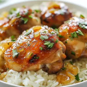 - 4 bone-in chicken thighs, skin-on - 1 cup long-grain rice - 2 cups chicken broth The main ingredients in this dish create a hearty base. Bone-in chicken thighs give the meal rich flavor and moisture. I prefer long-grain rice for its fluffy texture. Chicken broth adds depth and helps the rice cook perfectly. - 1/2 cup honey - 1/2 cup BBQ sauce (your choice) - 1 medium onion, diced - 2 cloves garlic, minced Honey and BBQ sauce bring sweetness and tang. They coat the chicken and rice, enhancing every bite. Diced onion and minced garlic add great aroma and flavor. These ingredients work together to make the dish feel special. - 1 tablespoon olive oil - 1 teaspoon smoked paprika - 1 teaspoon garlic powder - 1/2 teaspoon black pepper - Salt to taste Olive oil helps to brown the chicken and keep it moist. Smoked paprika gives a lovely, warm flavor. Garlic powder and black pepper add layers of taste. Salt ties everything together, so don’t skip it! {{ingredient_image_1}} First, let's sear the chicken thighs. Heat 1 tablespoon of olive oil in a large skillet over medium heat. Season the chicken thighs with smoked paprika, garlic powder, salt, and black pepper for great flavor. Place the chicken skin-side down in the hot pan. Sear for 5-7 minutes until the skin is crispy and golden brown. Flip the chicken and cook for another 3-4 minutes. This step locks in the flavor and gives a nice texture. Remove the chicken from the pan and set it aside. Next, it’s time to cook the aromatics. In the same pan, add the diced onion. Cook for about 3-4 minutes until it turns translucent. This step adds sweetness to the dish. Then, add the minced garlic and cook for another minute. Garlic adds a wonderful aroma and depth to your meal. Timing here is key; if you cook it too long, it can burn and taste bitter. Now, let's combine the ingredients. Stir in 1 cup of long-grain rice. Make sure the rice is well coated with the onion and garlic mixture. This helps the rice soak up all the flavors later. Pour in 2 cups of chicken broth, adding a pinch of salt if you like. This broth is essential; it infuses the rice with flavor as it cooks. In a small bowl, mix 1/2 cup of honey and 1/2 cup of your favorite BBQ sauce. Pour this mix over the rice. Finally, place the seared chicken thighs on top, skin-side up. This layering ensures that the chicken steams while the rice cooks, keeping it juicy. Bring the dish to a gentle boil, then lower the heat. Cover the pan with a lid and let it simmer for 25-30 minutes. This step allows the rice to absorb the liquid and flavors. Check the rice for doneness around the 25-minute mark. You want it tender but not mushy. Once done, remove the lid and let it sit for 5 minutes. This resting time helps the flavors meld together. Fluff the rice with a fork before serving. Enjoy your delicious one-pan meal! To get that perfect crispy skin, start with bone-in, skin-on chicken thighs. Sear them skin-side down in a hot pan. This locks in moisture and creates a nice golden crust. Flip them after 5-7 minutes to get both sides crispy. If you want to mix it up, try using chicken drumsticks or wings. They also work well with this recipe and stay juicy. To avoid mushy rice, rinse it under cold water before cooking. This removes excess starch. Use long-grain rice for the best results. It cooks up light and fluffy. You can also try jasmine rice for a fragrant twist. Just make sure to follow the right water-to-rice ratio for great texture. You can add more to this dish by including vegetables like bell peppers or peas. Toss them in with the onions and garlic for a colorful touch. If you like a bit of spice, add some cayenne or crushed red pepper. Adjust the sweetness by using less honey or adding more BBQ sauce for tang. Don't be afraid to experiment! Pro Tips Let It Rest: After cooking, allow the dish to rest for a few minutes. This helps the flavors meld and the rice to finish absorbing any remaining moisture. Choose Quality BBQ Sauce: The flavor of your BBQ sauce can significantly impact the dish. Opt for a high-quality sauce that complements the sweetness of the honey. Customize the Rice: Feel free to add vegetables like bell peppers or corn to the rice for added nutrition and flavor. Just be sure to adjust the cooking time accordingly. Use Bone-In Chicken: Bone-in chicken thighs provide more flavor and moisture during cooking compared to boneless cuts, making for a juicier final dish. {{image_2}} You can switch up the chicken cuts for this dish. Boneless thighs work well since they stay juicy. Chicken breasts are another option, but they can dry out. If you choose breasts, cook them carefully. Keep an eye on the time. You want them tender and not overcooked. If you want to mix things up, try different rice options. Brown rice adds a nutty flavor, while quinoa boosts protein. Both take longer to cook, so adjust the broth amount. You can also experiment with sauces. Teriyaki sauce gives a sweet twist. Homemade BBQ sauce lets you control the flavor. For a vegetarian take, use plant-based proteins like tofu or tempeh. These add great texture and protein. Replace chicken broth with vegetable broth for flavor. You can add lots of veggies too, like bell peppers or peas. This way, you keep the dish hearty and satisfying. To keep your One-Pan Honey BBQ Chicken and Rice fresh, use airtight containers. Glass containers work best as they do not stain and are easy to clean. You can also use plastic containers, but ensure they are BPA-free. Before sealing, let the dish cool down. This step helps prevent moisture buildup inside the container. To enjoy leftovers, the best method is reheating on the stove. Place the chicken and rice in a skillet over low heat. Add a splash of chicken broth to keep it moist. Stir gently to avoid sticking. You can also use a microwave, covering the dish with a damp paper towel. This keeps the moisture in while heating. If you want to save some for later, freezing is a great choice. Allow the dish to cool completely. Then, transfer it to freezer-safe containers or bags. Remove as much air as possible to prevent freezer burn. For best results, eat within three months. When you're ready to eat, thaw overnight in the fridge. Reheat on the stove or in the microwave until hot. You can use other rice types. Brown rice is a great choice. It takes longer to cook, so add about 10-15 extra minutes. Jasmine or basmati rice work too. They cook faster, so check for doneness at 20 minutes. Adjust the liquid to 2 1/4 cups for brown rice or 1 3/4 cups for the others. Want more heat? Add red pepper flakes or cayenne pepper. Start with a pinch and taste as you go. You can also use spicy BBQ sauce. Mix in hot sauce for an extra kick. A dash of sriracha can spice it up too! Yes, you can bake it! Preheat your oven to 375°F (190°C). Sear the chicken in a pan then transfer it to a baking dish. Add the rice, broth, and sauce like in the stovetop method. Cover with foil and bake for about 30-35 minutes. Check that the rice is tender before serving. This blog post walked you through creating a tasty chicken and rice dish. We covered the key ingredients like chicken thighs, rice, and broth, alongside flavor enhancers and essential seasonings. I detailed step-by-step instructions, tips for crispiness, and variations to suit your taste. You can easily store and reheat leftovers. Experiment and make it your own! Enjoy sharing this dish with friends and family.