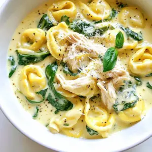 - 1 pound boneless, skinless chicken breasts - 2 cups frozen cheese tortellini - 4 cups chicken broth - 1 cup heavy cream The main ingredients in Crockpot Chicken Tortellini are simple yet vital. Chicken breasts give the dish its protein. Frozen cheese tortellini adds a creamy, cheesy flavor. Chicken broth keeps everything moist and flavorful. Heavy cream brings richness to the meal, making it feel comforting. - 1 teaspoon Italian seasoning - 1/2 teaspoon salt - 1/4 teaspoon black pepper Seasonings enhance the flavor of this dish. Italian seasoning brings a mix of herbs that scream comfort. Salt helps to balance the flavors, while black pepper adds just a hint of heat. These seasonings are essential for bringing life to the chicken and broth. - 1 cup baby spinach, roughly chopped - 1 cup diced tomatoes (canned or fresh) - 1 medium onion, finely chopped - 3 cloves garlic, minced - Grated Parmesan cheese, for serving - Fresh basil, for garnish (optional) Additional ingredients create layers of flavor. Spinach adds color and nutrients. Diced tomatoes bring a fresh taste and a pop of color. Onion and garlic build a strong base flavor. When you top the dish with Parmesan and basil, it becomes a feast for the eyes and the palate. {{ingredient_image_1}} Adding Chicken and Vegetables First, I put one pound of boneless, skinless chicken breasts into the crockpot. Then, I add one medium onion, finely chopped, and three cloves of minced garlic. Next, I toss in one cup of diced tomatoes. This can be fresh or canned. After that, I pour in four cups of chicken broth. Seasoning the Mixture To season, I sprinkle in one teaspoon of Italian seasoning, half a teaspoon of salt, and a quarter teaspoon of black pepper. I stir everything together well. This mix creates a strong base for our dish. Low vs. High Cooking Times I cover the crockpot and set it to cook. If I want to take my time, I choose low for six hours. If I’m in a hurry, I select high for three hours. Either way, the chicken will be tender and ready to shred. Shredding the Chicken Once the chicken is cooked, I use two forks to shred it right in the crockpot. This keeps all those tasty juices in the mix. Adding Tortellini and Cream Next, I add two cups of frozen cheese tortellini and one cup of heavy cream. I stir gently to mix everything. Then, I cover the pot again and let it cook on high for an extra 30 minutes. This step allows the tortellini to cook through. Incorporating Spinach Finally, I stir in one cup of chopped baby spinach. I let it wilt for about five minutes. This adds a nice pop of color and nutrition to the dish. Now, it’s ready to serve! Best Practices for Shredding Chicken Shredding chicken in the crockpot is easy. After cooking, use two forks. Grab one fork to hold the chicken in place. Use the other fork to pull apart the meat. This makes nice, thin pieces. Make sure to do this while the chicken is still hot. It shreds better this way. Avoiding Overcooked Tortellini To avoid overcooked tortellini, add them at the right time. Stir in frozen tortellini about 30 minutes before the cooking ends. This gives them enough time to cook. Check them after 20 minutes to see if they are tender. This way, you keep their perfect shape and texture. Garnishing with Herbs and Cheese Serving your dish with fresh herbs is a great idea. Sprinkle parsley or basil on top for color. Grated Parmesan cheese adds flavor and richness. Use a light hand with the cheese for a nice balance. This makes your meal look inviting. Pairing with Side Dishes Crockpot chicken tortellini pairs well with many sides. Try a simple green salad for freshness. Crusty bread complements the creamy soup. You can also serve it with roasted vegetables for extra nutrition. Choose sides that you enjoy to make the meal complete. Gluten-Free Options If you need gluten-free options, choose gluten-free tortellini. Many stores sell these now. Check the label to make sure they fit your needs. You can also use rice or quinoa for a different take on the dish. Dairy-Free Alternatives To make this dish dairy-free, swap heavy cream for coconut milk. The flavor will change, but it remains creamy. You can also skip the cheese or use a dairy-free option. This way, everyone can enjoy the meal without worry. Pro Tips Use Fresh Ingredients: Whenever possible, opt for fresh vegetables and herbs to enhance the flavor of your dish. Adjust Seasoning: Always taste your dish before serving and adjust the seasoning according to your preference for the best flavor. Cook Tortellini Separately: For a firmer texture, consider cooking the tortellini separately and adding them just before serving. Pair with Bread: Serve with crusty bread or garlic bread to soak up the creamy sauce for a complete meal experience. {{image_2}} Alternative Proteins You can switch chicken for turkey or even shrimp. Both options add a new taste. For a veggie twist, try chickpeas or lentils. They cook well and soak up flavors. Vegetable Additions Add more veggies to boost nutrition. Carrots, zucchini, or bell peppers work great. Just chop them up and toss them in. You can even use frozen mixed veggies for ease. Spicy Version Want some heat? Add red pepper flakes or diced jalapeños. They bring a nice kick to the dish. You can also use spicy sausage for extra flavor. Herb-Infused Options Fresh herbs can make a big difference. Try adding thyme or rosemary for a fragrant touch. You can also mix in some parsley or dill before serving for freshness. Casserole Style For a cozy casserole, bake it in a dish after cooking. Top it with cheese, then bake until bubbly. This gives a nice crust and adds flavor. Soup Style If you prefer a soup, just add extra broth. This makes it more liquidy and hearty. Serve it in bowls with crusty bread on the side for dipping. - Proper Storage Containers: Use airtight containers to keep your meal fresh. Glass or plastic containers work well. Make sure they are clean and dry before use. - Shelf Life: Your leftovers can last in the fridge for about 3 to 4 days. After that, the taste and quality may drop. - How to Freeze and Reheat: To freeze, let the dish cool completely. Then, portion it into freezer-safe bags or containers. Remove as much air as you can before sealing. To reheat, thaw in the fridge overnight. - Best Practices for Quality Retention: For best taste, use the dish within 2 to 3 months. Label your containers with the date. This helps track freshness. - Microwave vs. Stovetop Methods: The microwave is quick but may not heat evenly. For stovetop, add a splash of broth to a pan and heat over medium. Stir often. - Tips for Maintaining Flavor and Texture: Add a bit of cream or cheese when reheating. This keeps the dish creamy and flavorful. Avoid high heat to prevent overcooking. To cook tortellini in a crockpot, you should add it after the chicken is done. This way, the tortellini cooks just right. You should cook on high for 30 minutes. This ensures they are tender but not mushy. Stir them gently into the creamy broth. For the best result, ensure that the chicken is fully shredded before adding the tortellini. This keeps everything well mixed. The timing is important, so set a timer. If you check on them, do so gently. Yes, you can use fresh tortellini. However, you need to change the cooking time. Fresh tortellini cooks faster than frozen. Add it to the crockpot during the last 10 to 15 minutes of cooking. This way, they will hold their shape and flavor. Cooking them too long can turn them mushy. Watch for the cooking instructions to ensure they are done. Taste them to check for doneness. If they are soft and warm, they are ready to serve. You can serve this dish with a variety of sides. Crusty bread is a great choice. It helps to soak up the creamy broth. A fresh green salad adds a nice crunch. Consider a simple side of steamed veggies as well. If you like, top the dish with grated Parmesan cheese. Fresh basil can enhance the flavor, too. These toppings can make your meal more special. Enjoy it with family and friends for a comforting dinner. In this post, we explored how to make delicious Crockpot Chicken Tortellini. We covered key ingredients like chicken, cheese tortellini, and spices. I shared easy step-by-step instructions for cooking and tips for serving. You can even adjust the recipe for different dietary needs. Remember, cooking should be fun and flexible. Enjoy trying new flavors and variations. Your modified dish can become a family favorite!