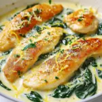 To make this delicious Creamy Lemon Chicken & Spinach Skillet, you need the following ingredients: - 2 chicken breasts, sliced into thin strips - Salt and pepper, to taste - 1 tablespoon olive oil - 2 cloves garlic, minced - 1 cup chicken broth - 1 cup heavy cream - Zest of 1 lemon - Juice of 1 lemon - 3 cups fresh spinach - 1 teaspoon Italian seasoning - Grated Parmesan cheese, for serving - Fresh parsley, chopped, for garnish These ingredients combine to create rich flavors and a creamy texture. The chicken breasts provide protein, while the spinach adds nutrients. The lemon zest and juice bring a bright, fresh taste. Olive oil helps cook the chicken and garlic, adding depth to the dish. Heavy cream makes the sauce smooth and creamy, creating a perfect blend with the chicken broth. The Italian seasoning and Parmesan cheese enhance the flavor profile, making each bite delightful. - Seasoning with Salt and Pepper Start by slicing your chicken breasts into thin strips. This helps them cook evenly. Season them well with salt and pepper. You want good flavor in each bite. - Cooking Process in Skillet Heat a tablespoon of olive oil in a large skillet over medium heat. Once the oil is hot, add the seasoned chicken strips. Cook them for about 5 to 7 minutes. You want them to be golden brown and fully cooked. After that, remove the chicken from the skillet and set it aside. - Sautéing Garlic In the same skillet, add 2 cloves of minced garlic. Sauté the garlic for about 30 seconds. You want it to be fragrant without burning. - Incorporating Chicken Broth and Cream Pour in 1 cup of chicken broth. Scrape any brown bits from the bottom of the skillet. This adds great flavor to your sauce. Let it simmer for 2 to 3 minutes. Then, lower the heat and stir in 1 cup of heavy cream, along with the zest and juice of 1 lemon. Mix it well and let it simmer for another 2 minutes. - Wilting Spinach Now, add 3 cups of fresh spinach and 1 teaspoon of Italian seasoning to the skillet. Stir until the spinach wilts. This should take only a couple of minutes. - Combining Chicken and Sauce Return the cooked chicken to the skillet. Mix it with the creamy sauce until everything is warm. Check the seasoning and add more salt and pepper if needed. Serve hot and top with grated Parmesan cheese and chopped parsley. Enjoy your meal! - Importance of Fresh Ingredients: Fresh ingredients make a big difference. Use fresh spinach, garlic, and lemon. Freshness adds bright flavors and good texture to your dish. When you pick fresh items, you get the best taste. - Adjusting Creaminess: You can control the creaminess of your sauce. For a lighter dish, use less heavy cream. If you want it richer, add more cream. Adjust to your liking for the perfect blend. - Proper Heat Levels: Keep your heat at medium. This helps cook the chicken evenly. If the heat is too high, the chicken may burn outside and stay raw inside. Stir often for an even cook. - Preventing Overcooking Chicken: Cook chicken until it is golden brown, about 5-7 minutes. Use a meat thermometer for best results. The chicken should reach 165°F to ensure it's safe to eat. Remove it from the skillet as soon as it’s done. - Pairing with Side Dishes: Pair your creamy lemon chicken with rice or pasta. A side of steamed veggies works well too. A crisp salad adds freshness to the meal. Choose sides that balance the creaminess. - Presentation Tips: Garnish with grated Parmesan and chopped parsley. This adds color and makes the dish look fancy. Serve in a nice skillet or plate for a great table display. A bright lemon wedge can add a pop of color too. {{image_2}} You can easily change up the protein in this dish. Try using turkey instead of chicken. Turkey strips cook just as well and add a nice flavor. If you're looking for a plant-based option, tofu works great too. Just make sure to press it well to remove excess moisture before cooking. For the greens, spinach is a favorite, but you can swap it with kale or arugula. Kale gives a hearty bite, while arugula adds a peppery touch. Both options will still pair well with the creamy lemon sauce. Want to spice things up? Add red pepper flakes to the sauce for a kick. Start with a pinch and taste as you go. You can also try using other citrus fruits. Lime juice and zest can give this dish a unique twist. It adds brightness and a fresh flavor that balances the creaminess. If you're looking for gluten-free options, check your chicken broth label. Many brands are gluten-free, making this dish safe for those with gluten sensitivities. For a dairy-free version, use coconut cream or cashew cream instead of heavy cream. Both options provide a rich texture without the dairy. Just remember to adjust the lemon juice to balance the flavors. To store leftovers, let the dish cool to room temperature. Then, place it in an airtight container. Make sure to seal it tightly to keep air out. You can store it in the fridge for up to three days. When you want to eat it again, reheat it in a skillet over low heat. Stir it often for even warming. You can also use a microwave. Heat it for about one to two minutes. Check that it’s hot all the way through before serving. To freeze Creamy Lemon Chicken & Spinach Skillet, first, let it cool completely. Then, transfer it to a freezer-safe container. Leave some space at the top for expansion. Cover it tightly. This dish can last in the freezer for up to three months. When you want to eat it, take it out and let it thaw overnight in the fridge. To reheat, warm it on the stove over low heat. Stir often to prevent sticking. If it seems a bit thick, add a splash of chicken broth or cream to bring it back to life. In the fridge, this dish stays fresh for about three days. After that, it may lose flavor and texture. To spot spoilage, look for any off smells or changes in color. If you see mold or it smells sour, it’s best to throw it away. Always trust your senses; they help keep you safe in the kitchen! You can pair this dish with several tasty sides. Here are my top picks: - Rice: White or brown rice soaks up the creamy sauce well. - Pasta: Serve it over your favorite pasta for a filling meal. - Quinoa: This adds a nutty flavor and boosts protein. - Bread: A crusty bread is great for scooping up the sauce. - Salad: A fresh garden salad balances the rich flavors. Each of these sides complements the creamy lemon chicken, making your meal feel complete. Yes, you can prep this dish in advance. Here’s how: - Cooking Chicken: You can cook the chicken and store it in the fridge for 1-2 days. - Making the Sauce: Prepare the creamy sauce ahead and store it separately. - Storage: Keep both the chicken and sauce in airtight containers. When you’re ready to serve, just heat both up on the stove. Add fresh spinach at the end to keep it vibrant. If you love spice, I have some easy ways to kick it up: - Red Pepper Flakes: Add a pinch when cooking the chicken for a mild heat. - Chili Powder: Mix in some while making the sauce for more depth. - Hot Sauce: Drizzle some on your plate before serving for a quick boost. Adjust the spice to your liking. Enjoy the flavor and heat! This blog post detailed how to make a tasty Creamy Lemon Chicken and Spinach Skillet. We covered the key ingredients, preparation steps, and tips to make your dish shine. You learned how to enhance flavors and tweak the recipe to fit your needs. Don't forget to store leftovers safely and follow our reheating tips. With these skills, you can impress anyone at the dinner table. Enjoy cooking and share your version with friends!