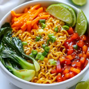 - Ramen noodles: Choose fresh or dried ramen noodles. Fresh noodles offer a chewy texture, while dried noodles are convenient and last longer. - Vegetable broth: You can make your own broth using veggies and herbs. Store-bought broth saves time but check labels for added salt. - Miso paste: Miso adds depth and umami flavor. White miso is milder; yellow miso has more complexity. If needed, try tahini or nut butter as a substitute. - Soy sauce and tamari: Soy sauce works well for most diets. Tamari is a great gluten-free option. Both enhance the savory notes in your ramen. - Sriracha: This adds a spicy kick. If you want less heat, try chili oil or fresh chili peppers. - Best vegetables for vegan ramen: Bok choy, carrots, and bell peppers are perfect. They add crunch and color. - Preparation tips for freshness: Wash and chop veggies just before cooking. This keeps them crisp and vibrant in your dish. {{ingredient_image_1}} To make great ramen, start with a pot of boiling water. Add 200g of ramen noodles. Cook them according to the package instructions, which is usually 3-4 minutes. Keep an eye on them to avoid overcooking. When done, drain and set them aside. In a medium bowl, mix the sauce. Combine 2 cups of vegetable broth, 1 tablespoon of soy sauce, 1 tablespoon of miso paste, 1 tablespoon of sriracha, 1 teaspoon of grated ginger, and 2 cloves of minced garlic. Whisk it all together until it is smooth. This will give your ramen a rich flavor. Now, heat 1 tablespoon of sesame oil in a large skillet or wok over medium heat. Add 1 cup of chopped bok choy, 1 julienned carrot, and 1 thinly sliced red bell pepper. Stir-fry them for about 3-4 minutes. You want the veggies to be tender but still crisp. This keeps them fresh and vibrant. Next, pour your sauce into the skillet with the sautéed vegetables. Bring the mixture to a gentle simmer. Let it cook for 2-3 minutes. This helps the flavors mix well. After that, add the cooked ramen noodles. Toss everything gently to coat the noodles evenly in the sauce. Cook for another 1-2 minutes until everything is heated through. To serve, divide the saucy ramen into bowls. Garnish with chopped green onions and a sprinkle of sesame seeds. Serve lime wedges on the side. This adds a nice tang that enhances the dish's flavor. Enjoy the bright colors and fresh taste! - Overcooking noodles: Be careful not to overcook the ramen noodles. They should be firm, not mushy. Follow package instructions closely. Cooking them for 3-4 minutes usually works best. Drain them right away to stop the cooking process. - Skipping the sauce mixing: Do not skip mixing the sauce. A smooth blend of vegetable broth, soy sauce, miso paste, sriracha, ginger, and garlic is key. Mix it well before adding it to the pan. This ensures every noodle gets that delightful flavor. - How to modify spice levels: If you want less heat, use less sriracha. For more spice, add more. You can also try other hot sauces. This lets you control the heat to suit your taste. - Adding sweetness or acidity: To balance the flavors, add a dash of maple syrup or coconut sugar. For acidity, a squeeze of lime juice brightens the dish. This gives it a fresh taste that pairs well with the rich broth. - Make-ahead tips for meal prepping: You can easily prep this dish ahead of time. Cook the noodles and veggies, then store them separately. Mix them with the sauce just before serving. This keeps everything fresh and tasty. You can also make the sauce in advance for quick meals later. Pro Tips Use Fresh Ingredients: Whenever possible, opt for fresh vegetables to enhance the flavor and texture of your ramen. Customize Your Spice Level: Adjust the amount of sriracha to suit your personal heat preference; you can also add chili flakes for extra kick. Experiment with Toppings: Consider adding tofu, mushrooms, or seaweed to make your ramen even heartier and more nutritious. Store Leftovers Properly: Keep any leftover noodles and broth separate in the refrigerator to maintain texture; reheat gently to serve. {{image_2}} Gluten-free noodle options You can easily swap regular ramen noodles for gluten-free ones. Look for rice noodles or buckwheat soba. These options keep the dish tasty while meeting gluten-free needs. Protein substitutions for tofu If you want different protein, consider chickpeas or edamame. You can also use tempeh for a nutty taste. These swaps add variety and keep your ramen satisfying. Japanese vs Thai flavors in ramen Japanese ramen often uses soy sauce and miso for a rich taste. Thai ramen, on the other hand, may include coconut milk and lime. Try adding Thai basil or cilantro for a fresh twist on your dish. Best vegetables to use throughout the year In spring, use tender peas and asparagus. Summer is great for zucchini and cherry tomatoes. In fall, add pumpkin or sweet potato. Winter calls for hearty greens like kale or spinach. Using seasonal veggies keeps your ramen fresh and exciting each time. To keep your saucy vegan ramen fresh, store leftovers in an airtight container. Let the noodles cool before sealing. Place the container in the fridge. Consume them within three days for the best flavor and texture. You can freeze this ramen for later. First, separate the noodles from the broth and veggies. Place each in freezer-safe bags or containers. When ready to eat, thaw in the fridge overnight. Reheat in a pot on low heat, adding a splash of vegetable broth for moisture. In the fridge, your saucy vegan ramen stays good for about three days. If frozen, it can last up to three months. Always check for signs of spoilage before eating. Enjoy your tasty ramen while it's fresh! Yes, you can! To make this ramen gluten-free, choose gluten-free ramen noodles. Brands like rice noodles or buckwheat noodles work well. When using soy sauce, pick tamari instead. Tamari is a great gluten-free option. Always check labels to ensure all ingredients are gluten-free. This ramen lasts about 3 to 4 days in the fridge. Store it in an airtight container. To reheat, add a splash of broth to keep it moist. Heat on low in a pot or microwave until warm. Avoid reheating multiple times to keep it fresh. Yes! You can add vegan proteins like tofu, tempeh, or chickpeas. For tofu, press and cube it before cooking. Sauté it until golden, then mix it into the ramen. Tempeh can be crumbled or sliced and added for texture. Chickpeas add a hearty touch, too. If you don't have miso paste, try tahini or sunflower seed butter. Tahini adds a nutty flavor, while sunflower seed butter keeps it nut-free. Both give a creamy texture. Adjust the amount to taste, as they differ in strength compared to miso. Absolutely! To make it more kid-friendly, reduce the sriracha for less spice. You can also add sweet veggies like corn or peas. Kids often love noodles, so they will enjoy this dish. Serve with lime wedges on the side for a fun twist. This blog showed you how to make delicious vegan ramen. We talked about the right ingredients, from noodles to broth. You learned tips for cooking each component perfectly. Avoiding common mistakes is key for tasty results. You can also explore different flavors and ingredients to make each bowl unique. Now, get ready to cook and share this great dish with others!