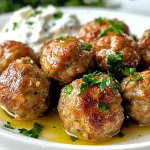To make Greek meatballs, gather these ingredients: - 1 pound ground beef - 1 cup breadcrumbs (preferably whole wheat) - 1/2 cup feta cheese, crumbled - 1/4 cup fresh parsley, finely chopped - 2 cloves garlic, minced - 1 teaspoon dried oregano - 1 teaspoon cumin - 1/2 teaspoon salt - 1/4 teaspoon black pepper - 1 egg, beaten - 1/4 cup milk - 1 tablespoon olive oil (for cooking) - Tzatziki sauce (for serving) You can swap some ingredients for a different taste: - Use ground lamb instead of beef for a richer flavor. - Try gluten-free breadcrumbs if you need a gluten-free dish. - Substitute goat cheese for feta cheese for a tangy twist. - Use fresh dill instead of parsley for a unique flavor. - Replace cumin with paprika for a milder taste. To make these meatballs, you need some key kitchen tools: - A large mixing bowl for combining ingredients. - A skillet to cook the meatballs. - A spatula for turning the meatballs in the skillet. - A baking sheet lined with paper towels to drain excess oil. - Measuring cups and spoons for accurate ingredient amounts. These ingredients and tools will help you create tasty Greek meatballs. Enjoy the process and have fun cooking! {{ingredient_image_1}} To start, grab a large mixing bowl. Add 1 pound of ground beef. Then, add 1 cup of breadcrumbs. Whole wheat is best. Next, crumble in 1/2 cup of feta cheese. This adds a lovely flavor. Chop 1/4 cup of fresh parsley finely. Add it to the bowl. Then, mince 2 cloves of garlic and toss them in too. Now, sprinkle in 1 teaspoon of dried oregano and 1 teaspoon of cumin. Add 1/2 teaspoon of salt and 1/4 teaspoon of black pepper. These spices will make your meatballs pop. Finally, pour in 1 beaten egg and 1/4 cup of milk. Mix everything well. You can use your hands for the best blend. Now it's time to shape your meatballs. Take a small scoop of the mixture. Aim for about 1 inch in diameter. Roll it gently between your hands. Place each meatball on a clean plate. Make sure they are not touching. This way, they will cook evenly later. Heat a large skillet over medium heat. Add 1 tablespoon of olive oil once the skillet is hot. Carefully place the meatballs in the skillet. Do this in small batches so you don't overcrowd the pan. Cook for about 5 to 7 minutes. Turn the meatballs occasionally. You want them browned all over and fully cooked. Once done, take them out and place them on a paper towel to drain any extra oil. Serve your meatballs hot. Pair them with tzatziki sauce for a tasty dip. To get the best texture for your Greek meatballs, use the right mix. Ground beef gives a nice flavor. Adding breadcrumbs makes them light and fluffy. Whole wheat breadcrumbs work well for extra taste. Keep the mixture moist by adding milk and an egg. Don't overmix; just blend until combined. This helps them stay tender and juicy. You can boost the meatball flavor with fresh herbs. Try using dill or mint for a twist. Garlic adds a nice kick, while feta cheese gives a creamy taste. Don’t forget the spices! Oregano and cumin add warmth and depth. For extra zing, serve with tzatziki sauce. It complements the meatballs wonderfully. You can cook Greek meatballs in different ways. The skillet method is quick and easy. It gives a nice brown crust. Baking is another great option. It uses less oil and is healthier. If you like grilling, that works too! Grilling adds a smoky flavor. Choose the method you enjoy most for delicious results. Pro Tips Use Fresh Herbs: Fresh parsley can elevate the flavor of your meatballs, making them more aromatic and vibrant. Consider adding mint for an extra Mediterranean touch! Don’t Overmix: When combining the ingredients, be careful not to overmix the meat. This can lead to tough meatballs; mix just until combined for a tender texture. Cooking in Batches: To ensure even cooking, cook the meatballs in batches. Overcrowding the pan can cause steaming instead of browning, leading to less flavorful meatballs. Experiment with Spices: Feel free to customize the spices based on your taste preferences. Adding a pinch of cinnamon or smoked paprika can give your meatballs a unique twist! {{image_2}} You can use many proteins for Greek meatballs. Instead of beef, try ground lamb. Lamb has a rich flavor that pairs well with herbs. Ground turkey or chicken works too. These meats are leaner, but they still taste great. Adjust the cooking time slightly for these lighter meats. They should cook quickly, so keep an eye on them. Want a meat-free version? Use chickpeas or lentils as a base. Mash them up and mix with breadcrumbs, feta, and herbs. You can also add grated zucchini for moisture. This adds flavor and keeps the mix light. Use the same spices for a tasty twist. Shape into balls and cook just like the meat version. You can change the flavors in your meatballs easily. Add sun-dried tomatoes for a burst of flavor. Fresh mint or dill can give a refreshing taste. If you like spice, mix in some red pepper flakes. For a smoky flavor, try smoked paprika. These simple changes make each batch unique. Experiment and find your favorite combination! You can keep leftover meatballs in an airtight container. Place them in the fridge. They stay fresh for up to three days. Let them cool before sealing. This helps keep them from getting soggy. To freeze cooked meatballs, let them cool completely. Then, arrange them in a single layer on a baking sheet. Place the sheet in the freezer for about an hour. Once firm, transfer the meatballs to a freezer bag. They can last for up to three months. Make sure to label your bags with the date. When you are ready to eat your frozen meatballs, thaw them overnight in the fridge. You can reheat them in the oven or on the stovetop. For the oven, preheat it to 350°F. Place the meatballs in a baking dish with a bit of sauce. Bake for about 15-20 minutes. On the stovetop, heat them in a skillet over medium heat, adding a splash of water or sauce to keep them moist. This method makes them taste fresh and delicious. Greek meatballs pair well with tzatziki sauce, which adds a cool touch. You can also serve them with pita bread for a nice wrap. Fresh salad, rice, or roasted vegetables make great sides too. The flavors blend well, making a tasty meal. Yes, you can make Greek meatballs ahead of time. Prepare the meat mixture and shape the balls. Place them on a tray and freeze for later use. Once frozen, store them in a bag. When ready, cook them straight from the freezer or thaw first. To keep Greek meatballs juicy, use a mix of ground beef and feta cheese. The cheese adds moisture. Don't overcook them; aim for a nice brown crust. Adding milk to the mix keeps them soft. Using fresh herbs also enhances flavor and moisture. This article covered all the steps to make great Greek meatballs. We discussed ingredients, cooking methods, and tasty tips. You can try different proteins and textures to find what you like best. Remember to store any leftovers properly and reheat them well. Meatballs can be a fun dish to share and enjoy. Now, it’s your turn to give these recipes a shot and impress everyone with your cooking skills!