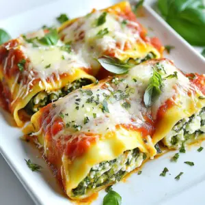 - 9 lasagna noodles - 2 cups ricotta cheese - 1 cup shredded mozzarella cheese - 1 cup grated Parmesan cheese - 3 cups fresh spinach, chopped - 1 large egg - 2 cloves garlic, minced - 1 teaspoon Italian seasoning - 2 cups marinara sauce - Salt and pepper to taste - Fresh basil leaves for garnish When you gather your ingredients, fresh spinach shines in this dish. It adds bright flavor and a vibrant color. While frozen spinach can work, it often has more water. This makes the filling watery and less tasty. So, I recommend using fresh. For cheeses, quality matters. I suggest whole milk ricotta for a creamy texture. Use whole milk mozzarella for great melt. Aged Parmesan gives a nice sharp taste. These choices make the dish rich and satisfying. Make sure to measure your ingredients carefully. This ensures every bite is full of flavor and texture. Enjoy the process of cooking; it makes the meal even more special! {{ingredient_image_1}} Start by gathering all your ingredients. You will need lasagna noodles, ricotta cheese, mozzarella cheese, Parmesan cheese, fresh spinach, and some spices. For the noodles, cook them in boiling water until they are al dente. This means they should be firm but not hard. Drain the noodles and lay them flat on a clean surface. Let them cool a bit so they are easier to handle. In a large bowl, mix the ricotta cheese, half the mozzarella, and Parmesan cheese. Add the chopped spinach, egg, minced garlic, Italian seasoning, salt, and pepper. Stir it all together until well combined. To avoid a watery filling, make sure to drain any excess moisture from the spinach before mixing. This keeps your filling creamy and thick. Now, take one lasagna noodle and spread a spoonful of the cheese and spinach mix on it. Roll the noodle tightly from one end to the other. Place the roll seam-side down in a greased baking dish. Repeat this process with the remaining noodles and filling. Arrange them close together for a nice presentation. Pour marinara sauce evenly over the lasagna roll-ups. Make sure every roll is covered. Sprinkle the remaining mozzarella cheese on top. Cover the dish with aluminum foil and bake it for 25 minutes at 375°F. After that, remove the foil and bake for another 10 minutes. The cheese should be bubbly and golden brown when it’s done. Let the roll-ups sit for about 5 minutes before serving. To get a creamy filling, use smooth ricotta cheese. Mix it well with the spinach and egg. This helps to bind everything together. Make sure you fully chop the spinach. Big pieces can make the filling chunky and less creamy. Avoiding overcooked noodles is key. Cook the lasagna noodles until they are al dente. This means they should still have a little bite. If they are too soft, they will break when you roll them. Once cooked, cool them quickly on a flat surface to stop the cooking process. To adjust the seasoning, taste the filling before you roll it up. You can add more Italian seasoning if you like a stronger flavor. A pinch of red pepper flakes can add a nice kick. Try different sauces too. While marinara is great, a white sauce can add a nice twist. You can mix marinara with pesto for a fresh flavor that pairs well with the cheeses. For serving, place the roll ups on a large platter. Drizzle extra marinara sauce on the plate for a nice touch. You can also serve them on individual plates for a fancy look. For garnishing, fresh basil leaves work wonders. They add color and a great smell. You can also sprinkle some extra Parmesan on top for a nice finish. This makes the dish look as good as it tastes. Pro Tips Use Fresh Spinach: For the best flavor and nutritional value, always opt for fresh spinach instead of frozen. It adds a vibrant color and texture to your dish. Experiment with Cheeses: Feel free to mix in other types of cheese like goat cheese or feta to add different flavors and textures to your filling. Double Your Sauce: If you love extra sauce, consider doubling the marinara sauce to pour over the roll ups. It keeps them moist and adds a rich flavor. Rest Before Serving: Let the lasagna roll ups sit for a few minutes after baking. This helps the cheese set and makes it easier to serve without falling apart. {{image_2}} For those with dietary needs, you can swap the noodles for gluten-free pasta. Many brands offer delicious options that cook just like regular lasagna noodles. Look for ones made from rice or corn. If you want a vegan version, try using plant-based cheese. Brands like Daiya or Violife make great alternatives. You can also replace the egg with a mix of ground flaxseed and water for binding. Want to add more veggies? Consider mixing in chopped mushrooms, zucchini, or bell peppers. These add flavor and nutrients. You can also try adding cooked and crumbled sausage for a heartier dish. For cheese lovers, mix in some feta or goat cheese. They add a tangy taste that pairs well with spinach. You can also play with the ratios of the three cheeses for a richer flavor. Experimenting with herbs can really change the taste. Try adding fresh thyme or rosemary for a more fragrant dish. You can also sprinkle in some red pepper flakes for a little heat. If you want to change up the sauce, consider using pesto or Alfredo. Both sauces offer a unique twist to the classic marinara. You can also layer in some creamy béchamel for added richness. After making your Three Cheese Spinach Lasagna Roll Ups, let them cool. Place leftovers in an airtight container. This keeps them fresh. You can store them in the fridge for up to 3 days. If you have more than one serving, consider dividing them into smaller portions. To freeze the roll ups, wrap each one in plastic wrap. Then, place them in a freezer-safe bag. This helps prevent freezer burn. You can freeze them for up to 3 months. When you want to eat them, take the roll ups out the night before and place them in the fridge to thaw. To reheat, set your oven to 350°F (175°C). Place the roll ups in a baking dish with a bit of marinara sauce. Cover the dish with foil to keep them moist. Heat for about 20 minutes or until warm throughout. This method helps maintain flavor and texture. Avoid the microwave, as it can make them soggy. Yes, you can prep these roll ups in advance. You can assemble them, cover, and store them in the fridge for up to 24 hours. This makes it easy to enjoy a tasty meal without much fuss. Just remember to bake them straight from the fridge. You may need to add a few extra minutes to the bake time. These roll ups pair well with a fresh salad. A simple green salad with a light vinaigrette works great. You can also serve garlic bread or a side of roasted vegetables. For a complete meal, try adding a glass of red wine or sparkling water. If you make more roll ups, you will need a larger baking dish. Adjust the bake time by checking the cheese for that golden brown color. For a bigger batch, add about 5-10 minutes to the cooking time. Just cover the dish with foil until the last few minutes to prevent burning. In this article, we explored how to make Three Cheese Spinach Lasagna Roll Ups. You learned about the key ingredients, like fresh spinach and quality cheeses. I shared step-by-step instructions, from prepping ingredients to baking. You also discovered tips for perfecting texture and adding flavor. Whether you want gluten-free options or new filling ideas, there are many ways to personalize this dish. Remember, proper storage keeps leftovers tasty. Enjoy crafting your roll ups, and happy cooking!