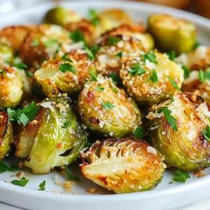 - 1 lb Brussels sprouts - 3 tablespoons olive oil - 3 cloves garlic - 1/2 cup grated Parmesan cheese - 1 teaspoon garlic powder - 1 teaspoon onion powder - 1/2 teaspoon paprika - Salt and pepper to taste - Fresh parsley for garnish When I make Air Fryer Garlic Parmesan Brussels Sprouts, I start with fresh Brussels sprouts. You want to look for sprouts that are firm and bright green. The olive oil adds a nice richness. I use three cloves of garlic for a strong flavor. Garlic powder and onion powder boost that taste even more. Paprika gives a bit of warmth and color. You can adjust the salt and pepper to fit your taste. I always like to add fresh parsley at the end. It makes the dish pop with color and flavor. This mix of fresh and dried ingredients creates a tasty balance. The Parmesan cheese melts over the hot sprouts, making them even more delicious. Each bite is a crunchy and cheesy delight. {{ingredient_image_1}} First, get your Brussels sprouts. You need to trim the ends and cut them in half. This helps them cook evenly. Next, grab a large mixing bowl. In this bowl, add the halved Brussels sprouts. Pour in three tablespoons of olive oil. Add minced garlic, garlic powder, onion powder, paprika, salt, and pepper. Mix everything well. You want each sprout to be coated nicely. Now, preheat your air fryer to 375°F (190°C). This step is key for crispy sprouts. Once it’s ready, place the Brussels sprouts in the air fryer basket. Make sure they are in a single layer. This helps them cook properly. Avoid overcrowding the basket. Air fry them for 12 to 15 minutes. Halfway through, shake the basket to ensure even cooking. When done, they should be golden brown and crispy. Take the sprouts out of the air fryer. While they are hot, sprinkle half a cup of grated Parmesan cheese over them. Toss gently so the cheese melts a bit. This adds a rich flavor. Finally, garnish with freshly chopped parsley. This adds color and freshness to your dish. Enjoy your tasty Air Fryer Garlic Parmesan Brussels Sprouts! To get crispy Brussels sprouts, space is key. Do not overcrowd the air fryer basket. If you pile them high, they will steam instead of crisp. This can lead to soggy sprouts. I recommend cooking in batches for the best results. Adjust your cooking time based on how crispy you want them. For softer sprouts, aim for 12 minutes. For extra crispiness, go for 15 minutes. Keep an eye on them during the last few minutes. Want to add a twist? Try some lemon zest for a bright flavor. A dash of chili flakes brings heat and depth. These simple additions can elevate your dish and make it special. You can also switch up your cheese. While Parmesan is great, try feta or pecorino for a different taste. Each cheese offers a unique flavor profile, giving you more options to explore. Air fryers vary in power. If your model cooks faster, check your sprouts early. For slower models, you might need a bit more time. If you cook for more people, increase the batch size. Just remember to keep the sprouts in a single layer. If you have fewer people, halve the recipe, but keep the same cooking time. Pro Tips Freshness Counts: Always use fresh Brussels sprouts for the best flavor and texture. Look for bright green, firm sprouts without yellowing leaves. Perfectly Crispy: To ensure crispiness, make sure your Brussels sprouts are in a single layer in the air fryer. Overcrowding can lead to steaming rather than frying. Cheese Melting Method: Sprinkle the Parmesan cheese on the Brussels sprouts immediately after air frying while they are still hot. This allows the cheese to melt slightly and adhere better. Flavor Variations: Feel free to customize the seasoning! Adding a pinch of cayenne pepper for heat or lemon zest for brightness can elevate the flavor profile. {{image_2}} You can change the taste of your Brussels sprouts with different seasonings. - Balsamic vinegar alternative: Try adding a splash of balsamic vinegar. It gives a sweet and tangy flavor. Toss your sprouts with it before air frying for a zesty kick. - Adding bacon for extra flavor: Want more richness? Add crispy bacon bits. Cook the bacon first, then mix it with your sprouts. The smoky flavor pairs well with garlic and Parmesan. If you don't have an air fryer, you can still make these tasty sprouts. - Oven roasting Brussels sprouts: Preheat your oven to 425°F (220°C). Spread the seasoned sprouts on a baking sheet. Roast them for 20-25 minutes, flipping halfway. They will be crispy and golden! - Stovetop sautéing as an option: Heat olive oil in a pan over medium heat. Add the sprouts and cook for about 10-12 minutes. Stir often until they're tender and slightly brown. These Brussels sprouts are versatile and fit many meals. - Pairing with meats or seafood: They go well with chicken, steak, or fish. The garlic and Parmesan enhance the flavors of the main dish. - Serving as a side or appetizer: Serve them as a side dish for dinner or as a tasty appetizer. They are perfect for parties or family meals! After you enjoy your Air Fryer Garlic Parmesan Brussels Sprouts, store any leftovers quickly. Place the cooked sprouts in an airtight container. This helps keep them fresh. You can store them in the fridge for 3 to 4 days. If you wait longer, they might lose their taste and texture. To reheat your leftovers, you have two good options: the microwave or the air fryer. - Microwave: This method is quick but may make the sprouts soggy. - Air Fryer: This method keeps them crispy. Set your air fryer to 375°F (190°C) for about 5 minutes. If you use the air fryer, do not overcrowd the basket. This way, the heat can circulate well, and your sprouts will stay crispy. You can freeze Brussels sprouts, but the method matters. - Freezing Raw: Trim and wash the sprouts. Place them in a freezer-safe bag. They can last up to 12 months in the freezer. - Freezing Cooked: Let the sprouts cool first. Then, place them in a freezer-safe container. Cooked sprouts are best used within 3 months. To use frozen Brussels sprouts, thaw them in the fridge overnight. You can also cook them directly from frozen. Just add a few extra minutes to your cooking time. This way, you still get a tasty meal on the table! Air frying Brussels sprouts takes about 12-15 minutes at 375°F (190°C). Start checking around 12 minutes. The sprouts should be golden and crispy. If they need more time, add a few minutes. Brussels sprouts may not be crispy due to overcrowding in the air fryer. Ensure they are in a single layer. Also, check the oil. If you use too little, they won't crisp up well. Yes, you can use frozen Brussels sprouts. However, they may not get as crispy. Thaw them first for the best texture. Adjust cooking time to 15-18 minutes to ensure they cook through. If you need a substitute for Parmesan cheese, try using nutritional yeast for a dairy-free option. You can also use Pecorino Romano for a similar flavor. Grated cheddar works too, but it has a different taste. In this post, we explored how to make air-fried Brussels sprouts. You learned the main ingredients, cooking steps, and tips for a crispy finish. This method enhances flavor while keeping them healthy. Remember, you can adjust seasonings and try other cooking methods too. Enjoy your crispy Brussels sprouts as a tasty side or appetizer!