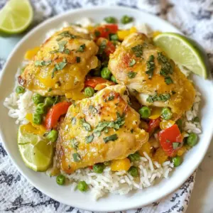 To make Coconut Chicken and Rice, you need a few key items: - 2 cups jasmine rice - 1 can (14 oz) coconut milk - 1 cup chicken broth - 4 chicken thighs, skinless and boneless - 1 tablespoon curry powder - 1 teaspoon garlic powder - 1 teaspoon ginger powder - 2 tablespoons olive oil - 1 red bell pepper, diced - 1 cup frozen peas - 1 tablespoon soy sauce - Salt and pepper to taste - Fresh cilantro, for garnish - Lime wedges, for serving These ingredients give the dish its rich, creamy flavor and satisfying texture. You can add extra touches to make the meal special. Consider: - Sliced green onions for crunch - Chopped peanuts for a nutty flavor - Fresh chili for heat These garnishes provide added flavors and textures. They also make the dish look beautiful on the plate. If you can't find some ingredients, don't worry! Here are some swaps: - Use basmati rice instead of jasmine rice. - Swap chicken thighs for chicken breasts if you prefer. - Coconut milk can be replaced with almond milk for a lighter option. - You can use vegetable broth in place of chicken broth for a vegetarian dish. These substitutions keep the dish tasty while allowing you to use what you have on hand. {{ingredient_image_1}} Start by rinsing the jasmine rice. Place it in a fine-mesh strainer. Run cold water over the rice until the water runs clear. This step removes extra starch, giving you fluffy rice. Next, in a medium saucepan, combine the rinsed rice with the coconut milk and chicken broth. Add 1/2 teaspoon of salt. Bring this mixture to a boil over medium heat. Once it boils, reduce the heat to low. Cover the pan and let it simmer for 15 to 20 minutes. The rice should become tender and absorb all the liquid. While the rice cooks, grab your chicken thighs. Season them with curry powder, garlic powder, ginger powder, salt, and pepper. Make sure every piece is coated well. In a large skillet, heat olive oil over medium-high heat. Add the seasoned chicken thighs to the skillet. Cook them for about 5 to 6 minutes on each side. Look for a golden brown color. Ensure the chicken is cooked all the way through. Once done, remove the chicken from the skillet and set it aside. In the same skillet, add the diced red bell pepper. Sauté it for about 3 to 4 minutes until it softens. This adds a nice crunch and color to your dish. Next, add the frozen peas and soy sauce. Mix everything well. Cook for an additional 2 minutes until the peas are heated through. Now, slice the cooked chicken thighs and return them to the skillet. Mix them with the vegetables for one last minute of cooking. Once the rice is ready, fluff it with a fork and serve it warm on plates. Top it with the coconut chicken and vegetable mix. Garnish with fresh cilantro, and serve lime wedges on the side for an extra zing. Enjoy your meal! To get fluffy rice, rinse jasmine rice well. Use cold water until it runs clear. This removes extra starch and helps prevent stickiness. When cooking, combine rice, coconut milk, chicken broth, and a little salt. Bring it to a boil, then lower the heat. Cover and simmer for 15-20 minutes. Let it rest for a few minutes after cooking, then fluff with a fork. This will make your rice light and airy. For juicy chicken thighs, season them well. Use curry powder, garlic powder, ginger powder, salt, and pepper. Heat olive oil in a skillet over medium-high heat. Cook the chicken for about 5-6 minutes on each side. Look for a golden brown color and ensure it’s cooked through. If you want extra flavor, let the chicken rest for a few minutes before slicing. This keeps the juices locked in. Seasoning makes a big difference in taste. Use curry powder for warmth and depth. Garlic and ginger powders add a nice kick. Don’t forget salt and pepper to bring out the flavors. For a fresh touch, add diced red bell pepper and frozen peas to the skillet. A splash of soy sauce boosts umami and ties everything together. Garnish with fresh cilantro and serve with lime wedges for a zesty finish. Pro Tips Rinse the Rice: Rinsing jasmine rice helps to remove excess starch, resulting in a fluffier final texture. Check Chicken Doneness: Always ensure chicken is cooked to an internal temperature of 165°F for safety. Enhance Flavor: Add a splash of lime juice to the rice before serving for an extra burst of flavor. Vegetable Variations: Feel free to switch up the vegetables based on seasonal availability or your personal preferences. {{image_2}} You can switch chicken for other proteins. Try shrimp, tofu, or fish. Each choice gives a new taste. Shrimp cooks fast, so add it to the skillet last. Tofu needs a bit of time to soak up flavor. Just cook it until golden brown. Making this dish vegan is easy. Replace chicken with chickpeas or lentils. Use vegetable broth instead of chicken broth. Coconut milk still adds creaminess. You can also add mushrooms for a meat-like texture. The recipe is flexible with veggies. You can use broccoli, carrots, or snap peas. Just chop them small for even cooking. Cook them with the red bell pepper to keep flavors bright. Mix in spinach at the end for extra greens. Store any leftover coconut chicken and rice in an airtight container. Make sure to let it cool first. Place it in the fridge. It will stay fresh for about three days. If you want to keep it longer, consider freezing it. To reheat, you can use a microwave or a skillet. If using a microwave, place the rice and chicken in a bowl. Add a splash of water to keep it moist. Heat in short bursts until warm. In a skillet, add a little oil and cook on low heat. Stir often until heated through. To freeze, store the dish in a freezer-safe container. Keep it sealed well to avoid freezer burn. It can last up to three months in the freezer. When ready to eat, thaw it in the fridge overnight. Then, reheat as mentioned before. This way, you have a quick meal ready for busy days! You can serve this dish with a few tasty sides. A simple green salad works well. You can also add sliced cucumbers for crunch. If you want more flavor, serve with mango salsa. Fresh fruit like pineapple or mango pairs nicely too. Don’t forget lime wedges for a zesty kick. Yes, you can use brown rice. Just keep in mind that it takes longer to cook. You will need to adjust the cooking time to about 40-45 minutes. Brown rice also has a nuttier flavor. It adds more fiber too, which is great for health. Coconut Chicken and Rice is moderate in calories. One serving has about 400-500 calories. It has protein from chicken and fiber from rice. Coconut milk adds healthy fats but also calories. To make it lighter, you can use less coconut milk or chicken. In this post, I covered the key ingredients, easy steps, and helpful tips for coconut chicken and rice. You learned about substitutions and variations to fit your taste. Remember, cooking is fun! Experiment with sides, sauces, and veggies. Store your leftovers properly for later enjoyment. This dish is both tasty and versatile, making it perfect for anyone. Embrace your cooking journey and share your creations with others. Happy cooking!
