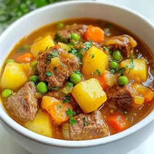 - 2 pounds beef chuck, cut into 1-inch cubes - 4 medium carrots, sliced - 4 medium Yukon gold potatoes, diced - 1 large onion, diced - 3 cloves garlic, minced - 4 cups beef broth - 2 tablespoons tomato paste - 1 tablespoon Worcestershire sauce - 1 teaspoon dried thyme - 1 teaspoon dried rosemary - 2 tablespoons olive oil - Salt and pepper to taste - 2 bay leaves - 1 cup frozen peas (added at the end) When you make cozy crockpot beef stew, fresh ingredients really make a difference. I love using beef chuck. It’s tender and full of flavor. Look for nice marbling. The fat adds richness to the stew. Carrots and Yukon gold potatoes offer sweetness and texture. The potatoes become soft and soak up all the tasty broth. Don’t forget the onion and garlic. They add depth and aroma. For seasoning, beef broth is key. It gives the stew a hearty base. Tomato paste and Worcestershire sauce boost the umami. I use dried thyme and rosemary for warmth. They work well with beef. Olive oil helps with browning the meat. Salt and pepper are essential for taste. If you want more flavor, bay leaves can be great. They add a lovely herbal note. Frozen peas are a fun touch. They add color and sweetness. Toss them in during the last half hour. This stew is about layering flavor and enjoying every bite. {{ingredient_image_1}} Start by searing the beef. In a large skillet, heat two tablespoons of olive oil over medium-high heat. Season 2 pounds of beef chuck with salt and pepper. Brown the beef cubes in batches for about 4 to 5 minutes. Make sure each piece gets nice and brown on all sides. This step adds great flavor. Once browned, transfer the beef to the crockpot. Next, we will cook the vegetables. In the same skillet, add one large diced onion and three cloves of minced garlic. Sauté them for about 2 to 3 minutes until the onion looks soft and clear. This brings out their natural sweetness. After that, transfer this mixture to the crockpot. Now it’s time to combine all the ingredients. Add 4 medium sliced carrots, 4 diced Yukon gold potatoes, and 4 cups of beef broth. Include 2 tablespoons of tomato paste, 1 tablespoon of Worcestershire sauce, 1 teaspoon of dried thyme, 1 teaspoon of dried rosemary, and 2 bay leaves. Stir everything gently to mix well. Finally, cover the crockpot and set it to cook. You can choose to cook on low for 8 hours or high for 4 hours. In the last 30 minutes of cooking, add 1 cup of frozen peas. This gives the stew a pop of color and sweetness. Before serving, remove the bay leaves. Taste the stew and adjust the seasoning with salt and pepper as needed. Enjoy the warm and hearty flavors! To make your beef stew shine, think about your seasonings. You can adjust the salt and pepper to your taste. Adding a splash of soy sauce can bring a nice umami kick. If you want a hint of sweetness, a bit of brown sugar works wonders too. To enhance the beef flavor, use beef broth instead of water. The broth adds rich depth and makes the stew more hearty. Searing the meat is a key step. When you brown the beef, it locks in the juices and adds flavor. It also creates a nice color for your dish. For thickening your stew, there are a few options. You can use cornstarch mixed with cold water. Another way is to mash some of the potatoes in the stew for a natural thickening effect. Pair your stew with crusty bread. It soaks up all the rich juices and adds to the meal. You can also serve it with a fresh salad for crunch. For presentation, use deep bowls and sprinkle fresh parsley on top. This adds color and makes your dish look gourmet. Enjoy your cozy meal! Pro Tips Brown the Beef: Searing the beef before adding it to the crockpot enhances the flavor and adds depth to your stew. Use Fresh Herbs: If possible, use fresh thyme and rosemary instead of dried for a more vibrant flavor profile. Thicken the Stew: If you prefer a thicker stew, mix a tablespoon of cornstarch with cold water and stir it in during the last 30 minutes of cooking. Adjust Seasoning: Always taste the stew before serving and adjust the seasoning, as flavors can mellow during cooking. {{image_2}} You can change up the veggies in your stew. Try adding bell peppers, green beans, or even mushrooms. Seasonal swaps work great too. In fall, use butternut squash or sweet potatoes. In spring, add fresh asparagus or zucchini for a bright touch. You don’t have to stick with beef chuck. Cuts like brisket or round work well too. If you want chicken, use thighs for moisture. You can also try a vegetarian option. Lentils or chickpeas can add protein and texture. Just adjust the cooking time! Let’s spice things up! Swap out thyme and rosemary for fresh herbs like basil or cilantro. You can also add sauces for a kick. A splash of hot sauce or a spoonful of chili paste can add heat. Don’t be afraid to experiment with flavors until it feels right! To store your beef stew in the fridge, let it cool first. Use an airtight container. It will stay fresh for about three to four days. For freezing, divide the stew into portions. Use freezer-safe containers or bags. Squeeze out the air to prevent freezer burn. You can freeze it for up to three months. The best way to reheat beef stew is on the stove. Pour the stew into a pot and heat it over medium heat. Stir often until it's hot. You can also use a microwave. Place the stew in a microwave-safe bowl. Heat in short bursts, stirring in between. This helps keep the flavor and texture intact. You can keep beef stew in the fridge for about three to four days. After that, it may spoil. Signs that your stew has gone bad include a sour smell or mold on the surface. If you see either, toss it out. Always trust your nose and eyes; they don’t lie! Yes, you can cook this stew on high. Just adjust the time. Set your crockpot to high for about 4 hours. This will speed up the cooking process. The meat will still be tender and flavorful. You can use vegetable broth for a lighter taste. Chicken broth works too. If you prefer a richer flavor, try using mushroom broth. Each option gives a unique twist to your stew. To make this stew gluten-free, use gluten-free Worcestershire sauce. Check labels to ensure all ingredients are gluten-free. You can also use cornstarch instead of flour for a thickener. Yes, adding wine can enhance the flavors. Use a dry red wine for the best results. Add about 1 cup when you combine the other liquids. This adds depth to the overall taste. To recap, we explored key ingredients for a tasty beef stew. We covered everything, from main ingredients like beef chuck and veggies to seasonings that boost flavor. I shared step-by-step instructions, tips for perfecting flavor, and variations to try. In the end, making this stew can be fun and easy. Enjoy creating a dish that warms your heart and fills your belly. Happy cooking!
