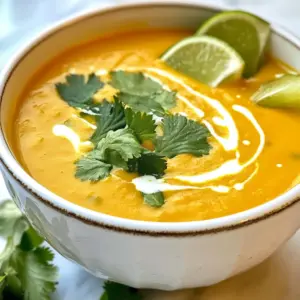 - 1 medium pumpkin (3-4 cups cubed) - 1 tablespoon coconut oil - 1 onion, diced - 3 cloves garlic, minced - 1 tablespoon fresh ginger, grated - 2 tablespoons red curry paste - 4 cups vegetable broth - 1 can (400 ml) coconut milk - 1 tablespoon maple syrup (optional) - Salt and pepper to taste - Fresh cilantro, for garnish - Lime wedges, for serving To make the vegan pumpkin curry soup, you need fresh and simple ingredients. Each one adds a unique flavor. Start with a medium pumpkin. It should yield about three to four cups when you cube it. This is the base of your soup. Then, grab some coconut oil. It adds richness and a hint of sweetness. Next, you need one onion, diced. This will create a lovely aroma when cooked. Three cloves of garlic, minced, and one tablespoon of fresh ginger, grated, will give your soup a nice kick. For flavor, you need two tablespoons of red curry paste. It brings warmth and depth. Four cups of vegetable broth will add moisture and flavor. Don't forget the creamy part! One can of coconut milk is essential for a smooth texture. If you want a touch of sweetness, add one tablespoon of maple syrup. Season with salt and pepper to taste. Finally, garnish with fresh cilantro and serve with lime wedges. The lime adds brightness and balances the richness of the soup. {{ingredient_image_1}} How to cube the pumpkin To cube the pumpkin, start by peeling it. Use a sharp knife to cut off the skin. Next, cut the pumpkin in half. Scoop out the seeds and stringy bits using a spoon. Then, slice the pumpkin into smaller pieces. Finally, cut those pieces into bite-sized cubes. Aim for uniform sizes for even cooking. Sautéing the onion, garlic, and ginger In a large pot, heat 1 tablespoon of coconut oil over medium heat. Once hot, add 1 diced onion. Sauté the onion for about 5 minutes until it becomes soft and translucent. Next, stir in 3 minced garlic cloves and 1 tablespoon of grated ginger. Cook for an additional 2 minutes until you can smell their lovely aromas. Toasting the red curry paste After the garlic and ginger, add 2 tablespoons of red curry paste to the pot. Stir it into the onion mixture. Toast the curry paste for about 1 minute. This step boosts its flavor, making your soup even better. Adding pumpkin and vegetable broth Carefully add the cubed pumpkin to the pot. Then, pour in 4 cups of vegetable broth. Stir everything together well. Bring the mixture to a boil, then reduce the heat to a simmer. Cover the pot and let the soup simmer for about 20 minutes. You want the pumpkin to become tender during this time. Simmering the soup Keep an eye on the soup as it simmers. This is when all the flavors meld together. Stir occasionally, making sure nothing sticks to the bottom of the pot. Once the pumpkin is soft, you are ready for the next step. How to use an immersion blender After the pumpkin is cooked, use an immersion blender to purée the soup directly in the pot. Blend until it is smooth and creamy. If you don't have an immersion blender, carefully transfer the soup in batches to a regular blender. Make sure to let it cool a bit before blending to avoid splatters. Adding coconut milk and seasoning Return your blended soup to the pot if you used a regular blender. Stir in 1 can of coconut milk. Add maple syrup if you prefer a hint of sweetness. Don’t forget to season with salt and pepper to taste. Simmer the soup for another 5 minutes to heat everything through. To make your soup even tastier, try adding maple syrup. This small touch brings a nice sweetness. It balances the spices and pumpkin well. If you want to enhance the taste further, consider adding more seasonings. A pinch of cumin or turmeric can add depth. You can also try a dash of lime juice for more zing. A smooth texture is key for this soup. Use an immersion blender to blend the soup well. If you don’t have one, blend in batches using a regular blender. Always let the soup cool slightly before blending. This helps prevent splatters. When sautéing your onion, garlic, and ginger, keep the heat at medium. Stir often to avoid burning. This way, you get the best flavors out of these ingredients. For serving, add fresh cilantro on top. This brightens the dish and adds freshness. Lime wedges on the side are also great. Squeeze some juice into the soup right before eating. If you want a full meal, serve this soup with crusty bread. It pairs nicely and makes for a warm, comforting dinner. Pro Tips Choose the Right Pumpkin: Opt for a sugar pumpkin or pie pumpkin for a sweeter and creamier texture, perfect for soups. Adjusting Spice Levels: If you prefer a milder curry flavor, start with less red curry paste and gradually add more to taste. Enhancing Flavor: For an extra depth of flavor, consider adding a splash of soy sauce or tamari along with the coconut milk. Storage Tips: This soup freezes well! Store in airtight containers for up to 3 months for a quick meal option later. {{image_2}} You can switch up the vegetables in your vegan pumpkin curry soup. Instead of pumpkin, try using butternut squash or sweet potatoes. Both add a nice sweetness and creaminess. You can also add carrots or bell peppers for extra color and flavor. For a dairy-free alternative, coconut milk is perfect. If you want a lighter option, use almond milk or cashew cream. These options keep the soup creamy while staying vegan. Want a milder soup? Use less red curry paste. You can also add some coconut milk earlier to tone down the heat. For those who love spice, add red pepper flakes or fresh chili to the pot. You can also experiment with spices! Try adding cumin or coriander for a new twist. A pinch of turmeric can add warmth and a lovely color. To make this soup a hearty stew, add more vegetables and some lentils. They give it a nice texture and boost the protein. For a fun twist, serve the soup over rice or quinoa for a filling meal. Pair your soup with warm naan or crusty bread. They are great for dipping! You can also serve it with a fresh salad to balance the flavors. Enjoy experimenting with these variations to make the dish your own! To keep your vegan pumpkin curry soup fresh, let it cool first. Then, transfer it to an airtight container. This helps keep it safe and tasty. The soup lasts about 4 to 5 days in the fridge. If you want to enjoy it later, consider freezing it. For freezing, use a freezer-safe container or bag. Leave some space at the top, as the soup expands when frozen. You can freeze it for up to 3 months. To thaw, move it to the fridge overnight. This method keeps the flavor intact. When you’re ready to eat, reheat the soup on the stove over low heat. Stir often to prevent sticking. You can also use a microwave, but heat it in short bursts. This way, you keep the flavor and texture smooth. If the soup thickens, add a bit of vegetable broth or water. Yes, you can use canned pumpkin. It saves time and is just as tasty. Use 1 can of pumpkin purée, which is about 15 ounces. This makes your soup thick and creamy without the extra work of cutting and cooking fresh pumpkin. You can use almond milk or oat milk if you want a lighter option. If you want creaminess, try cashew cream or soy cream. Just keep in mind that coconut milk adds a unique flavor that other milks may not match. To add more substance, stir in cooked lentils or chickpeas. You can also add quinoa or rice for a hearty touch. These additions will make your soup a complete meal and keep you full longer. Yes, this recipe is gluten-free. All the ingredients, including the vegetable broth and spices, are gluten-free. Enjoy this soup without worry if you have gluten sensitivities. Absolutely! This soup tastes even better the next day. Just store it in an airtight container in the fridge. Reheat it on the stove or in the microwave before serving. This post covered how to make a delicious pumpkin soup. We listed the key ingredients, then walked through each step from preparation to final touches. I shared tips to perfect the flavor and offered variations to customize your dish. Remember, you can store this soup in the fridge or freeze it for later. Enjoy your cooking, and feel free to get creative. This soup is an excellent choice for comfort food or a hearty meal.