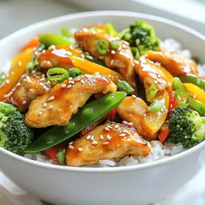 - 1 lb (450g) boneless, skinless chicken breasts, sliced thin - 2 tablespoons honey - 3 tablespoons soy sauce - 1 bell pepper (any color), sliced - 1 cup broccoli florets - 1 cup snap peas To make a tasty Minute Honey Garlic Chicken Stir-Fry, you need fresh and quality ingredients. The chicken breasts should be boneless and skinless. This makes them easy to cook and tender. Honey and soy sauce play a big role in the flavor. They create a sweet and savory sauce that coats the chicken and veggies. Fresh vegetables add color and crunch. I love using bell peppers, broccoli, and snap peas. They not only taste great but also keep the dish nutritious. You can choose any bell pepper color, as they all add a nice touch. - 4 cloves garlic, minced - 1 tablespoon ginger, grated - 2 tablespoons vegetable oil - 1 teaspoon sesame oil - Salt and pepper to taste - Sesame seeds for garnish - Chopped green onions for garnish Seasonings are crucial for bringing out flavors. Minced garlic and grated ginger add warmth and depth. The garlic gives a rich aroma, while ginger adds a touch of spice. Using vegetable oil helps the chicken cook evenly. After cooking, a drizzle of sesame oil adds a nutty flavor that ties everything together. Don’t forget to sprinkle sesame seeds and green onions on top. They add a lovely crunch and a fresh finish. Enjoy cooking this easy stir-fry that brings joy to your table! {{ingredient_image_1}} Start by making the sauce. In a small bowl, whisk together: - 2 tablespoons honey - 3 tablespoons soy sauce - 4 cloves garlic, minced - 1 tablespoon ginger, grated Whisk until the mixture is smooth. This sauce gives your chicken a sweet and tasty kick. Next, heat 2 tablespoons of vegetable oil in a large skillet or wok. Set the heat to medium-high. Add 1 pound of sliced chicken. Season with salt and pepper. Cook the chicken for about 4-5 minutes. Stir it often until it turns golden brown and is fully cooked. Once the chicken is ready, it’s time for the veggies. Add in: - 1 bell pepper, sliced - 1 cup broccoli florets - 1 cup snap peas Stir-fry these for 2-3 minutes. This keeps them tender-crisp. You want bright colors and a nice crunch. Now, pour the honey garlic sauce over the chicken and veggies. Stir well to coat everything. Cook for one more minute. This lets the sauce bubble and thicken. Finally, drizzle 1 teaspoon of sesame oil over the stir-fry. Toss it again to combine. Your dish is now ready to serve! To ensure your chicken is cooked through, slice it thinly. This helps it cook fast and evenly. Cook the chicken until it is golden and no longer pink inside. Use a meat thermometer to check for 165°F (75°C). This keeps your meal safe and tasty. For tender-crisp vegetables, add them to the skillet at the right time. Add them after the chicken is cooked. Stir-fry them for just 2-3 minutes. This keeps them bright and crunchy. Don’t overcook; you want them vibrant and fresh. You can add spices to boost the flavor. A pinch of red pepper flakes gives a nice kick. Try adding a splash of rice vinegar for some tanginess. These small changes can make a big difference! Think about adding other ingredients too. Sliced carrots, baby corn, or water chestnuts work great. You can even toss in some nuts for extra crunch. This allows you to mix and match based on what you have. Pro Tips Prep Ingredients Ahead: Having all your ingredients prepped and ready to go will make the cooking process smoother and quicker. High Heat is Key: Stir-frying requires high heat to achieve that perfect char on the chicken and vegetables, so make sure your skillet is hot before adding ingredients. Customize Your Veggies: Feel free to swap in your favorite vegetables or whatever you have on hand, like carrots, zucchini, or mushrooms. Serve Immediately: Stir-fries are best enjoyed fresh from the pan while the vegetables are still crunchy and vibrant. {{image_2}} If you want to switch things up, you can use different proteins. Tofu is a great choice for a plant-based option. It absorbs flavors well and adds protein. If you prefer seafood, shrimp cooks quickly and pairs nicely with the honey garlic sauce. For beef lovers, thinly sliced beef works too. Just cook it until it’s brown and tender. Feel free to mix in other veggies. Carrots, zucchini, or mushrooms can add new flavors and colors. Seasonal veggies like asparagus in spring or squash in fall can also work well. Use what you have on hand or what’s fresh at the market. This keeps the dish exciting and fresh every time you make it. To make this dish gluten-free, just swap soy sauce for tamari. Tamari has a similar taste and works perfectly in this recipe. For those looking to cut back on sugar, you can reduce the honey. Use just one tablespoon or try a sugar substitute. Adjusting the sweetness gives you control while keeping the dish delicious. After enjoying your Minute Honey Garlic Chicken Stir-Fry, you may have some leftovers. To keep them fresh, store them in an airtight container. Refrigerate the dish within two hours of cooking. This helps prevent bacteria growth. You can keep it in the fridge for up to three days. If you want to save it longer, consider freezing it. When it’s time to eat your leftovers, reheating is key. You can use a few methods. The best way is to heat it on the stove. Just add the stir-fry to a skillet over medium heat. Stir it often until it’s warm. You can also use the microwave. Put the stir-fry in a microwave-safe bowl and cover it. Heat for 1-2 minutes, stirring halfway through. Make sure it’s hot all the way through before serving. Enjoy your tasty meal again! It takes about 20 minutes to make this dish. You spend 10 minutes prepping and 10 minutes cooking. This quick time makes it perfect for busy nights. You can enjoy a tasty meal in no time. Yes, you can use frozen chicken and veggies. Just make sure to thaw them first. Frozen items might take a bit longer to cook. Make sure everything is cooked through before serving. This stir-fry pairs well with jasmine rice or noodles. You can also add a side of fresh salad. Both options complement the flavors in the dish nicely. Yes, this recipe is great for meal prep. You can cook a big batch and store it. Keep it in airtight containers for up to four days. Just reheat when ready to eat. Absolutely! You can mix the sauce and store it in the fridge. It stays fresh for up to a week. This way, you save time on cooking days! This blog post covered how to make a flavorful Honey Garlic Chicken Stir-Fry. We explored key ingredients, like tender chicken, honey, soy sauce, and fresh veggies. I shared tips for cooking the chicken right and ensuring your vegetables stay crisp. You also learned about protein and veggie swaps for variety. For an easy meal, remember to store leftovers properly. With these tips, you can enjoy this dish anytime. Happy cooking!