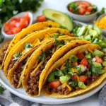 - 1 lb ground beef - 1 can (15 oz) black beans, drained and rinsed - 1 cup corn kernels (fresh or frozen) The main ingredients are simple and packed with flavor. Ground beef gives a rich taste. Black beans add protein and fiber. Corn kernels bring sweetness and texture to the mix. - 1 tablespoon chili powder - 1 teaspoon cumin - 1 teaspoon paprika - ½ teaspoon salt - ½ teaspoon black pepper Seasoning is key for delicious tacos. Chili powder adds warmth and depth. Cumin lends a warm, earthy flavor. Paprika brings a sweet touch. Salt and pepper enhance all the flavors. - 12 small corn tortillas - Optional toppings: diced tomatoes, shredded lettuce, sour cream, avocado slices Corn tortillas are perfect for crispy shells. They hold the filling well and add crunch. Toppings let you personalize your tacos. Use diced tomatoes for freshness. Add shredded lettuce for crunch. Sour cream and avocado add creaminess. {{ingredient_image_1}} - Preheat the oven: Start by setting your oven to 400°F (200°C). This step is key for crispy tacos. - Cook the beef and onions: In a large skillet, heat over medium. Add 1 pound of ground beef and 1 small chopped onion. Cook for about 5-7 minutes. The beef should turn brown and the onion should get soft. If there's extra grease, drain it off. - Season the beef: Next, stir in 2 minced cloves of garlic, 1 tablespoon of chili powder, 1 teaspoon of cumin, 1 teaspoon of paprika, ½ teaspoon of salt, and ½ teaspoon of black pepper. Cook for 2 more minutes. This will bring out the smell of the spices. - Mix in beans and corn: Now, add 1 can of black beans (drained and rinsed) and 1 cup of corn. Mix everything well. Cook for another 3-5 minutes to heat it through. Then, turn off the heat. - Create the taco shells: Lightly spray each of the 12 corn tortillas on both sides with cooking spray. Place them in a muffin tin or taco holder. Shape them into a U-form to make taco shells. - Fill and bake the tacos: Spoon the beef mixture into each tortilla shell. Top with 1 cup of shredded cheddar cheese. Place the muffin tin in the oven and bake for 10-12 minutes. The tortillas will get crispy and the cheese will melt. Serve these tasty tacos with your favorite toppings, like diced tomatoes, shredded lettuce, or avocado slices. Enjoy your crispy baked ground beef tacos! To get crispy taco shells, you want to spray your tortillas well. Hold the cooking spray about 6 inches from the tortilla. Make sure to coat both sides evenly. This helps them crisp up nicely in the oven. Using a muffin tin is a smart way to shape your tacos. Just lay the sprayed tortillas in the cups of the tin. This keeps them upright and helps them hold their shape. You can also use a taco holder if you have one. Both methods work great! Spices can make a big difference. You can add more chili powder or even some cayenne for heat. If you like it mild, stick to the recipe. Fresh herbs can brighten up your tacos. Try adding chopped cilantro or green onions as a garnish. They add color and extra flavor. You can even squeeze fresh lime juice on top for a zesty kick! Pro Tips Use Lean Ground Beef: Opt for lean ground beef (at least 80% lean) to reduce grease in your tacos, ensuring a crispy shell without excess fat. Customize Your Spices: Feel free to adjust the spices according to your taste. Add more chili powder for heat or some oregano for a unique flavor twist. Make Ahead: Prepare the beef mixture in advance and store it in the refrigerator. This makes assembly quick and easy on busy nights. Crispier Shells: For extra crispy shells, bake the tortilla cups for a few minutes before adding the filling and cheese. {{image_2}} You can switch things up by using different proteins. Ground turkey or chicken works great. These options are leaner and still pack flavor. If you want a meat-free meal, try lentils. They cook fast and blend well with spices. Both choices keep your tacos tasty and healthy. Spice lovers can add jalapeños for a kick. Just chop them finely and mix them in with the beef. You can also use pepper jack cheese instead of cheddar. It adds a nice, creamy heat to each bite. These small tweaks can make your tacos stand out. Feel free to explore and find the flavors you love! To keep your crispy baked ground beef tacos fresh, store them right. First, let the tacos cool to room temperature. Then, place them in an airtight container. This helps keep the flavor and moisture in. You can store them in the fridge for up to three days. If you want to save them longer, freezing is an option. For the filling, transfer it to a freezer-safe bag. Squeeze out the air and seal it tightly. You can freeze the filling for up to three months. For the shells, you can freeze them separately, too. Just make sure they are fully cooled before you freeze. When it's time to enjoy your tacos again, reheating is key. To keep the shells crispy, the oven is your best friend. Preheat your oven to 350°F (175°C). Place the tacos on a baking sheet. Bake them for about 10-12 minutes. This will help the shells crisp up again. If you want to reheat the filling, use a skillet. Heat it over medium heat and stir until it's hot. This usually takes about 5 minutes. You can also add a splash of water to keep it moist. Just be careful not to overcook it. Enjoy your leftovers just like the first time! To make tacos crispy, you can use a few simple techniques. First, lightly spray each tortilla with cooking spray on both sides. This step helps the tortillas crisp up nicely when baked. Next, shape the tortillas into U-shapes by placing them in a muffin tin or taco holder. The tin keeps them upright, allowing for even baking. Bake them in the oven at 400°F (200°C) for about 10-12 minutes. The result is a delicious crunch. Yes, you can use flour tortillas instead of corn. However, there are some key differences. Corn tortillas are thinner and crisp up better, while flour tortillas are softer and chewier. If you choose flour tortillas, bake them for a bit longer to achieve the right crispness. You may also want to use a bit more cooking spray to help them get crispy. Toppings can really enhance your taco experience. Popular options include diced tomatoes, shredded lettuce, and sour cream. You can also add avocado slices for creaminess. Feel free to customize your toppings based on what you like. Consider adding fresh cilantro or jalapeños for extra flavor. The choice is yours! In this post, we explored how to make delicious tacos with ground beef, beans, and corn. We covered the best spices to use and how to create crispy shells. You learned tips for flavor enhancements and alternative protein options. Finally, we shared how to store leftovers and reheat them for the best taste. Enjoy making these tasty tacos and customize them as you like. Cooking can be fun, and these easy steps help you enjoy every bite!