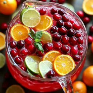 - 4 cups cranberry juice (100% juice) - 1 cup orange juice (freshly squeezed for best flavor) - 1 liter sparkling water or club soda - 1 cup fresh cranberries (for garnish) - 1 orange, thinly sliced - 1 lime, thinly sliced - Ice cubes The main ingredients for this punch are simple and fresh. The cranberry juice provides a tart flavor. Orange juice adds sweetness and brightness. The sparkling water gives it that fizzy pop. Fresh cranberries, orange slices, and lime slices make it look pretty. Ice cubes keep it nice and cold. - 1 tablespoon fresh mint leaves (optional) If you want to make your punch even better, add fresh mint leaves. They give a nice smell and a hint of coolness. You can also try adding other fruits, like sliced strawberries or pineapple. These fruits will add more color and flavor to your punch. Always choose 100% juice for the best taste. Look for juices with no added sugars. Freshly squeezed orange juice is best, but you can also use bottled juice. Make sure it is pure. Using high-quality juices makes your punch taste amazing. {{ingredient_image_1}} First, grab a large punch bowl. Pour in 4 cups of cranberry juice. Make sure it is 100% juice for the best taste. Next, add 1 cup of fresh orange juice. Squeeze the oranges right before you pour. This helps the flavor pop! Stir the juices gently until they mix well. Now, it’s time to add some fun! Toss in 1 cup of fresh cranberries. They add color and a burst of flavor. Slice 1 orange and 1 lime into thin pieces. Add these slices to the bowl, too. They not only taste great but also look beautiful. If you want, add 1 tablespoon of fresh mint leaves. This will give your punch a refreshing twist. Before serving, slowly pour in 1 liter of sparkling water or club soda. This keeps the fizz alive and makes the drink bubbly. Fill each glass with ice cubes first. Then ladle the punch over the ice. This way, it stays cold and refreshing. If you added mint leaves, place one on top of each glass for a nice touch. Enjoy your festive drink! To keep your punch fizzy, add the sparkling water just before serving. This ensures the bubbles stay fresh and lively. If you mix it too early, the fizz will fade. You can also try using chilled sparkling water. The colder it is, the better it will hold its bubbles. Pick clear glassware to show off the bright colors of your punch. A tall glass or a fun punch cup works great. You can even use mason jars for a rustic look. Make sure the glasses are also chilled for a refreshing sip. You can prepare the juices and fruits ahead of time. Mix the cranberry and orange juice and cut the fruits. Store them in the fridge until you are ready to serve. Just don’t add the sparkling water until the last minute. This way, your punch stays fizzy and looks amazing. Pro Tips Chill Your Ingredients: Always chill your cranberry juice and orange juice beforehand to keep the punch refreshing and cold without needing too much ice. Customize the Bubbles: Feel free to experiment with flavored sparkling water, such as lemon or lime, to add an extra layer of taste to your punch. Add Seasonal Fruits: Incorporate seasonal fruits like pomegranate seeds or sliced apples for added flavor and visual appeal during the holidays. Make It a Mocktail: For a fun twist, serve this punch in a cocktail glass and add a splash of your favorite non-alcoholic spirit for a festive mocktail option. {{image_2}} You can make this punch for everyone to enjoy. Use the same recipe, but skip any alcohol. It tastes great without it! Kids love this drink too. You can even add fun straws for their cups. This punch stays festive for any party. Adding spices can make this drink even better. Try a pinch of cinnamon or nutmeg. These spices give a warm flavor. You can also add more fruits. Think about pomegranate seeds or sliced berries. These additions look pretty and taste amazing. Not everyone likes their drinks sweet. You can adjust the sweetness to fit your taste. If you want less sugar, use unsweetened cranberry juice. You can also add a splash of lemon juice for a tart twist. For a sweeter punch, mix in a little honey or agave. Adjust it until it’s just right for you! To store leftover Sparkling Cranberry Punch, pour it into a clean container. Use a glass jar or a pitcher with a lid. Seal it tightly to keep out air. This helps the punch stay fresh. Store it in the fridge. Use it within 2 days for the best taste. If you add ice, remove it before storing. Ice will melt and water down the punch. If your punch goes flat, don’t worry! You can easily re-fizz it. Pour in more sparkling water or club soda. Mix gently to keep the bubbles. You can also add fresh fruit to lift the flavor. Remember to only add sparkling water just before serving for the best fizz. The shelf life for your ingredients varies. Here’s a quick guide: - Cranberry juice: Use within a week once opened. - Orange juice: Freshly squeezed juice is best in 3 days. - Fresh cranberries: They last up to 2 weeks in the fridge. - Fresh fruit: Use within a week for the best taste and look. Keeping track of these times helps you enjoy your punch at its best! Yes, you can make Sparkling Cranberry Punch in advance, but with some tips. Mix the cranberry juice and orange juice ahead of time. Store this juice mix in the fridge. Just remember to add the sparkling water right before serving. This keeps the punch fizzy and fresh. If you don’t have fresh fruit, you can use frozen fruit. Frozen cranberries or slices of frozen orange and lime work well. They add flavor and chill the punch without watering it down. You could also use fruit juice or flavored sparkling water for a twist. Yes, you can easily make this punch alcoholic. Add your favorite spirit like vodka or rum. A cup of alcohol mixed in with the juices will give it a nice kick. Just remember to adjust the amount of juice if needed. In this article, we explored how to make a delicious Sparkling Cranberry Punch. I covered key ingredients and garnishes that elevate your drink. You learned step-by-step instructions for preparing this refreshing beverage, plus tips to keep it fizzy. Whether you want a non-alcoholic option or themed variations, there’s something for everyone. Finally, I shared storage tips to help you enjoy leftovers. Enjoy this punch at your next gathering and impress your guests!