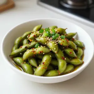 To make spicy garlic edamame, you need: - 2 cups edamame, in pods (fresh or frozen) - 3 tablespoons olive oil - 4 cloves garlic, minced - 1 tablespoon soy sauce - 2 teaspoons chili garlic sauce (adjust for spice preference) - 1 teaspoon sesame oil - 1 teaspoon freshly grated ginger - Salt to taste - 1 teaspoon toasted sesame seeds - Chopped green onions for garnish You can swap ingredients if needed: - Use avocado oil instead of olive oil for a different flavor. - If you lack fresh garlic, use garlic powder. Start with 1 teaspoon. - Tamari works as a gluten-free option instead of soy sauce. - For a milder dish, replace chili garlic sauce with sweet chili sauce. - You can skip ginger if you're not a fan, but it adds great flavor. Edamame is packed with nutrients. Here are some key benefits: - Protein Source: Edamame has all nine essential amino acids. - Fiber-Rich: It helps with digestion and keeps you full longer. - Low in Calories: This snack is healthy and won&rsquo;t ruin your diet. - Vitamins and Minerals: Edamame contains vitamin K, folate, and iron. - Antioxidants: It may reduce the risk of chronic diseases. Enjoy this zesty and healthy snack while reaping its many benefits! {{ingredient_image_1}} First, decide if you want to use fresh or frozen edamame. If you use frozen edamame, follow the package directions to cook them. If you prefer fresh, bring a pot of water to a boil. Add the edamame pods and boil for 5-7 minutes. You want them tender but not mushy. Once cooked, drain the edamame and set them aside. Next, it&rsquo;s time to make the spicy garlic mixture. In a large skillet, heat 3 tablespoons of olive oil over medium heat. Once the oil is warm, add 4 minced garlic cloves and 1 teaspoon of freshly grated ginger. Saut&eacute; them for about 1 minute until you smell the great aroma. Be careful not to burn the garlic; burnt garlic can taste bitter. Now, stir in 1 tablespoon of soy sauce, 2 teaspoons of chili garlic sauce, and 1 teaspoon of sesame oil. Let this mixture simmer for about 1-2 minutes. This allows all the flavors to blend together nicely. Now comes the fun part&mdash;adding the edamame! Toss the cooked edamame into the skillet with the spicy garlic mixture. Stir well to coat each pod in the flavorful sauce. Cook them for an additional 3-4 minutes. Keep stirring often to make sure they heat through and absorb all that spicy goodness. After cooking, taste your edamame. If needed, add a sprinkle of salt to enhance the flavor. Finally, remove the skillet from the heat. Transfer the edamame to a serving bowl and top with 1 teaspoon of toasted sesame seeds and some chopped green onions for a fresh finish. Enjoy your zesty and healthy snack! When cooking edamame, always use fresh or frozen pods. Fresh edamame tastes great, but frozen is just as good. For frozen edamame, follow the package cooking time. If using fresh, boil the pods in salted water for 5-7 minutes. This keeps them tender. After cooking, drain the edamame well. This helps the spicy garlic mixture stick better. Warm edamame absorbs flavors easily. Toss them in the skillet right after draining for the best taste. Want more heat? Use more chili garlic sauce. Start with one tablespoon, then taste. If you like less spice, use less sauce. You can also add a pinch of red pepper flakes for a kick. If the dish becomes too spicy, balance it out. Add a touch of honey or sugar. This cuts the heat while keeping the flavor. Don't be afraid to experiment! Spicy garlic edamame makes a great snack or side dish. Serve it warm in a bowl, topped with sesame seeds and green onions. This adds color and crunch. Pair it with rice or noodles for a full meal. It also goes well with beer or a light wine. Try adding some lime wedges for a zesty twist. Enjoy your healthy snack! Pro Tips Choose Fresh Edamame: Opt for fresh edamame pods whenever possible, as they provide a better texture and flavor compared to frozen. Control the Heat: Adjust the amount of chili garlic sauce based on your spice tolerance; start with less and add more if desired. Don&rsquo;t Burn the Garlic: Keep an eye on the garlic while saut&eacute;ing; it can easily burn and become bitter, ruining the dish. Garnish for Color: Adding chopped green onions not only enhances the flavor but also makes the dish visually appealing. {{image_2}} Spicy garlic edamame is naturally vegan and gluten-free. You can enjoy this dish without any worry. Use tamari instead of soy sauce for a gluten-free option. This swap keeps the flavors intact while ensuring everyone can join in. You can add more veggies to your edamame for extra taste and nutrition. Try bell peppers, carrots, or snap peas. Chop them into small pieces and toss them in the skillet with the edamame. This adds color and crunch. It&rsquo;s a fun way to change up the dish. Feel free to play with different seasonings to suit your taste. If you want more heat, add extra chili garlic sauce or red pepper flakes. For a sweeter note, mix in a dash of maple syrup. You can also try adding lime juice for a zesty kick. Experimenting will help you find your perfect blend. To keep your spicy garlic edamame fresh, place leftovers in an airtight container. Store it in the fridge for up to three days. This will help maintain the flavor and texture of the dish. Make sure it cools down a bit before sealing it up. When you're ready to enjoy the leftovers, heat them on the stove. Place the edamame in a skillet over medium heat. Stir occasionally until warm. You can also use a microwave. Put the edamame in a microwave-safe bowl and cover it. Heat for about 1-2 minutes. Stir halfway through for even warming. If you want to save some for later, freezing is a great option. First, let the edamame cool completely. Then, place it in a freezer-safe bag or container. Remove as much air as possible to prevent freezer burn. You can freeze it for up to three months. When you&rsquo;re ready to eat, just thaw it in the fridge overnight. Reheat as needed. Yes, you can make Spicy Garlic Edamame ahead of time. Prepare the dish fully and let it cool. Store it in an airtight container in the fridge for up to three days. When ready to eat, just reheat it in a skillet over medium heat, stirring until hot. This makes it a great snack for parties or meal prep. Spicy Garlic Edamame pairs well with several dipping sauces. Here are a few favorites: - Soy sauce for a classic touch. - Sriracha for an extra kick. - Peanut sauce for creaminess. - Sweet chili sauce for a sweet and spicy mix. These sauces add more flavor and keep things fun. The spice level of Spicy Garlic Edamame depends on your choice of chili garlic sauce. If you prefer less heat, use less sauce. For more spice, add more. The garlic and ginger also add a nice kick without being too hot. Adjust the spice to fit your taste! This blog post provided a detailed guide to preparing delicious Spicy Garlic Edamame. I covered ingredients, step-by-step cooking instructions, and helpful tips. You learned about ingredient substitutions and health benefits of edamame. I also shared storage tips and variations to suit different diets. In conclusion, making this dish is simple and fun. Enjoy customizing it to your taste. Keep experimenting to find your favorite version!