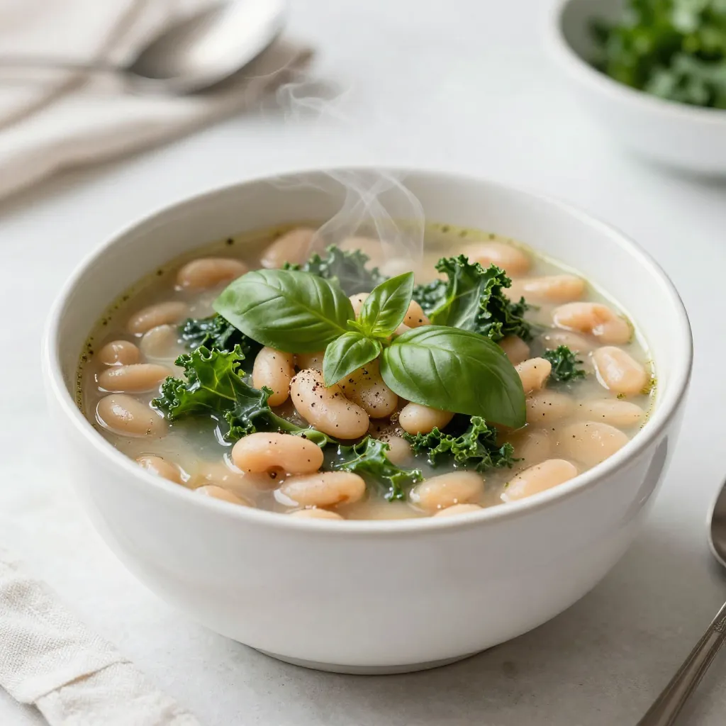 - 2 cups canned white beans (cannellini or great northern), rinsed and drained - 1 medium onion, diced - 3 cloves garlic, minced - 2 medium carrots, diced - 2 celery stalks, diced - 4 cups vegetable broth - 2 cups chopped kale or spinach - 1 teaspoon dried thyme - 1 teaspoon dried rosemary - 1 bay leaf - 2 tablespoons olive oil - Salt and pepper to taste - Juice of 1 lemon - Fresh basil or parsley for garnish In Tuscan White Bean Soup, the beans are the star. You can choose either cannellini or great northern beans. Both are creamy and full of flavor. Canned beans save time and are easy to use. Next, fresh vegetables add crunch and taste. You need onion, garlic, carrots, and celery. The onion gives a sweet base, while garlic adds a strong aroma. Carrots and celery bring color and texture. For the broth, vegetable broth is best. It keeps the soup light. You will also need dried thyme, rosemary, and a bay leaf for flavor. These herbs add depth to the dish. Greens like kale or spinach bring nutrition. They cook down soft and blend well. A squeeze of lemon juice brightens the soup. It adds a fresh taste that balances the beans. Finally, garnish with fresh basil or parsley. This gives a pop of color and extra flavor. Each ingredient plays a role, making the soup both delicious and nourishing. {{ingredient_image_1}} To start, heat 2 tablespoons of olive oil in a large pot over medium heat. Once the oil is hot, add your diced onion, carrots, and celery. Sauté them for about 5-7 minutes. You want them soft but not brown. This step builds a great flavor base for the soup. Next, stir in 3 cloves of minced garlic. Cook it for another 1-2 minutes. This will add a rich aroma to your soup. Be careful not to burn the garlic; it can turn bitter. Now, it’s time to add the main ingredients. Dump in 2 cups of rinsed and drained white beans along with 4 cups of vegetable broth. Add 1 teaspoon of dried thyme, 1 teaspoon of dried rosemary, and 1 bay leaf. Stir everything well. Bring your mixture to a boil. Once it boils, reduce the heat to low. Let the soup simmer for 20-25 minutes. This allows the flavors to blend perfectly. After simmering, add 2 cups of chopped kale or spinach. Let it simmer for another 5-10 minutes. The greens should be tender but still bright. Before serving, remove the bay leaf. Stir in the juice of 1 lemon. Season your soup with salt and pepper to taste. Garnish with fresh basil or parsley for a fresh finish. Enjoy your warm bowl of Tuscan White Bean Soup! To boost flavor, focus on your seasonings. Dried thyme and rosemary work well in this soup. They add depth and warmth. Fresh herbs like basil or parsley can brighten the dish. Add them just before serving for the best taste. Achieving the right texture is key. Start by sautéing the onions, carrots, and celery until soft. This step builds a strong base. When you add the beans, mash some against the pot's side. This adds creaminess to the soup. One common mistake is overcooking the greens. If you add kale or spinach too early, they can become mushy. Add them near the end of cooking for a nice bite. Another mistake is skipping seasoning adjustments. Taste your soup as it cooks. This helps you find the right balance of salt and pepper. A splash of lemon juice at the end brightens the flavors. Pro Tips Use Fresh Herbs: Fresh herbs like basil or parsley can elevate the flavor of your soup significantly, adding a burst of freshness. Adjust Consistency: If you prefer a thicker soup, blend a portion of the beans before adding them to the pot for a creamier texture. Experiment with Greens: Feel free to substitute kale or spinach with other greens such as Swiss chard or collard greens for a different flavor profile. Make it Ahead: This soup tastes even better the next day, so consider making a batch in advance and storing it in the refrigerator. {{image_2}} You can add sausage or chicken for extra protein. Cook the meat first in the pot. Once it’s browned, add the onions, carrots, and celery. This adds great flavor and heartiness. Use Italian sausage for a spicy kick. Chicken breast works well too. Just shred it after cooking, and mix it back in. For a vegetarian or vegan twist, swap the broth. Use vegetable broth instead of chicken broth. You can also add more greens. Spinach or Swiss chard add nutrition and color. If you want a creamier soup, blend a portion of the beans. This makes the soup rich without dairy. Change the soup with the seasons. In summer, add zucchini or fresh tomatoes. These veggies keep the soup light and fresh. In fall, use butternut squash for sweetness. You can also switch herbs based on what’s fresh. Basil and parsley are great, but try sage or oregano for a new taste. To keep your Tuscan white bean soup fresh, store it in a sealed container. Make sure it cools first. Place the container in the fridge. It will last about 3 to 5 days. If you want to freeze the soup, use freezer-safe bags or containers. Leave some space at the top. The soup expands when frozen. It can last up to 3 months in the freezer. When reheating, do it slowly on the stove. Add a splash of broth or water. This keeps the soup from getting too thick. Stir often to blend the flavors. Enjoy your warm, tasty soup! You can use either cannellini or great northern beans. Cannellini beans are larger and creamier. They have a nutty flavor and soft texture. Great northern beans are smaller and milder. They hold their shape well, making them great for soups. Both beans work well, so choose what you prefer or have on hand. Yes, you can adapt this soup for a slow cooker. Start by sautéing the onion, carrots, and celery in a pan. This step adds depth to the soup. After that, transfer the sautéed veggies to the slow cooker. Add beans, broth, and seasonings. Cook on low for 6-8 hours or high for 3-4 hours. Stir in the greens just before serving, and enjoy! Yes, Tuscan White Bean Soup is very healthy. It is packed with fiber from the beans. Fiber helps with digestion and keeps you full. The vegetables add vitamins and minerals. Greens like kale or spinach offer antioxidants. Olive oil provides healthy fats. This soup is a great choice for a nourishing meal! This blog post shared how to make a delicious Tuscan White Bean Soup. We covered essential ingredients, step-by-step instructions, and helpful tips. I highlighted common mistakes to avoid for the best flavor. You can add meat or stick to vegan versions, based on your preference. Don’t forget to store leftovers correctly or freeze them for later. Now, you can enjoy a tasty and healthy meal, full of flavor and warmth. Dive into making your soup and savor the results!