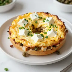 - 8 large eggs - 2 cups milk - 1 cup shredded cheddar cheese - 4 everything bagels, diced - Optional protein options (diced cooked ham or alternatives) For this dish, the eggs create a rich base. The milk adds creaminess. Cheddar cheese gives a nice meltiness. Diced everything bagels introduce a fun texture and flavor. You can add diced ham or your favorite protein for extra taste. - Garlic powder - Onion powder - Salt and black pepper These spices bring out the best in your casserole. Garlic powder adds depth. Onion powder gives a sweet hint. Salt and pepper balance all the flavors perfectly. - Chives - Cream cheese - Optional: Capers for garnish Chives add a fresh, bright touch to the dish. Cream cheese gives a rich creaminess. If you like, capers add a burst of briny flavor. It&rsquo;s all about layers of taste! {{ingredient_image_1}} First, preheat your oven to 350&deg;F (175&deg;C). This step warms the oven for even baking. Next, grease a 9x13-inch baking dish. You can use cooking spray or butter. This keeps the casserole from sticking. In a large bowl, whisk together eight large eggs and two cups of milk. Add one teaspoon of garlic powder, one teaspoon of onion powder, one teaspoon of salt, and half a teaspoon of black pepper. Mix well until combined. Now, fold in one cup of shredded cheddar cheese, one cup of diced cooked ham, and a quarter cup of chopped chives. This mixture is key to a tasty casserole. Take the diced everything bagels and add them to the egg mixture. Gently stir until all bagels are coated. Pour half of this mixture into your prepared baking dish. Spread it evenly. Place the quarter cup of cream cheese cubes throughout the first layer. Then, pour the remaining mixture on top, ensuring even distribution. Place the dish in your preheated oven. Bake for 35 to 40 minutes. The casserole is ready when the eggs are set and the top is golden brown. After baking, remove it from the oven. Let the casserole rest for about five minutes before slicing. This helps the flavors settle. For extra flavor, sprinkle capers on top if you like. To achieve fluffy eggs, beat the eggs well. Make sure to whisk them until they froth. This helps add air, making your casserole light. Letting the casserole rest for five minutes is key. This time allows the eggs to set perfectly before you slice. For a flavor boost, consider adding a pinch of smoked paprika or a dash of cayenne pepper. You can also mix in fresh herbs, like parsley or dill. For toppings, try sliced avocado or a dollop of sour cream. These extras can add a new layer of taste to your dish. When serving, cut the casserole into neat squares. Place them on a large platter for a nice look. Garnish with extra chives or capers for color. Pair your casserole with a light salad or fresh fruit. Coffee or fresh juice also makes a great drink choice to enjoy with this dish. Pro Tips Use Stale Bagels: For the best texture, use stale bagels. They absorb the egg mixture better and add to the overall flavor. Customize Your Protein: Feel free to swap out the diced ham for cooked sausage, bacon, or even a plant-based protein for a different twist. Check for Doneness: To ensure the casserole is cooked through, insert a knife into the center; it should come out clean when the casserole is done. Make Ahead: Assemble the casserole the night before and refrigerate. Just pop it in the oven in the morning for a hassle-free breakfast. {{image_2}} For a tasty twist, you can swap the meat in your casserole. If you want a vegetarian option, consider using saut&eacute;ed spinach or mushrooms. These add great flavor and nutrients. You can also try cooked quinoa or lentils for a protein punch. If you prefer meat, there are many choices. You could use crumbled sausage or diced turkey instead of ham. Each protein brings a new taste to the dish, so feel free to get creative! Cheese adds richness to the casserole, but you can mix it up. Try using pepper jack for a spicy kick or mozzarella for a milder flavor. If you want to keep it light, consider using cottage cheese. It gives a creamy texture without too many calories. For those who avoid dairy, there are dairy-free cheese options. Look for brands made from nuts or soy, which melt well. They can make your casserole just as delicious and creamy! The bagel is the star of this dish, so explore different flavors. You can use onion bagels for a stronger taste or cinnamon raisin bagels for a sweet touch. Each bagel type can change the whole vibe of your casserole. If you need gluten-free options, there are great gluten-free bagels available now. They work just as well in this recipe. You won&rsquo;t miss out on flavor or texture with these alternatives! To keep your Everything Bagel Breakfast Casserole fresh, store it correctly. Place leftovers in airtight containers. This will help prevent drying out. You can refrigerate the casserole for up to four days. Make sure it cools down before sealing it. Label the container with the date. This way, you will know when to use it. When you want to enjoy your leftovers, reheating is key. The best method is the oven. Preheat it to 350&deg;F (175&deg;C). Place the casserole in a baking dish. Cover it with foil to avoid drying out. Heat for about 20 minutes until warm. You can also use the microwave for quick reheating. Just heat in small intervals. Check often to keep the texture nice. If you want to save some for later, freezing works well. Cut the casserole into portions for easy use. Wrap each piece tightly in plastic wrap. Then, place them in a freezer-safe bag or container. This helps keep out air and freezer burn. You can freeze it for up to three months. When you are ready to eat, take it out to thaw in the fridge overnight. Reheat it in the oven or microwave as mentioned above. To reheat your casserole, use the oven or microwave. For the oven, set it to 350&deg;F (175&deg;C). Place the casserole in a baking dish. Cover it with foil to keep it moist. Heat for about 15-20 minutes, or until warm. If using a microwave, cut a piece and heat for 1-2 minutes. Check to see that it&rsquo;s hot all the way through. Yes, you can make this casserole ahead of time. Prepare it the day before and cover it well. Store it in the fridge overnight. This helps the flavors mix well. You can bake it the next day. Just remember, you might need a few extra minutes in the oven. I recommend using fresh everything bagels for the best flavor. Their mix of spices adds a great taste. You can also use plain bagels if you prefer. Other flavored bagels, like onion or garlic, can also work well. Just make sure they are not too soft. This casserole lasts about 3-4 days in the fridge. Store it in an airtight container. If you want it to last longer, consider freezing it. In the fridge, check for any signs of spoilage before eating. This blog post covered everything you need to make an amazing Everything Bagel Breakfast Casserole. We discussed key ingredients like eggs, milk, and bagels. You learned how to prepare and bake the dish step by step, plus helpful tips for the best flavor and texture. Remember, you can customize this casserole based on your preferences. It&rsquo;s easy to switch up proteins, cheeses, or bagels. Enjoy making this tasty dish, and impress your friends and family with your cooking skills!