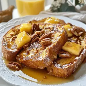 - 8 slices of brioche or challah bread - 4 large eggs - 2 cups milk (whole or almond) - 1/2 cup molasses - 1 teaspoon ground ginger - 1 teaspoon ground cinnamon - 1/2 teaspoon ground nutmeg - 1/4 teaspoon ground cloves - 1 tablespoon vanilla extract - 1/4 teaspoon salt - 1/2 cup chopped pecans (optional) - Maple syrup for serving - Powdered sugar for garnish (optional) These ingredients create a warm, cozy dish. Brioche or challah bread gives a soft base, while the spices add warmth. The molasses deepens the flavor, making it festive. Eggs and milk bind everything, forming a custard. Chopped pecans bring crunch and flavor. You can skip them if you want. Maple syrup adds sweetness, and powdered sugar makes it pretty. Each bite is a mix of soft bread and rich spices. Make sure to gather everything before starting. This helps the process feel smooth. You&rsquo;ll enjoy the fun of making this dish with ease. Plus, the lovely smell fills your kitchen! {{ingredient_image_1}} Start by taking a large bowl. Add 4 large eggs and 2 cups of milk. You can use whole or almond milk. Whisk these together until smooth. Next, stir in 1/2 cup of molasses. This adds a deep, rich flavor. Then, add the spices: 1 teaspoon of ground ginger, 1 teaspoon of ground cinnamon, 1/2 teaspoon of nutmeg, and 1/4 teaspoon of ground cloves. Don&rsquo;t forget 1 tablespoon of vanilla extract and 1/4 teaspoon of salt. Mix everything well. You want a well-combined custard mixture. Now, grab your baking dish, a 9x13 inch one works best. Grease it lightly. Take 8 slices of brioche or challah bread. Lay them in a single layer in the dish. If you like nuts, sprinkle 1/2 cup of chopped pecans over the bread. This adds great crunch and flavor. Next, pour your custard mixture evenly over the bread. Make sure each slice is coated. Press down gently. This helps the bread soak up the custard. Cover the dish with plastic wrap and place it in the fridge overnight. This is key for the best flavor. The next day, preheat your oven to 350&deg;F (175&deg;C). Remove the wrap and bake the French toast for 30 to 35 minutes. Look for a golden top and a puffed texture. It should smell amazing! When making Overnight Gingerbread French Toast, choose the right bread. Brioche is rich and buttery. It gives a soft texture. Challah is a bit sweeter with a nice crust. Both options work well. For gluten-free options, look for gluten-free bread. Many brands offer tasty choices. Check the label for texture and flavor. You want something that holds up well in custard. The custard flavor is key to your dish. You can adjust sweetness by adding more or less molasses. If you want a spicier taste, add extra ginger or cinnamon. To maximize flavor, let the mixture sit for a bit before using it. This helps the spices blend well. Make sure to whisk everything together until smooth. When serving, think about toppings. Maple syrup is a classic choice. You can also add fresh fruit, like berries or bananas. A sprinkle of powdered sugar adds a nice touch too. For drinks, consider hot cocoa or a warm spiced apple cider. They pair perfectly with the gingerbread flavor. Enjoy your festive meal! Pro Tips Use Day-Old Bread: For the best texture, use bread that is a day or two old. This helps it absorb the custard mixture without becoming too soggy. Add Spice Variations: Feel free to experiment with spices! A pinch of cardamom or allspice can add a unique twist to your French toast flavor. Let It Soak: Allow the bread to soak for at least 4 hours, but overnight is ideal. This ensures a rich, custardy inside and a perfectly baked exterior. Serve Warm: For the best experience, serve the French toast warm right out of the oven, topped with fresh fruit and a drizzle of maple syrup. {{image_2}} You can change the flavor of Overnight Gingerbread French Toast easily. Adding chocolate chips or fresh fruit like berries makes it fun and sweet. You can also mix in different spices. Try cardamom for a warm taste, or swap cinnamon for allspice. Each choice gives a new twist to this classic dish. If you want a nut-free version, pick the right bread. Look for nut-free brioche or challah. When using milk, choose almond or oat milk if you like. For pecans, try pumpkin seeds or sunflower seeds instead. These options keep the crunch without nuts. For a plant-based meal, replace the eggs with flaxseed meal or chia seeds. Mix 1 tablespoon of either with 2.5 tablespoons of water. Let it sit for a few minutes until it thickens. Use non-dairy milk like almond or coconut milk. You can sweeten it with maple syrup or agave nectar to keep the flavor rich. To store leftover Overnight Gingerbread French Toast, place it in a sealed container. You can also cover the dish tightly with plastic wrap. This keeps the toast fresh and prevents it from drying out. The French toast lasts in the fridge for about 3 to 4 days. When it&rsquo;s time to enjoy your leftovers, the best way to reheat them is in the oven. Preheat your oven to 350&deg;F (175&deg;C). Place the slices on a baking sheet and cover them with foil. Bake for about 10-15 minutes. This method helps keep the toast warm and soft. You can also reheat slices in the microwave. Just heat them for 30 seconds to 1 minute. However, this might make them a bit chewy. If you want to freeze your French toast, first let it cool completely. Then, wrap each slice tightly in plastic wrap. Put the wrapped slices in a freezer-safe bag or container. This helps to keep them fresh. You can freeze them for up to 2 months. To thaw, take the slices out and place them in the fridge overnight. If you need them fast, you can also thaw them in the microwave. Just use the defrost setting for a few minutes until soft. You can make this dish gluten-free by choosing gluten-free bread. Look for gluten-free brioche or challah options. Many stores offer these types of bread now. You can also use gluten-free sandwich bread. Just make sure it&rsquo;s fresh for the best texture. The rest of the ingredients remain the same. You won&rsquo;t lose flavor, and your French toast will still taste great. Yes, you can. If you don&rsquo;t have molasses, you can use honey or maple syrup. Both add sweetness and a nice flavor. You can also use brown sugar mixed with a bit of water for a similar taste. Adjust the amount based on your sweetness preference. The French toast will still be delicious without molasses. Yes, you can double this recipe easily. Use a larger baking dish to fit all the bread. Just make sure to mix the custard well so all the bread gets soaked. You may need to bake it a little longer. Check for doneness by making sure the top is golden. Enjoy serving more people with this festive dish! This blog covered how to make Overnight Gingerbread French Toast. We discussed the ingredients, step-by-step instructions, and helpful tips. Plus, I shared different variations and storage methods. In closing, this dish is a delightful way to impress at breakfast. Its rich flavors and easy prep make it a winner. Enjoy experimenting with your own twists. Happy cooking!